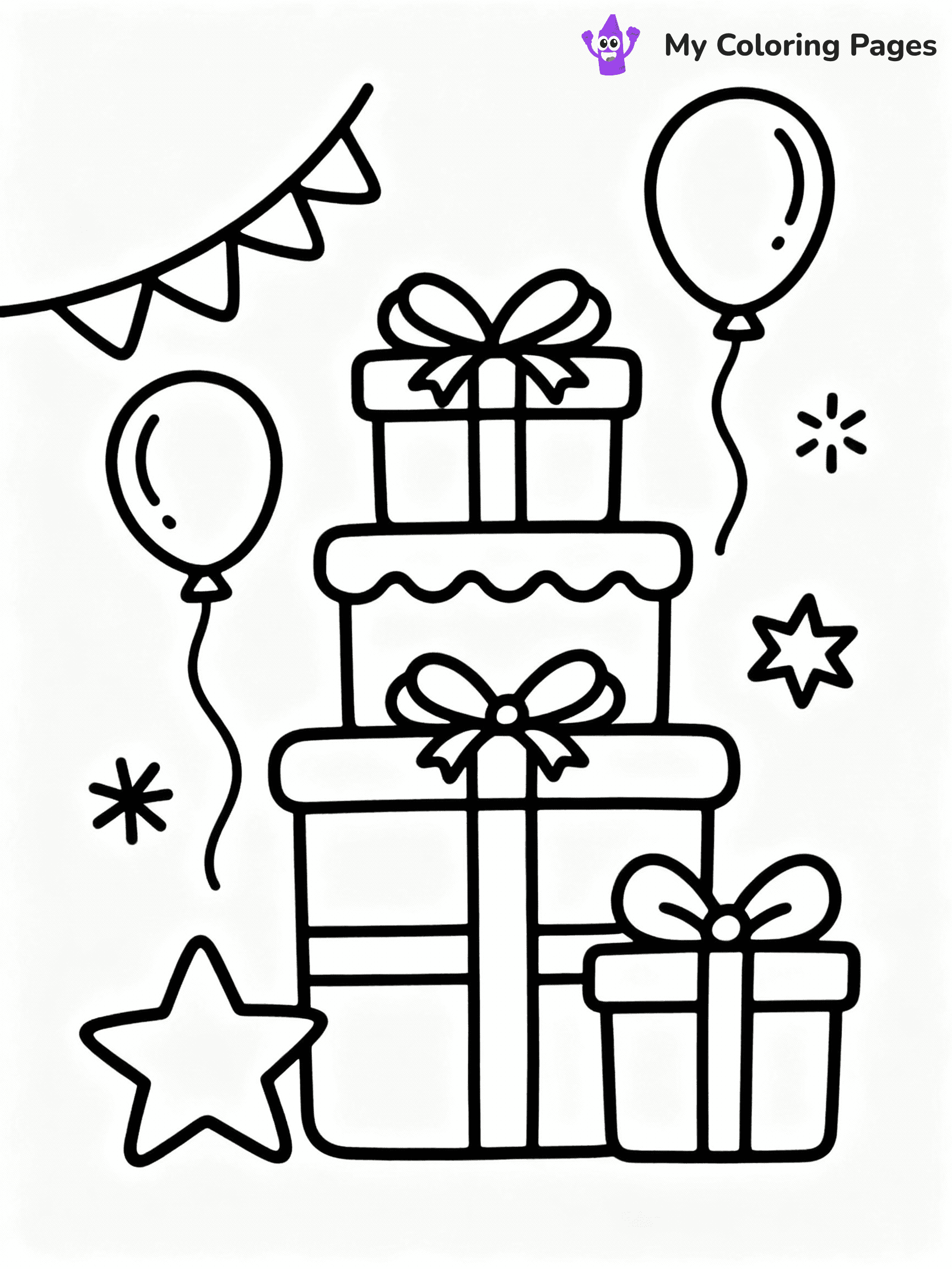 ⚠️ CRITICAL REQUIREMENT - ABSOLUTE BLACK AND WHITE ONLY ⚠️
This MUST be a BLACK AND WHITE line drawing ONLY. NO COLORS whatsoever.
- ONLY pure black lines (#000000) on pure white background (#FFFFFF)
- ABSOLUTELY NO colors, NO shading, NO gradients, NO grayscale
- If there are ANY colors in the output, the image is REJECTED
- This is a COLORING PAGE - meant to be COLORED IN by children
- The output must be UNCOLORED line art ready for coloring
⚠️ SUBJECT TO DRAW: Fun presents stacked high, ribbons and bows, festive decorations, outline style
(REMEMBER: Output must be BLACK AND WHITE line art only, NOT colored!)
# COLORING PAGE: BLACK OUTLINES ONLY - WHITE BACKGROUND MANDATORY
Create a **coloring book page** using EXACTLY two values: black lines, white space.
## NON-NEGOTIABLE BINARY RULES
- **ONLY #000000 (black) and #FFFFFF (white)** - NO other values exist
- **EVERY PIXEL = BLACK OR WHITE** - no gray/shading/antialiasing
- **WHITE BACKGROUND MANDATORY** - entire canvas stays white
- **ALL SHAPES HOLLOW** - everything is empty outlines waiting to be colored
- **FORBIDDEN:** fills, shading, gradients, patterns, textures, colors
- **NO SOLID REGIONS** - if it's not a thin line, it's wrong
## Universal Line Standards
- Black outlines ONLY - thin, uniform weight
- Every shape completely empty inside
- Closed contours suitable for coloring
- Simple flat illustration - zero depth/3D/realism
- **Style:** Whimsical Doodle Art Alley - rounded, friendly outlines (unless specified)
## Everything = Outline Only
- Characters/animals: hollow shapes
- Objects/clothing: empty contours
- Backgrounds/scenery: line work only
- Natural elements: outlined forms
- Dark/night areas: don't exist (use outlined symbols)
- Textures/patterns: convert to simple lines
## The Test
Can a child color EVERY white space with crayons? If any area is pre-filled/shaded/gray or colored in, it FAILS. Every shape must be waiting to receive color.
**FINAL OUTPUT**: Binary coloring page. Black lines define shapes. White spaces ready for coloring. Nothing else exists. No exceptions. Print-ready.
⚠️ FINAL REMINDER: Draw the subject "Fun presents stacked high, ribbons and bows, festive decorations, outline style" as BLACK AND WHITE line art. Zero colors in output.