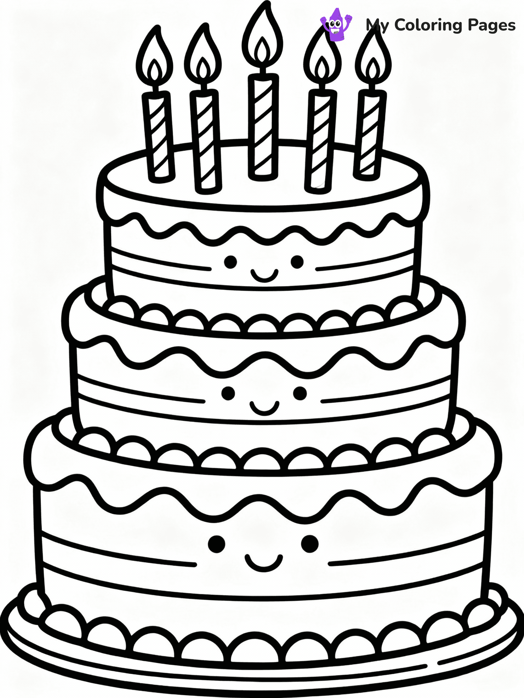 ⚠️ CRITICAL REQUIREMENT - ABSOLUTE BLACK AND WHITE ONLY ⚠️
This MUST be a BLACK AND WHITE line drawing ONLY. NO COLORS whatsoever.
- ONLY pure black lines (#000000) on pure white background (#FFFFFF)
- ABSOLUTELY NO colors, NO shading, NO gradients, NO grayscale
- If there are ANY colors in the output, the image is REJECTED
- This is a COLORING PAGE - meant to be COLORED IN by children
- The output must be UNCOLORED line art ready for coloring
⚠️ SUBJECT TO DRAW: Delicious birthday cake with multiple layers, candles lit, decorative frosting, outline style
(REMEMBER: Output must be BLACK AND WHITE line art only, NOT colored!)
# COLORING PAGE: BLACK OUTLINES ONLY - WHITE BACKGROUND MANDATORY
Create a **coloring book page** using EXACTLY two values: black lines, white space.
## NON-NEGOTIABLE BINARY RULES
- **ONLY #000000 (black) and #FFFFFF (white)** - NO other values exist
- **EVERY PIXEL = BLACK OR WHITE** - no gray/shading/antialiasing
- **WHITE BACKGROUND MANDATORY** - entire canvas stays white
- **ALL SHAPES HOLLOW** - everything is empty outlines waiting to be colored
- **FORBIDDEN:** fills, shading, gradients, patterns, textures, colors
- **NO SOLID REGIONS** - if it's not a thin line, it's wrong
## Universal Line Standards
- Black outlines ONLY - thin, uniform weight
- Every shape completely empty inside
- Closed contours suitable for coloring
- Simple flat illustration - zero depth/3D/realism
- **Style:** Whimsical Doodle Art Alley - rounded, friendly outlines (unless specified)
## Everything = Outline Only
- Characters/animals: hollow shapes
- Objects/clothing: empty contours
- Backgrounds/scenery: line work only
- Natural elements: outlined forms
- Dark/night areas: don't exist (use outlined symbols)
- Textures/patterns: convert to simple lines
## The Test
Can a child color EVERY white space with crayons? If any area is pre-filled/shaded/gray or colored in, it FAILS. Every shape must be waiting to receive color.
**FINAL OUTPUT**: Binary coloring page. Black lines define shapes. White spaces ready for coloring. Nothing else exists. No exceptions. Print-ready.
⚠️ FINAL REMINDER: Draw the subject "Delicious birthday cake with multiple layers, candles lit, decorative frosting, outline style" as BLACK AND WHITE line art. Zero colors in output.