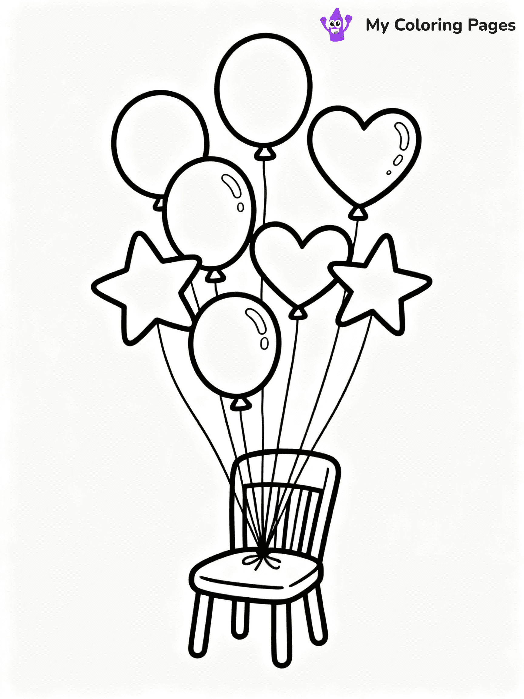 ⚠️ CRITICAL REQUIREMENT - ABSOLUTE BLACK AND WHITE ONLY ⚠️
This MUST be a BLACK AND WHITE line drawing ONLY. NO COLORS whatsoever.
- ONLY pure black lines (#000000) on pure white background (#FFFFFF)
- ABSOLUTELY NO colors, NO shading, NO gradients, NO grayscale
- If there are ANY colors in the output, the image is REJECTED
- This is a COLORING PAGE - meant to be COLORED IN by children
- The output must be UNCOLORED line art ready for coloring
⚠️ SUBJECT TO DRAW: birthday balloons in various shapes, some tied to a chair, outline style
(REMEMBER: Output must be BLACK AND WHITE line art only, NOT colored!)
# COLORING PAGE: BLACK OUTLINES ONLY - WHITE BACKGROUND MANDATORY
Create a **coloring book page** using EXACTLY two values: black lines, white space.
## NON-NEGOTIABLE BINARY RULES
- **ONLY #000000 (black) and #FFFFFF (white)** - NO other values exist
- **EVERY PIXEL = BLACK OR WHITE** - no gray/shading/antialiasing
- **WHITE BACKGROUND MANDATORY** - entire canvas stays white
- **ALL SHAPES HOLLOW** - everything is empty outlines waiting to be colored
- **FORBIDDEN:** fills, shading, gradients, patterns, textures, colors
- **NO SOLID REGIONS** - if it's not a thin line, it's wrong
## Universal Line Standards
- Black outlines ONLY - thin, uniform weight
- Every shape completely empty inside
- Closed contours suitable for coloring
- Simple flat illustration - zero depth/3D/realism
- **Style:** Whimsical Doodle Art Alley - rounded, friendly outlines (unless specified)
## Everything = Outline Only
- Characters/animals: hollow shapes
- Objects/clothing: empty contours
- Backgrounds/scenery: line work only
- Natural elements: outlined forms
- Dark/night areas: don't exist (use outlined symbols)
- Textures/patterns: convert to simple lines
## The Test
Can a child color EVERY white space with crayons? If any area is pre-filled/shaded/gray or colored in, it FAILS. Every shape must be waiting to receive color.
**FINAL OUTPUT**: Binary coloring page. Black lines define shapes. White spaces ready for coloring. Nothing else exists. No exceptions. Print-ready.
⚠️ FINAL REMINDER: Draw the subject "birthday balloons in various shapes, some tied to a chair, outline style" as BLACK AND WHITE line art. Zero colors in output.