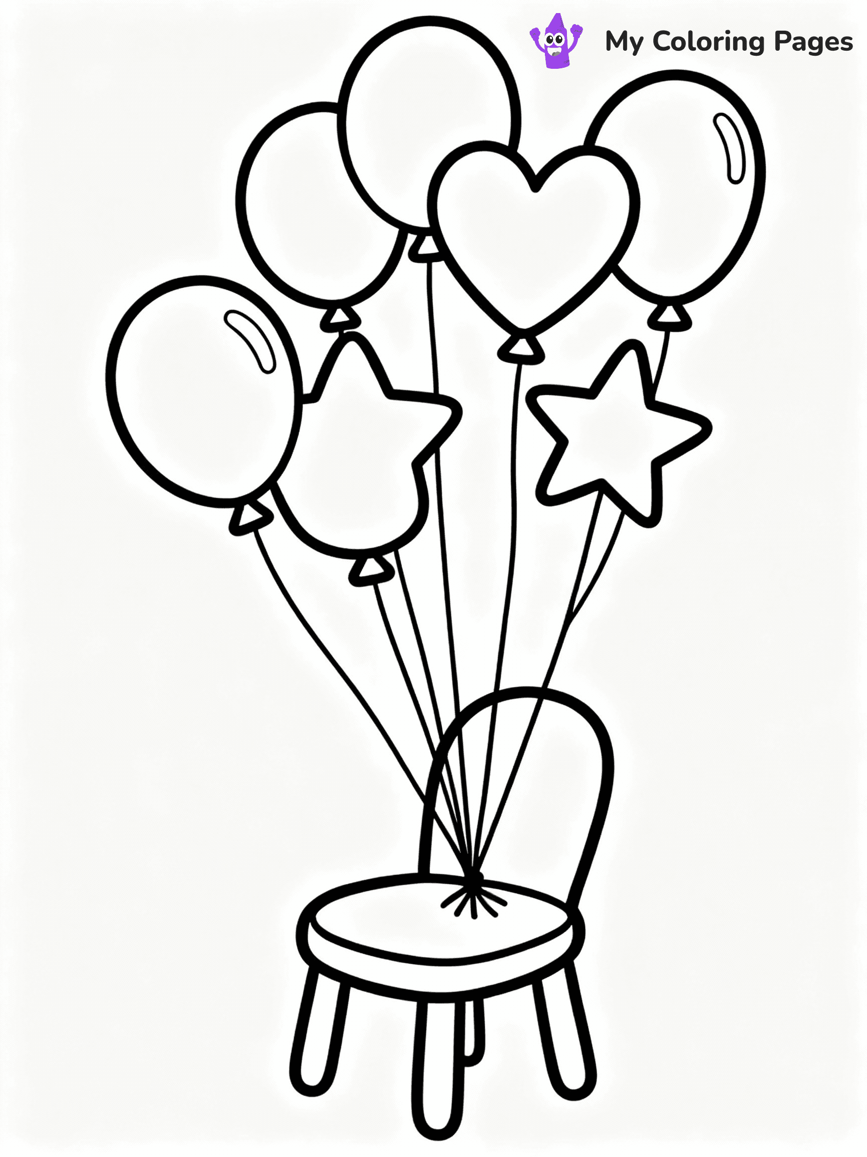 ⚠️ CRITICAL REQUIREMENT - ABSOLUTE BLACK AND WHITE ONLY ⚠️
This MUST be a BLACK AND WHITE line drawing ONLY. NO COLORS whatsoever.
- ONLY pure black lines (#000000) on pure white background (#FFFFFF)
- ABSOLUTELY NO colors, NO shading, NO gradients, NO grayscale
- If there are ANY colors in the output, the image is REJECTED
- This is a COLORING PAGE - meant to be COLORED IN by children
- The output must be UNCOLORED line art ready for coloring
⚠️ SUBJECT TO DRAW: birthday balloons in various shapes, some tied to a chair, outline style
(REMEMBER: Output must be BLACK AND WHITE line art only, NOT colored!)
# COLORING PAGE: BLACK OUTLINES ONLY - WHITE BACKGROUND MANDATORY
Create a **coloring book page** using EXACTLY two values: black lines, white space.
## NON-NEGOTIABLE BINARY RULES
- **ONLY #000000 (black) and #FFFFFF (white)** - NO other values exist
- **EVERY PIXEL = BLACK OR WHITE** - no gray/shading/antialiasing
- **WHITE BACKGROUND MANDATORY** - entire canvas stays white
- **ALL SHAPES HOLLOW** - everything is empty outlines waiting to be colored
- **FORBIDDEN:** fills, shading, gradients, patterns, textures, colors
- **NO SOLID REGIONS** - if it's not a thin line, it's wrong
## Universal Line Standards
- Black outlines ONLY - thin, uniform weight
- Every shape completely empty inside
- Closed contours suitable for coloring
- Simple flat illustration - zero depth/3D/realism
- **Style:** Whimsical Doodle Art Alley - rounded, friendly outlines (unless specified)
## Everything = Outline Only
- Characters/animals: hollow shapes
- Objects/clothing: empty contours
- Backgrounds/scenery: line work only
- Natural elements: outlined forms
- Dark/night areas: don't exist (use outlined symbols)
- Textures/patterns: convert to simple lines
## The Test
Can a child color EVERY white space with crayons? If any area is pre-filled/shaded/gray or colored in, it FAILS. Every shape must be waiting to receive color.
**FINAL OUTPUT**: Binary coloring page. Black lines define shapes. White spaces ready for coloring. Nothing else exists. No exceptions. Print-ready.
⚠️ FINAL REMINDER: Draw the subject "birthday balloons in various shapes, some tied to a chair, outline style" as BLACK AND WHITE line art. Zero colors in output.