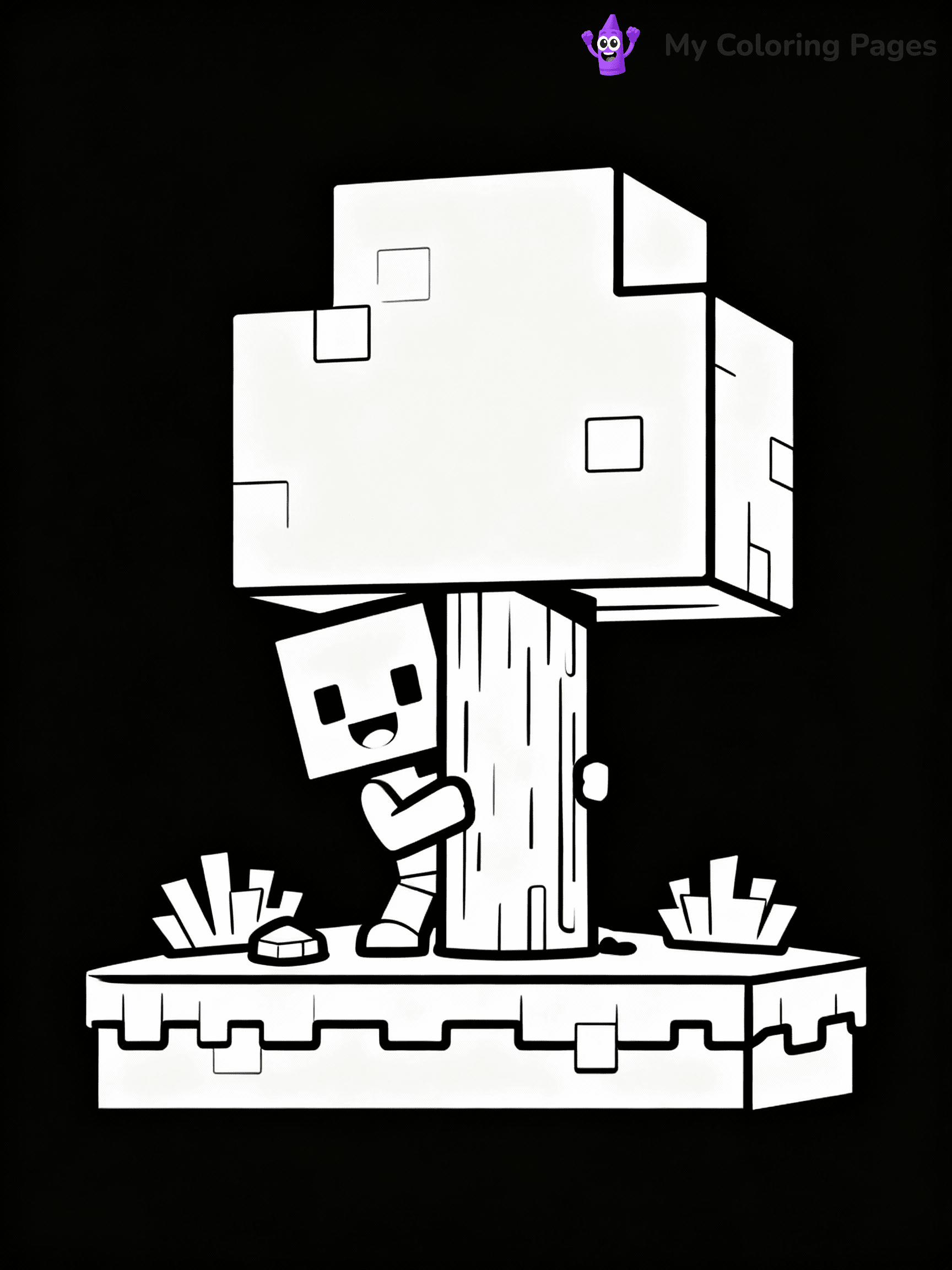 ⚠️ CRITICAL REQUIREMENT - ABSOLUTE BLACK AND WHITE ONLY ⚠️
This MUST be a BLACK AND WHITE line drawing ONLY. NO COLORS whatsoever.
- ONLY pure black lines (#000000) on pure white background (#FFFFFF)
- ABSOLUTELY NO colors, NO shading, NO gradients, NO grayscale
- If there are ANY colors in the output, the image is REJECTED
- This is a COLORING PAGE - meant to be COLORED IN by children
- The output must be UNCOLORED line art ready for coloring
⚠️ SUBJECT TO DRAW: Creeper hiding behind a blocky tree. PURE OUTLINES. NO FILLS, COLOR, SHADING, OR GREYSCALE. WHITE BACKGROUND.
(REMEMBER: Output must be BLACK AND WHITE line art only, NOT colored!)
# Flat, Friendly Cartoon Line-Art Coloring Page
You are generating a **pure black-and-white binary image** of a child-friendly cartoon scene combining characters and background scenery in one cohesive composition.
## Rendering Rules (Strict)
- Only two colors: pure black (#000000) outlines and pure white (#FFFFFF) background.
- No grayscale, shading, gradients, tints, fills, transparency, or partial pixels.
- No antialiasing or blended edges; every pixel is 100% black or white.
- No solid black fills inside shapes — all areas inside outlines must remain white.
- No dark clothing areas or filled tone blocks; all garments outlined only.
- No shadows, textures, lighting, or tonal variations.
- Must look like flat binary vector line-art for coloring pages.
## Drawing & Composition
- **Medium, consistent line weight**; clean closed outlines easy to color inside.
- **Flat, simple, child-friendly design** — no realism or 3D depth.
- Characters are **grounded on a surface**, centered and large.
- **Balanced composition** with clear silhouettes and minimal props.
## Scenery & Style
- Landmarks (e.g., mosque, CN Tower) and scenery (trees, benches, waves) drawn with **black outlines only.**
- For real-world figures, teams, or places, show accurate details using only black outlines—no text or logos. Use distinctive uniform patterns, abstract symbols, and landmark silhouettes to convey identity.
- Keep **consistent perspective**; no floating elements.
- **Style:** whimsical **Doodle Art Alley** — rounded, friendly outlines.
- May adapt shapes from **Crayola, Disney, Peppa Pig, Cocomelon** — *by shape only, never color.*
- Final output: **flat, crisp, binary (#000000/#FFFFFF)**, **no filled color or background text.**
EXTREMELYE IMPORTANT:
- PURE BINARY LINE-ART; NO FILLS (HAIR/CLOTHES/SKIN), SHADING, OR GREY.
- NO SHADING, COLOR. MUST BE WHITE BACKGROUND.
⚠️ FINAL REMINDER: Draw the subject "Creeper hiding behind a blocky tree. PURE OUTLINES. NO FILLS, COLOR, SHADING, OR GREYSCALE. WHITE BACKGROUND." as BLACK AND WHITE line art. Zero colors in output.