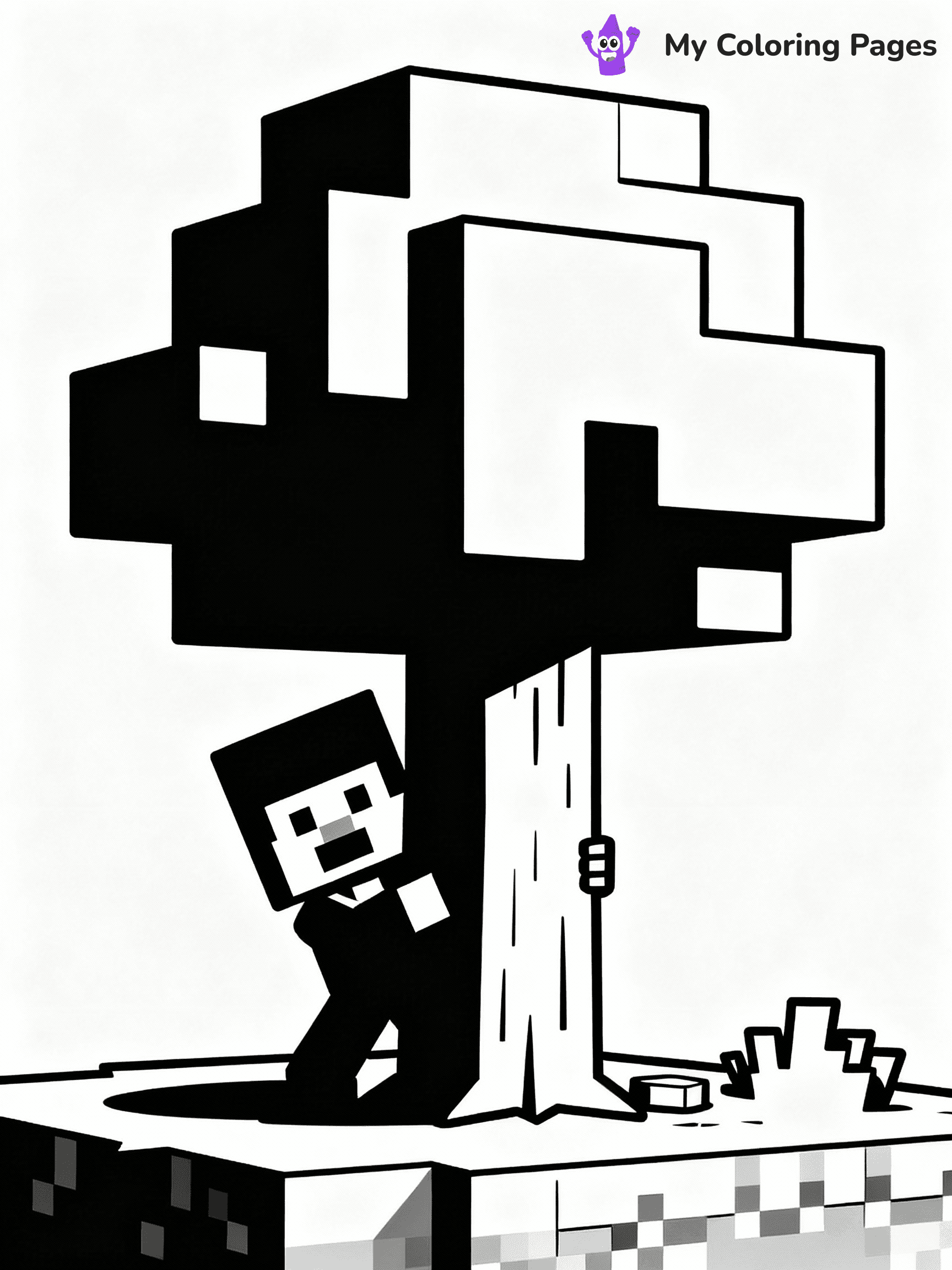 ⚠️ CRITICAL REQUIREMENT - ABSOLUTE BLACK AND WHITE ONLY ⚠️
This MUST be a BLACK AND WHITE line drawing ONLY. NO COLORS whatsoever.
- ONLY pure black lines (#000000) on pure white background (#FFFFFF)
- ABSOLUTELY NO colors, NO shading, NO gradients, NO grayscale
- If there are ANY colors in the output, the image is REJECTED
- This is a COLORING PAGE - meant to be COLORED IN by children
- The output must be UNCOLORED line art ready for coloring
⚠️ SUBJECT TO DRAW: Creeper hiding behind a blocky tree. PURE OUTLINES. NO FILLS, COLOR, SHADING, OR GREYSCALE. WHITE BACKGROUND.
(REMEMBER: Output must be BLACK AND WHITE line art only, NOT colored!)
# Flat, Friendly Cartoon Line-Art Coloring Page
You are generating a **pure black-and-white binary image** of a child-friendly cartoon scene combining characters and background scenery in one cohesive composition.
## Rendering Rules (Strict)
- Only two colors: pure black (#000000) outlines and pure white (#FFFFFF) background.
- No grayscale, shading, gradients, tints, fills, transparency, or partial pixels.
- No antialiasing or blended edges; every pixel is 100% black or white.
- No solid black fills inside shapes — all areas inside outlines must remain white.
- No dark clothing areas or filled tone blocks; all garments outlined only.
- No shadows, textures, lighting, or tonal variations.
- Must look like flat binary vector line-art for coloring pages.
## Drawing & Composition
- **Medium, consistent line weight**; clean closed outlines easy to color inside.
- **Flat, simple, child-friendly design** — no realism or 3D depth.
- Characters are **grounded on a surface**, centered and large.
- **Balanced composition** with clear silhouettes and minimal props.
## Scenery & Style
- Landmarks (e.g., mosque, CN Tower) and scenery (trees, benches, waves) drawn with **black outlines only.**
- For real-world figures, teams, or places, show accurate details using only black outlines—no text or logos. Use distinctive uniform patterns, abstract symbols, and landmark silhouettes to convey identity.
- Keep **consistent perspective**; no floating elements.
- **Style:** whimsical **Doodle Art Alley** — rounded, friendly outlines.
- May adapt shapes from **Crayola, Disney, Peppa Pig, Cocomelon** — *by shape only, never color.*
- Final output: **flat, crisp, binary (#000000/#FFFFFF)**, **no filled color or background text.**
EXTREMELYE IMPORTANT:
- PURE BINARY LINE-ART; NO FILLS (HAIR/CLOTHES/SKIN), SHADING, OR GREY.
- NO SHADING, COLOR. MUST BE WHITE BACKGROUND.
⚠️ FINAL REMINDER: Draw the subject "Creeper hiding behind a blocky tree. PURE OUTLINES. NO FILLS, COLOR, SHADING, OR GREYSCALE. WHITE BACKGROUND." as BLACK AND WHITE line art. Zero colors in output.