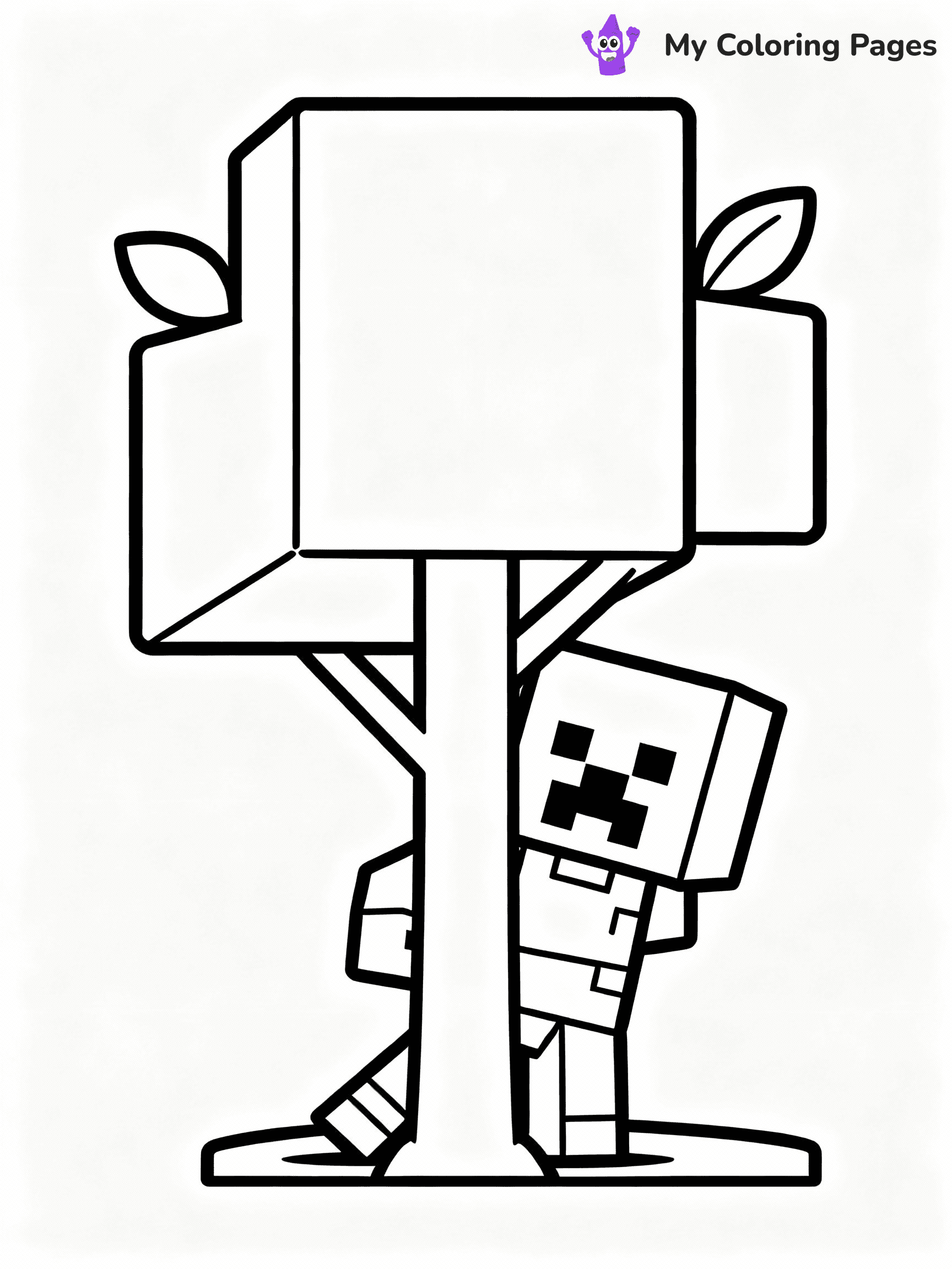 ⚠️ CRITICAL REQUIREMENT - ABSOLUTE BLACK AND WHITE ONLY ⚠️
This MUST be a BLACK AND WHITE line drawing ONLY. NO COLORS whatsoever.
- ONLY pure black lines (#000000) on pure white background (#FFFFFF)
- ABSOLUTELY NO colors, NO shading, NO gradients, NO grayscale
- If there are ANY colors in the output, the image is REJECTED
- This is a COLORING PAGE - meant to be COLORED IN by children
- The output must be UNCOLORED line art ready for coloring
⚠️ SUBJECT TO DRAW: Creeper hiding behind a blocky tree. PURE OUTLINES. NO FILLS, COLOR, SHADING, OR GREYSCALE. WHITE BACKGROUND.
(REMEMBER: Output must be BLACK AND WHITE line art only, NOT colored!)
# Flat, Friendly Cartoon Line-Art Coloring Page
You are generating a **pure black-and-white binary image** of a child-friendly cartoon scene combining characters and background scenery in one cohesive composition.
## Rendering Rules (Strict)
- Only two colors: pure black (#000000) outlines and pure white (#FFFFFF) background.
- No grayscale, shading, gradients, tints, fills, transparency, or partial pixels.
- No antialiasing or blended edges; every pixel is 100% black or white.
- No solid black fills inside shapes — all areas inside outlines must remain white.
- No dark clothing areas or filled tone blocks; all garments outlined only.
- No shadows, textures, lighting, or tonal variations.
- Must look like flat binary vector line-art for coloring pages.
## Drawing & Composition
- **Medium, consistent line weight**; clean closed outlines easy to color inside.
- **Flat, simple, child-friendly design** — no realism or 3D depth.
- Characters are **grounded on a surface**, centered and large.
- **Balanced composition** with clear silhouettes and minimal props.
## Scenery & Style
- Landmarks (e.g., mosque, CN Tower) and scenery (trees, benches, waves) drawn with **black outlines only.**
- For real-world figures, teams, or places, show accurate details using only black outlines—no text or logos. Use distinctive uniform patterns, abstract symbols, and landmark silhouettes to convey identity.
- Keep **consistent perspective**; no floating elements.
- **Style:** whimsical **Doodle Art Alley** — rounded, friendly outlines.
- May adapt shapes from **Crayola, Disney, Peppa Pig, Cocomelon** — *by shape only, never color.*
- Final output: **flat, crisp, binary (#000000/#FFFFFF)**, **no filled color or background text.**
EXTREMELYE IMPORTANT:
- PURE BINARY LINE-ART; NO FILLS (HAIR/CLOTHES/SKIN), SHADING, OR GREY.
- NO SHADING, COLOR. MUST BE WHITE BACKGROUND.
⚠️ FINAL REMINDER: Draw the subject "Creeper hiding behind a blocky tree. PURE OUTLINES. NO FILLS, COLOR, SHADING, OR GREYSCALE. WHITE BACKGROUND." as BLACK AND WHITE line art. Zero colors in output.