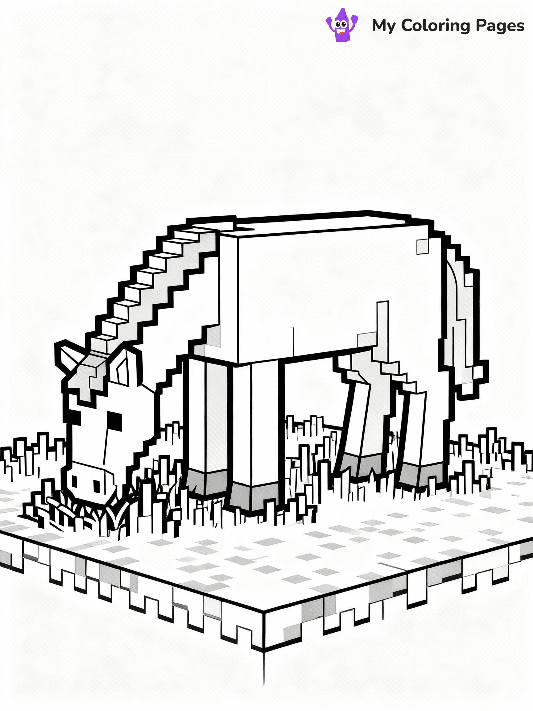 ⚠️ CRITICAL REQUIREMENT - ABSOLUTE BLACK AND WHITE ONLY ⚠️
This MUST be a BLACK AND WHITE line drawing ONLY. NO COLORS whatsoever.
- ONLY pure black lines (#000000) on pure white background (#FFFFFF)
- ABSOLUTELY NO colors, NO shading, NO gradients, NO grayscale
- If there are ANY colors in the output, the image is REJECTED
- This is a COLORING PAGE - meant to be COLORED IN by children
- The output must be UNCOLORED line art ready for coloring
⚠️ SUBJECT TO DRAW: Horse grazing on grassy plains in Minecraft. PURE OUTLINES. NO FILLS, COLOR, SHADING, OR GREYSCALE. WHITE BACKGROUND.
(REMEMBER: Output must be BLACK AND WHITE line art only, NOT colored!)
# Flat, Friendly Cartoon Line-Art Coloring Page
You are generating a **pure black-and-white binary image** of a child-friendly cartoon scene combining characters and background scenery in one cohesive composition.
## Rendering Rules (Strict)
- Only two colors: pure black (#000000) outlines and pure white (#FFFFFF) background.
- No grayscale, shading, gradients, tints, fills, transparency, or partial pixels.
- No antialiasing or blended edges; every pixel is 100% black or white.
- No solid black fills inside shapes — all areas inside outlines must remain white.
- No dark clothing areas or filled tone blocks; all garments outlined only.
- No shadows, textures, lighting, or tonal variations.
- Must look like flat binary vector line-art for coloring pages.
## Drawing & Composition
- **Medium, consistent line weight**; clean closed outlines easy to color inside.
- **Flat, simple, child-friendly design** — no realism or 3D depth.
- Characters are **grounded on a surface**, centered and large.
- **Balanced composition** with clear silhouettes and minimal props.
## Scenery & Style
- Landmarks (e.g., mosque, CN Tower) and scenery (trees, benches, waves) drawn with **black outlines only.**
- For real-world figures, teams, or places, show accurate details using only black outlines—no text or logos. Use distinctive uniform patterns, abstract symbols, and landmark silhouettes to convey identity.
- Keep **consistent perspective**; no floating elements.
- **Style:** whimsical **Doodle Art Alley** — rounded, friendly outlines.
- May adapt shapes from **Crayola, Disney, Peppa Pig, Cocomelon** — *by shape only, never color.*
- Final output: **flat, crisp, binary (#000000/#FFFFFF)**, **no filled color or background text.**
EXTREMELYE IMPORTANT:
- PURE BINARY LINE-ART; NO FILLS (HAIR/CLOTHES/SKIN), SHADING, OR GREY.
- NO SHADING, COLOR. MUST BE WHITE BACKGROUND.
⚠️ FINAL REMINDER: Draw the subject "Horse grazing on grassy plains in Minecraft. PURE OUTLINES. NO FILLS, COLOR, SHADING, OR GREYSCALE. WHITE BACKGROUND." as BLACK AND WHITE line art. Zero colors in output.