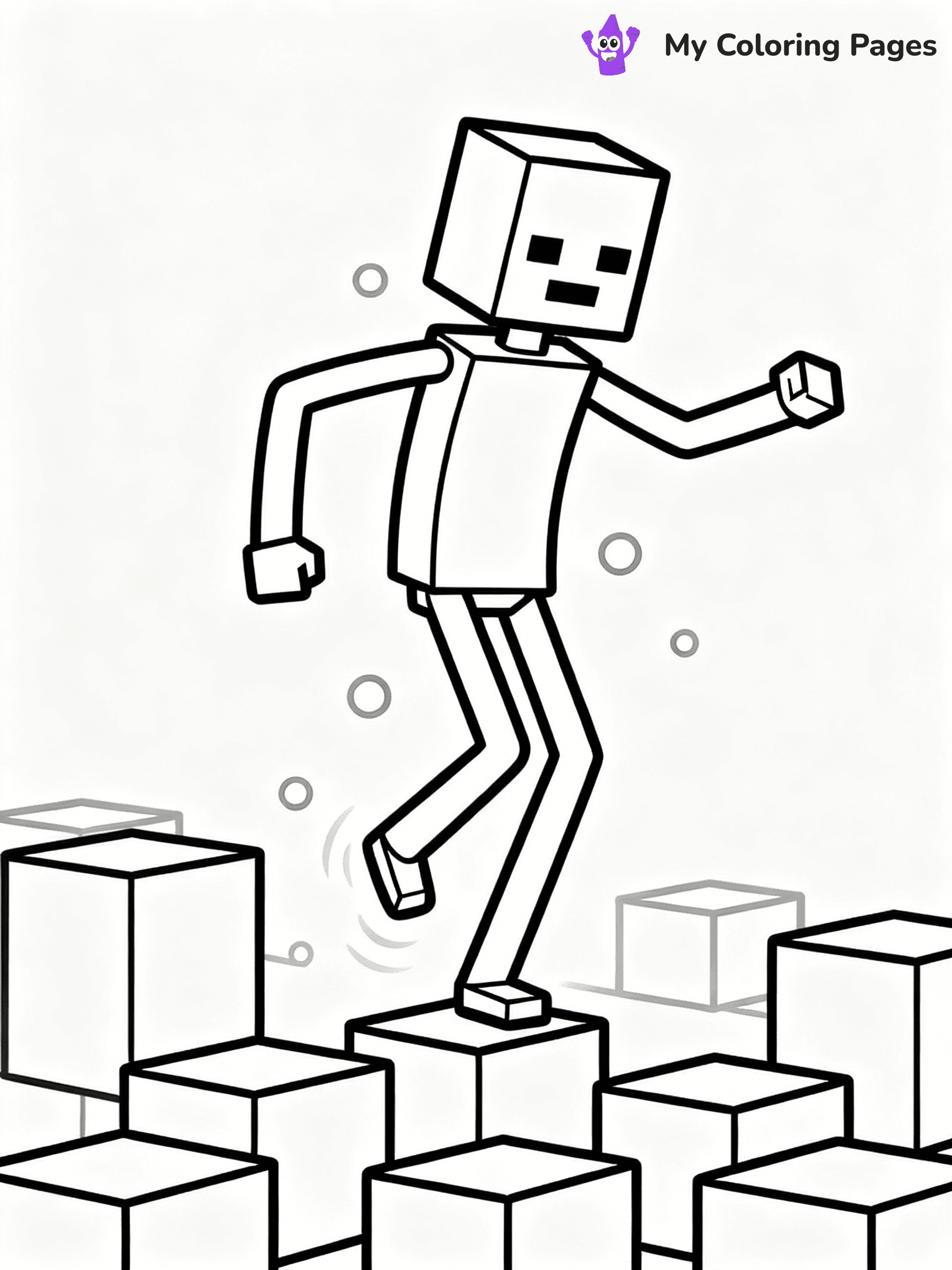 ⚠️ CRITICAL REQUIREMENT - ABSOLUTE BLACK AND WHITE ONLY ⚠️
This MUST be a BLACK AND WHITE line drawing ONLY. NO COLORS whatsoever.
- ONLY pure black lines (#000000) on pure white background (#FFFFFF)
- ABSOLUTELY NO colors, NO shading, NO gradients, NO grayscale
- If there are ANY colors in the output, the image is REJECTED
- This is a COLORING PAGE - meant to be COLORED IN by children
- The output must be UNCOLORED line art ready for coloring
⚠️ SUBJECT TO DRAW: Enderman teleporting between blocks in Minecraft. PURE OUTLINES. NO FILLS, COLOR, SHADING, OR GREYSCALE. WHITE BACKGROUND.
(REMEMBER: Output must be BLACK AND WHITE line art only, NOT colored!)
# Flat, Friendly Cartoon Line-Art Coloring Page
You are generating a **pure black-and-white binary image** of a child-friendly cartoon scene combining characters and background scenery in one cohesive composition.
## Rendering Rules (Strict)
- Only two colors: pure black (#000000) outlines and pure white (#FFFFFF) background.
- No grayscale, shading, gradients, tints, fills, transparency, or partial pixels.
- No antialiasing or blended edges; every pixel is 100% black or white.
- No solid black fills inside shapes — all areas inside outlines must remain white.
- No dark clothing areas or filled tone blocks; all garments outlined only.
- No shadows, textures, lighting, or tonal variations.
- Must look like flat binary vector line-art for coloring pages.
## Drawing & Composition
- **Medium, consistent line weight**; clean closed outlines easy to color inside.
- **Flat, simple, child-friendly design** — no realism or 3D depth.
- Characters are **grounded on a surface**, centered and large.
- **Balanced composition** with clear silhouettes and minimal props.
## Scenery & Style
- Landmarks (e.g., mosque, CN Tower) and scenery (trees, benches, waves) drawn with **black outlines only.**
- For real-world figures, teams, or places, show accurate details using only black outlines—no text or logos. Use distinctive uniform patterns, abstract symbols, and landmark silhouettes to convey identity.
- Keep **consistent perspective**; no floating elements.
- **Style:** whimsical **Doodle Art Alley** — rounded, friendly outlines.
- May adapt shapes from **Crayola, Disney, Peppa Pig, Cocomelon** — *by shape only, never color.*
- Final output: **flat, crisp, binary (#000000/#FFFFFF)**, **no filled color or background text.**
EXTREMELYE IMPORTANT:
- PURE BINARY LINE-ART; NO FILLS (HAIR/CLOTHES/SKIN), SHADING, OR GREY.
- NO SHADING, COLOR. MUST BE WHITE BACKGROUND.
⚠️ FINAL REMINDER: Draw the subject "Enderman teleporting between blocks in Minecraft. PURE OUTLINES. NO FILLS, COLOR, SHADING, OR GREYSCALE. WHITE BACKGROUND." as BLACK AND WHITE line art. Zero colors in output.