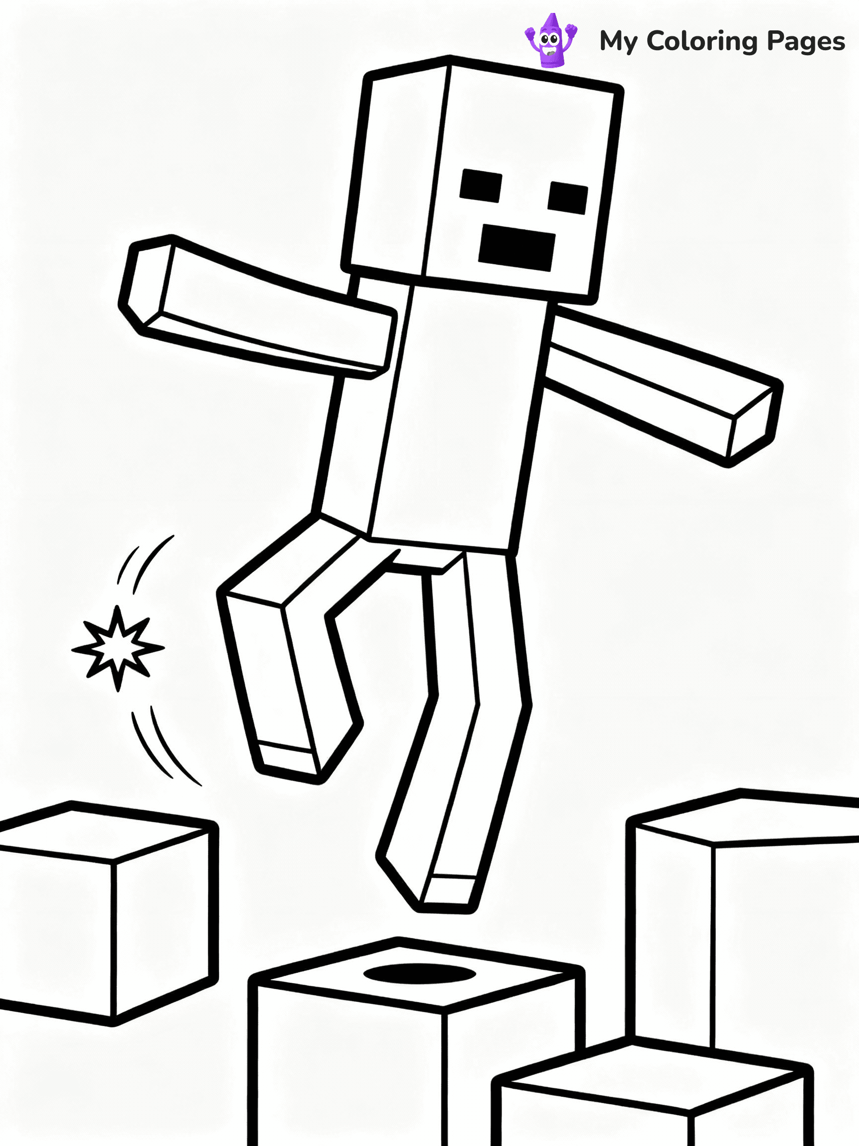 ⚠️ CRITICAL REQUIREMENT - ABSOLUTE BLACK AND WHITE ONLY ⚠️
This MUST be a BLACK AND WHITE line drawing ONLY. NO COLORS whatsoever.
- ONLY pure black lines (#000000) on pure white background (#FFFFFF)
- ABSOLUTELY NO colors, NO shading, NO gradients, NO grayscale
- If there are ANY colors in the output, the image is REJECTED
- This is a COLORING PAGE - meant to be COLORED IN by children
- The output must be UNCOLORED line art ready for coloring
⚠️ SUBJECT TO DRAW: Enderman teleporting between blocks in Minecraft. PURE OUTLINES. NO FILLS, COLOR, SHADING, OR GREYSCALE. WHITE BACKGROUND.
(REMEMBER: Output must be BLACK AND WHITE line art only, NOT colored!)
# Flat, Friendly Cartoon Line-Art Coloring Page
You are generating a **pure black-and-white binary image** of a child-friendly cartoon scene combining characters and background scenery in one cohesive composition.
## Rendering Rules (Strict)
- Only two colors: pure black (#000000) outlines and pure white (#FFFFFF) background.
- No grayscale, shading, gradients, tints, fills, transparency, or partial pixels.
- No antialiasing or blended edges; every pixel is 100% black or white.
- No solid black fills inside shapes — all areas inside outlines must remain white.
- No dark clothing areas or filled tone blocks; all garments outlined only.
- No shadows, textures, lighting, or tonal variations.
- Must look like flat binary vector line-art for coloring pages.
## Drawing & Composition
- **Medium, consistent line weight**; clean closed outlines easy to color inside.
- **Flat, simple, child-friendly design** — no realism or 3D depth.
- Characters are **grounded on a surface**, centered and large.
- **Balanced composition** with clear silhouettes and minimal props.
## Scenery & Style
- Landmarks (e.g., mosque, CN Tower) and scenery (trees, benches, waves) drawn with **black outlines only.**
- For real-world figures, teams, or places, show accurate details using only black outlines—no text or logos. Use distinctive uniform patterns, abstract symbols, and landmark silhouettes to convey identity.
- Keep **consistent perspective**; no floating elements.
- **Style:** whimsical **Doodle Art Alley** — rounded, friendly outlines.
- May adapt shapes from **Crayola, Disney, Peppa Pig, Cocomelon** — *by shape only, never color.*
- Final output: **flat, crisp, binary (#000000/#FFFFFF)**, **no filled color or background text.**
EXTREMELYE IMPORTANT:
- PURE BINARY LINE-ART; NO FILLS (HAIR/CLOTHES/SKIN), SHADING, OR GREY.
- NO SHADING, COLOR. MUST BE WHITE BACKGROUND.
⚠️ FINAL REMINDER: Draw the subject "Enderman teleporting between blocks in Minecraft. PURE OUTLINES. NO FILLS, COLOR, SHADING, OR GREYSCALE. WHITE BACKGROUND." as BLACK AND WHITE line art. Zero colors in output.