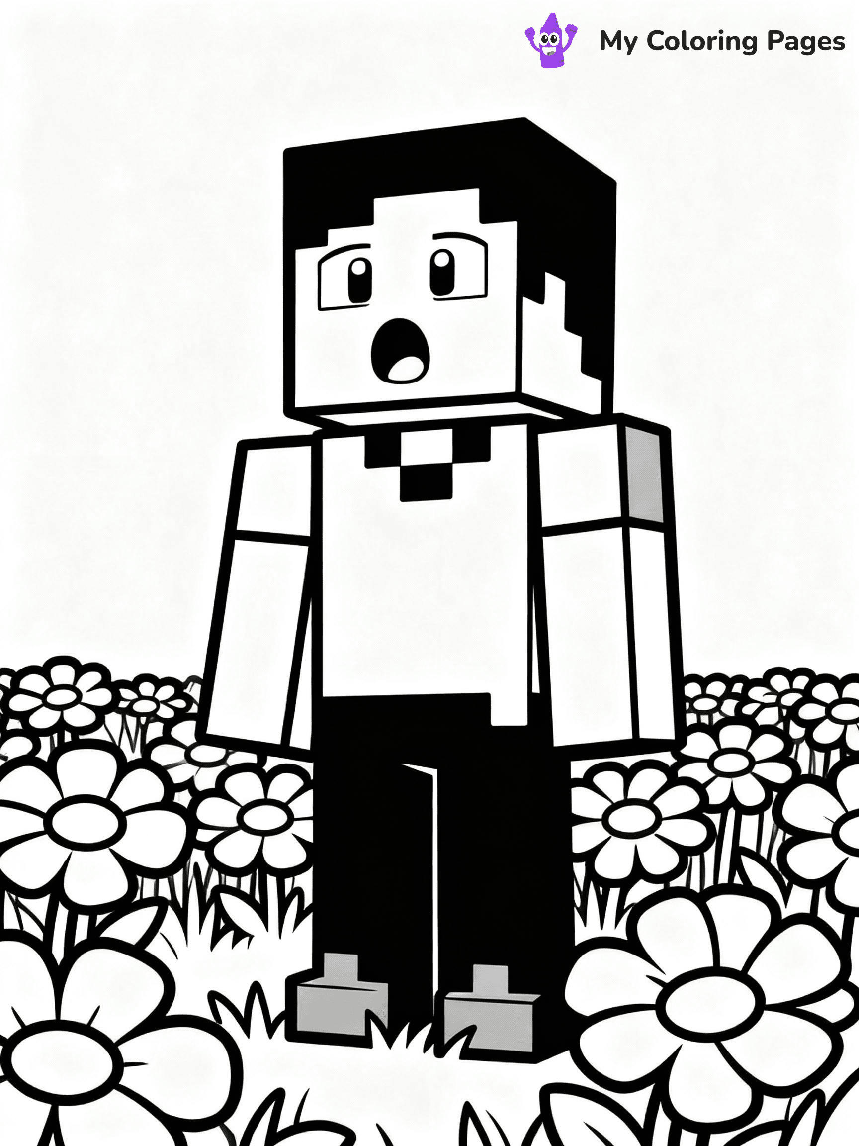 ⚠️ CRITICAL REQUIREMENT - ABSOLUTE BLACK AND WHITE ONLY ⚠️
This MUST be a BLACK AND WHITE line drawing ONLY. NO COLORS whatsoever.
- ONLY pure black lines (#000000) on pure white background (#FFFFFF)
- ABSOLUTELY NO colors, NO shading, NO gradients, NO grayscale
- If there are ANY colors in the output, the image is REJECTED
- This is a COLORING PAGE - meant to be COLORED IN by children
- The output must be UNCOLORED line art ready for coloring
⚠️ SUBJECT TO DRAW: Creeper exploding in a field of flowers. PURE OUTLINES. NO FILLS, COLOR, SHADING, OR GREYSCALE. WHITE BACKGROUND.
(REMEMBER: Output must be BLACK AND WHITE line art only, NOT colored!)
# Flat, Friendly Cartoon Line-Art Coloring Page
You are generating a **pure black-and-white binary image** of a child-friendly cartoon scene combining characters and background scenery in one cohesive composition.
## Rendering Rules (Strict)
- Only two colors: pure black (#000000) outlines and pure white (#FFFFFF) background.
- No grayscale, shading, gradients, tints, fills, transparency, or partial pixels.
- No antialiasing or blended edges; every pixel is 100% black or white.
- No solid black fills inside shapes — all areas inside outlines must remain white.
- No dark clothing areas or filled tone blocks; all garments outlined only.
- No shadows, textures, lighting, or tonal variations.
- Must look like flat binary vector line-art for coloring pages.
## Drawing & Composition
- **Medium, consistent line weight**; clean closed outlines easy to color inside.
- **Flat, simple, child-friendly design** — no realism or 3D depth.
- Characters are **grounded on a surface**, centered and large.
- **Balanced composition** with clear silhouettes and minimal props.
## Scenery & Style
- Landmarks (e.g., mosque, CN Tower) and scenery (trees, benches, waves) drawn with **black outlines only.**
- For real-world figures, teams, or places, show accurate details using only black outlines—no text or logos. Use distinctive uniform patterns, abstract symbols, and landmark silhouettes to convey identity.
- Keep **consistent perspective**; no floating elements.
- **Style:** whimsical **Doodle Art Alley** — rounded, friendly outlines.
- May adapt shapes from **Crayola, Disney, Peppa Pig, Cocomelon** — *by shape only, never color.*
- Final output: **flat, crisp, binary (#000000/#FFFFFF)**, **no filled color or background text.**
EXTREMELYE IMPORTANT:
- PURE BINARY LINE-ART; NO FILLS (HAIR/CLOTHES/SKIN), SHADING, OR GREY.
- NO SHADING, COLOR. MUST BE WHITE BACKGROUND.
⚠️ FINAL REMINDER: Draw the subject "Creeper exploding in a field of flowers. PURE OUTLINES. NO FILLS, COLOR, SHADING, OR GREYSCALE. WHITE BACKGROUND." as BLACK AND WHITE line art. Zero colors in output.