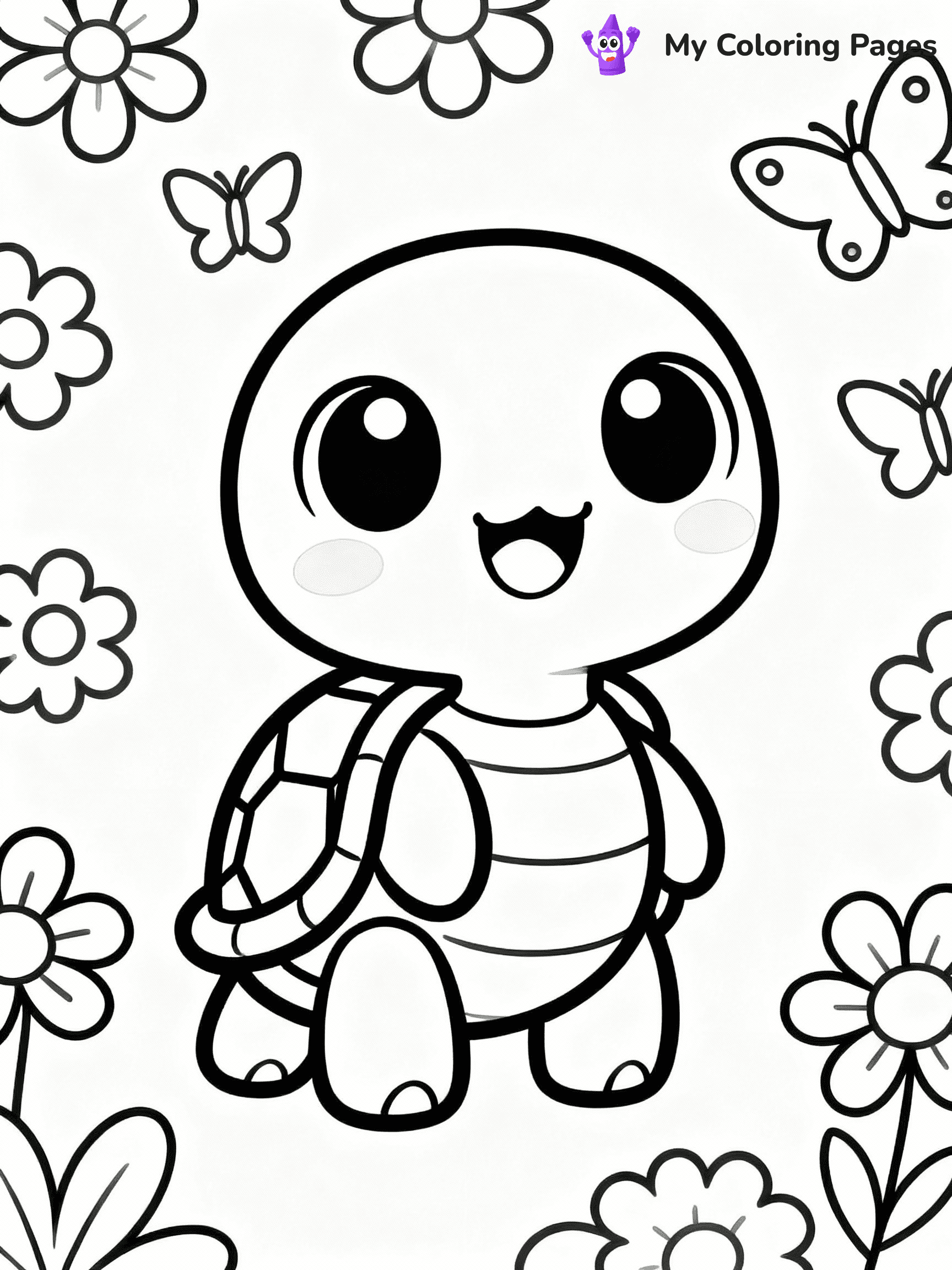 ⚠️ CRITICAL REQUIREMENT - ABSOLUTE BLACK AND WHITE ONLY ⚠️
This MUST be a BLACK AND WHITE line drawing ONLY. NO COLORS whatsoever.
- ONLY pure black lines (#000000) on pure white background (#FFFFFF)
- ABSOLUTELY NO colors, NO shading, NO gradients, NO grayscale
- If there are ANY colors in the output, the image is REJECTED
- This is a COLORING PAGE - meant to be COLORED IN by children
- The output must be UNCOLORED line art ready for coloring
⚠️ SUBJECT TO DRAW: Kawaii turtle with big eyes, smiling, surrounded by flowers and butterflies, in cute cartoon style
(REMEMBER: Output must be BLACK AND WHITE line art only, NOT colored!)
# COLORING PAGE: BLACK OUTLINES ONLY - WHITE BACKGROUND MANDATORY
Create a **coloring book page** using EXACTLY two values: black lines, white space.
## NON-NEGOTIABLE BINARY RULES
- **ONLY #000000 (black) and #FFFFFF (white)** - NO other values exist
- **EVERY PIXEL = BLACK OR WHITE** - no gray/shading/antialiasing
- **WHITE BACKGROUND MANDATORY** - entire canvas stays white
- **ALL SHAPES HOLLOW** - everything is empty outlines waiting to be colored
- **FORBIDDEN:** fills, shading, gradients, patterns, textures, colors
- **NO SOLID REGIONS** - if it's not a thin line, it's wrong
## Universal Line Standards
- Black outlines ONLY - thin, uniform weight
- Every shape completely empty inside
- Closed contours suitable for coloring
- Simple flat illustration - zero depth/3D/realism
- **Style:** Whimsical Doodle Art Alley - rounded, friendly outlines (unless specified)
## Everything = Outline Only
- Characters/animals: hollow shapes
- Objects/clothing: empty contours
- Backgrounds/scenery: line work only
- Natural elements: outlined forms
- Dark/night areas: don't exist (use outlined symbols)
- Textures/patterns: convert to simple lines
## The Test
Can a child color EVERY white space with crayons? If any area is pre-filled/shaded/gray or colored in, it FAILS. Every shape must be waiting to receive color.
**FINAL OUTPUT**: Binary coloring page. Black lines define shapes. White spaces ready for coloring. Nothing else exists. No exceptions. Print-ready.
⚠️ FINAL REMINDER: Draw the subject "Kawaii turtle with big eyes, smiling, surrounded by flowers and butterflies, in cute cartoon style" as BLACK AND WHITE line art. Zero colors in output.