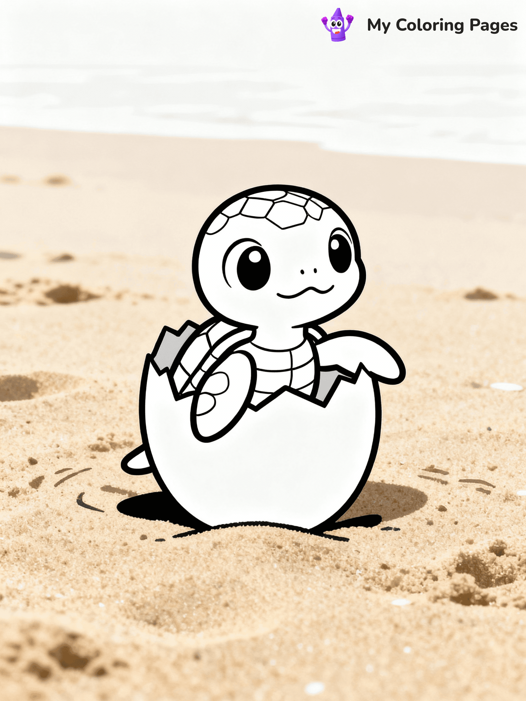 ⚠️ CRITICAL REQUIREMENT - ABSOLUTE BLACK AND WHITE ONLY ⚠️
This MUST be a BLACK AND WHITE line drawing ONLY. NO COLORS whatsoever.
- ONLY pure black lines (#000000) on pure white background (#FFFFFF)
- ABSOLUTELY NO colors, NO shading, NO gradients, NO grayscale
- If there are ANY colors in the output, the image is REJECTED
- This is a COLORING PAGE - meant to be COLORED IN by children
- The output must be UNCOLORED line art ready for coloring
⚠️ SUBJECT TO DRAW: Baby turtle hatching from an egg, sandy beach environment, tiny flippers visible, in cartoon style
(REMEMBER: Output must be BLACK AND WHITE line art only, NOT colored!)
# COLORING PAGE: BLACK OUTLINES ONLY - WHITE BACKGROUND MANDATORY
Create a **coloring book page** using EXACTLY two values: black lines, white space.
## NON-NEGOTIABLE BINARY RULES
- **ONLY #000000 (black) and #FFFFFF (white)** - NO other values exist
- **EVERY PIXEL = BLACK OR WHITE** - no gray/shading/antialiasing
- **WHITE BACKGROUND MANDATORY** - entire canvas stays white
- **ALL SHAPES HOLLOW** - everything is empty outlines waiting to be colored
- **FORBIDDEN:** fills, shading, gradients, patterns, textures, colors
- **NO SOLID REGIONS** - if it's not a thin line, it's wrong
## Universal Line Standards
- Black outlines ONLY - thin, uniform weight
- Every shape completely empty inside
- Closed contours suitable for coloring
- Simple flat illustration - zero depth/3D/realism
- **Style:** Whimsical Doodle Art Alley - rounded, friendly outlines (unless specified)
## Everything = Outline Only
- Characters/animals: hollow shapes
- Objects/clothing: empty contours
- Backgrounds/scenery: line work only
- Natural elements: outlined forms
- Dark/night areas: don't exist (use outlined symbols)
- Textures/patterns: convert to simple lines
## The Test
Can a child color EVERY white space with crayons? If any area is pre-filled/shaded/gray or colored in, it FAILS. Every shape must be waiting to receive color.
**FINAL OUTPUT**: Binary coloring page. Black lines define shapes. White spaces ready for coloring. Nothing else exists. No exceptions. Print-ready.
⚠️ FINAL REMINDER: Draw the subject "Baby turtle hatching from an egg, sandy beach environment, tiny flippers visible, in cartoon style" as BLACK AND WHITE line art. Zero colors in output.