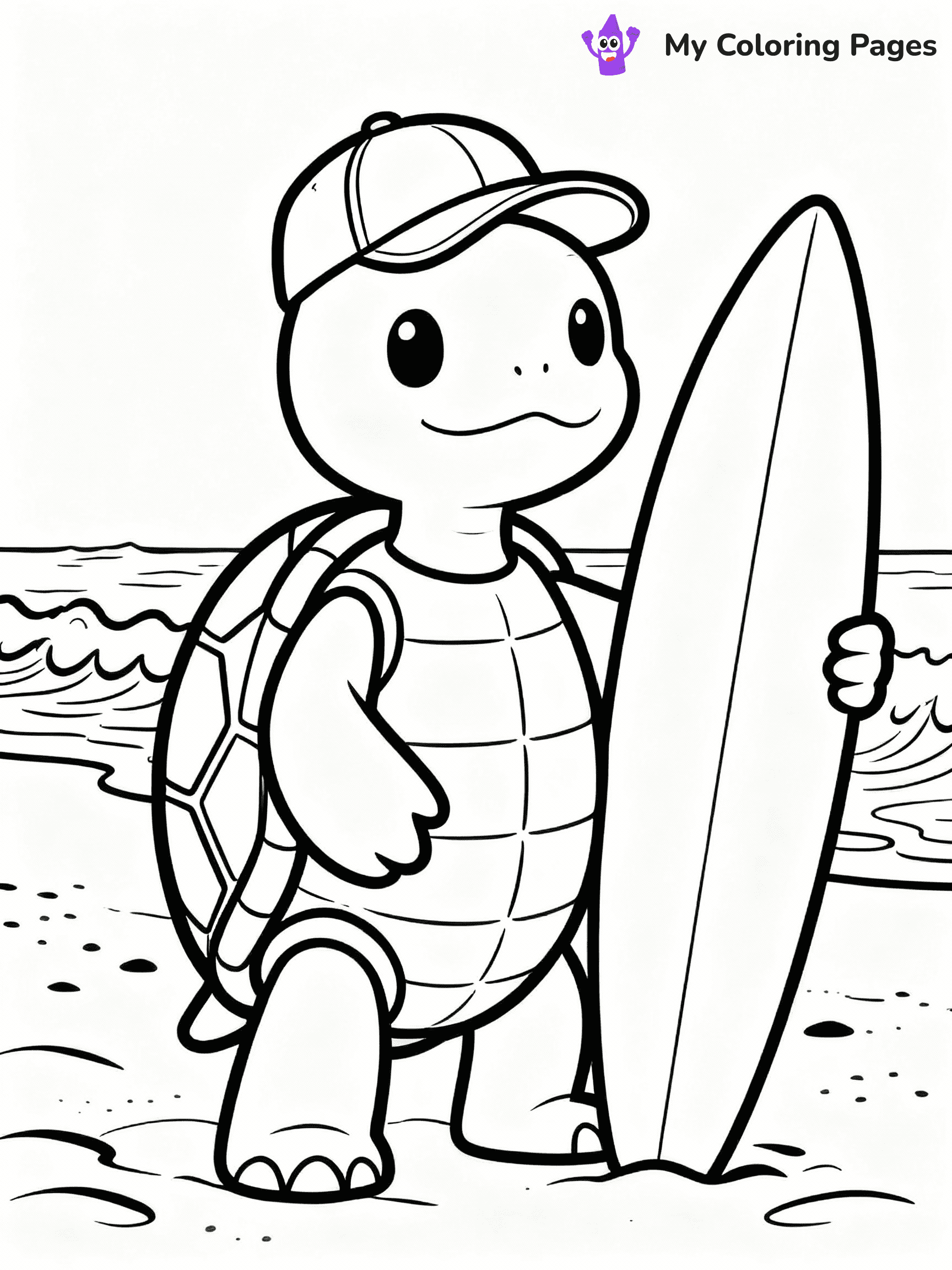 ⚠️ CRITICAL REQUIREMENT - ABSOLUTE BLACK AND WHITE ONLY ⚠️
This MUST be a BLACK AND WHITE line drawing ONLY. NO COLORS whatsoever.
- ONLY pure black lines (#000000) on pure white background (#FFFFFF)
- ABSOLUTELY NO colors, NO shading, NO gradients, NO grayscale
- If there are ANY colors in the output, the image is REJECTED
- This is a COLORING PAGE - meant to be COLORED IN by children
- The output must be UNCOLORED line art ready for coloring
⚠️ SUBJECT TO DRAW: Cartoon turtle with a baseball cap, holding a surfboard, beach setting, in playful animation style
(REMEMBER: Output must be BLACK AND WHITE line art only, NOT colored!)
# COLORING PAGE: BLACK OUTLINES ONLY - WHITE BACKGROUND MANDATORY
Create a **coloring book page** using EXACTLY two values: black lines, white space.
## NON-NEGOTIABLE BINARY RULES
- **ONLY #000000 (black) and #FFFFFF (white)** - NO other values exist
- **EVERY PIXEL = BLACK OR WHITE** - no gray/shading/antialiasing
- **WHITE BACKGROUND MANDATORY** - entire canvas stays white
- **ALL SHAPES HOLLOW** - everything is empty outlines waiting to be colored
- **FORBIDDEN:** fills, shading, gradients, patterns, textures, colors
- **NO SOLID REGIONS** - if it's not a thin line, it's wrong
## Universal Line Standards
- Black outlines ONLY - thin, uniform weight
- Every shape completely empty inside
- Closed contours suitable for coloring
- Simple flat illustration - zero depth/3D/realism
- **Style:** Whimsical Doodle Art Alley - rounded, friendly outlines (unless specified)
## Everything = Outline Only
- Characters/animals: hollow shapes
- Objects/clothing: empty contours
- Backgrounds/scenery: line work only
- Natural elements: outlined forms
- Dark/night areas: don't exist (use outlined symbols)
- Textures/patterns: convert to simple lines
## The Test
Can a child color EVERY white space with crayons? If any area is pre-filled/shaded/gray or colored in, it FAILS. Every shape must be waiting to receive color.
**FINAL OUTPUT**: Binary coloring page. Black lines define shapes. White spaces ready for coloring. Nothing else exists. No exceptions. Print-ready.
⚠️ FINAL REMINDER: Draw the subject "Cartoon turtle with a baseball cap, holding a surfboard, beach setting, in playful animation style" as BLACK AND WHITE line art. Zero colors in output.