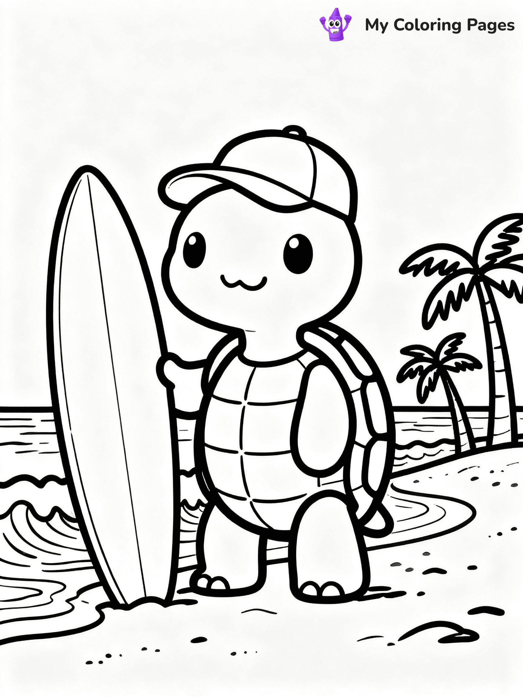 ⚠️ CRITICAL REQUIREMENT - ABSOLUTE BLACK AND WHITE ONLY ⚠️
This MUST be a BLACK AND WHITE line drawing ONLY. NO COLORS whatsoever.
- ONLY pure black lines (#000000) on pure white background (#FFFFFF)
- ABSOLUTELY NO colors, NO shading, NO gradients, NO grayscale
- If there are ANY colors in the output, the image is REJECTED
- This is a COLORING PAGE - meant to be COLORED IN by children
- The output must be UNCOLORED line art ready for coloring
⚠️ SUBJECT TO DRAW: Cartoon turtle with a baseball cap, holding a surfboard, beach setting, in playful animation style
(REMEMBER: Output must be BLACK AND WHITE line art only, NOT colored!)
# COLORING PAGE: BLACK OUTLINES ONLY - WHITE BACKGROUND MANDATORY
Create a **coloring book page** using EXACTLY two values: black lines, white space.
## NON-NEGOTIABLE BINARY RULES
- **ONLY #000000 (black) and #FFFFFF (white)** - NO other values exist
- **EVERY PIXEL = BLACK OR WHITE** - no gray/shading/antialiasing
- **WHITE BACKGROUND MANDATORY** - entire canvas stays white
- **ALL SHAPES HOLLOW** - everything is empty outlines waiting to be colored
- **FORBIDDEN:** fills, shading, gradients, patterns, textures, colors
- **NO SOLID REGIONS** - if it's not a thin line, it's wrong
## Universal Line Standards
- Black outlines ONLY - thin, uniform weight
- Every shape completely empty inside
- Closed contours suitable for coloring
- Simple flat illustration - zero depth/3D/realism
- **Style:** Whimsical Doodle Art Alley - rounded, friendly outlines (unless specified)
## Everything = Outline Only
- Characters/animals: hollow shapes
- Objects/clothing: empty contours
- Backgrounds/scenery: line work only
- Natural elements: outlined forms
- Dark/night areas: don't exist (use outlined symbols)
- Textures/patterns: convert to simple lines
## The Test
Can a child color EVERY white space with crayons? If any area is pre-filled/shaded/gray or colored in, it FAILS. Every shape must be waiting to receive color.
**FINAL OUTPUT**: Binary coloring page. Black lines define shapes. White spaces ready for coloring. Nothing else exists. No exceptions. Print-ready.
⚠️ FINAL REMINDER: Draw the subject "Cartoon turtle with a baseball cap, holding a surfboard, beach setting, in playful animation style" as BLACK AND WHITE line art. Zero colors in output.