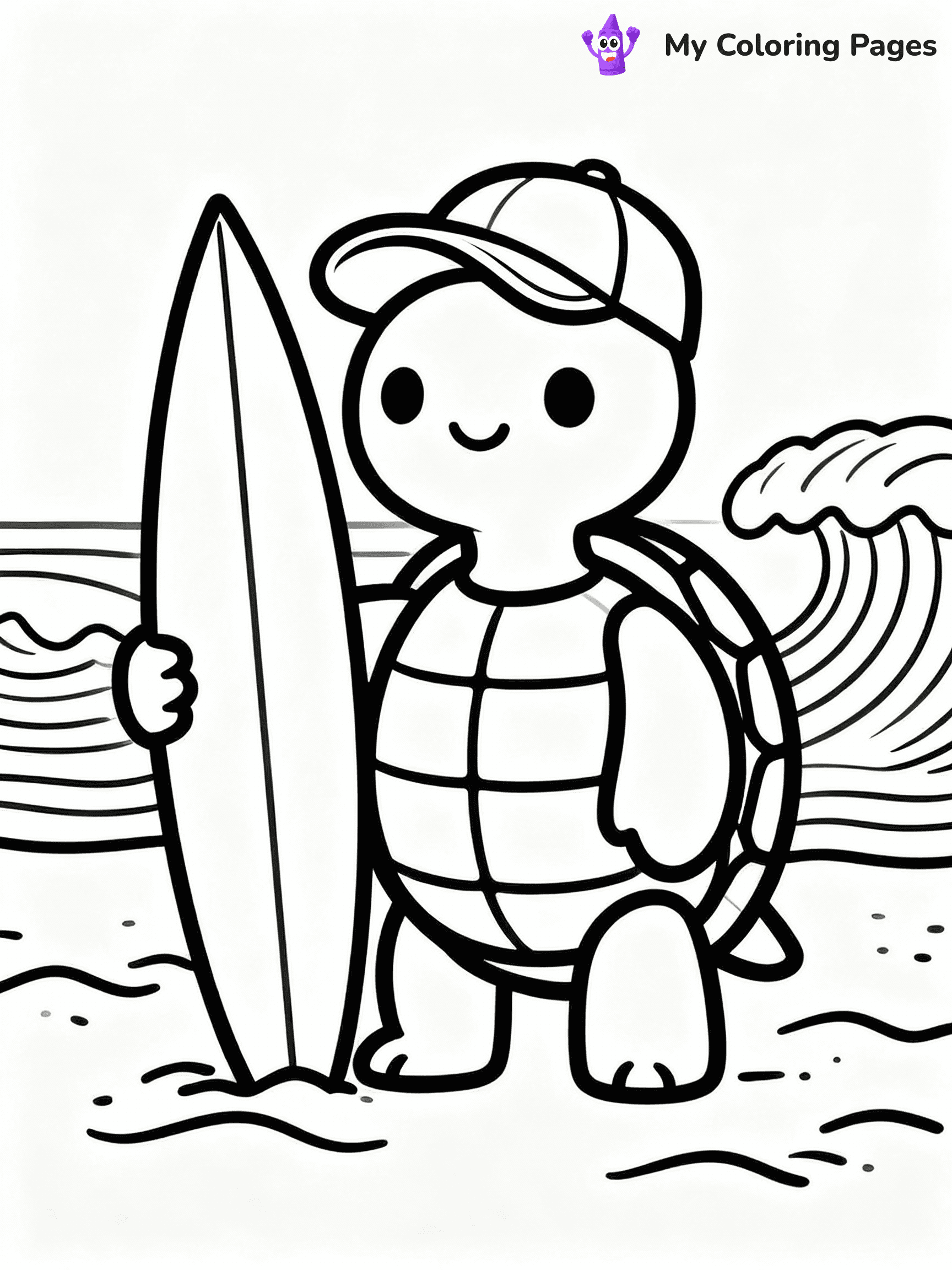 ⚠️ CRITICAL REQUIREMENT - ABSOLUTE BLACK AND WHITE ONLY ⚠️
This MUST be a BLACK AND WHITE line drawing ONLY. NO COLORS whatsoever.
- ONLY pure black lines (#000000) on pure white background (#FFFFFF)
- ABSOLUTELY NO colors, NO shading, NO gradients, NO grayscale
- If there are ANY colors in the output, the image is REJECTED
- This is a COLORING PAGE - meant to be COLORED IN by children
- The output must be UNCOLORED line art ready for coloring
⚠️ SUBJECT TO DRAW: Cartoon turtle with a baseball cap, holding a surfboard, beach setting, in playful animation style
(REMEMBER: Output must be BLACK AND WHITE line art only, NOT colored!)
# COLORING PAGE: BLACK OUTLINES ONLY - WHITE BACKGROUND MANDATORY
Create a **coloring book page** using EXACTLY two values: black lines, white space.
## NON-NEGOTIABLE BINARY RULES
- **ONLY #000000 (black) and #FFFFFF (white)** - NO other values exist
- **EVERY PIXEL = BLACK OR WHITE** - no gray/shading/antialiasing
- **WHITE BACKGROUND MANDATORY** - entire canvas stays white
- **ALL SHAPES HOLLOW** - everything is empty outlines waiting to be colored
- **FORBIDDEN:** fills, shading, gradients, patterns, textures, colors
- **NO SOLID REGIONS** - if it's not a thin line, it's wrong
## Universal Line Standards
- Black outlines ONLY - thin, uniform weight
- Every shape completely empty inside
- Closed contours suitable for coloring
- Simple flat illustration - zero depth/3D/realism
- **Style:** Whimsical Doodle Art Alley - rounded, friendly outlines (unless specified)
## Everything = Outline Only
- Characters/animals: hollow shapes
- Objects/clothing: empty contours
- Backgrounds/scenery: line work only
- Natural elements: outlined forms
- Dark/night areas: don't exist (use outlined symbols)
- Textures/patterns: convert to simple lines
## The Test
Can a child color EVERY white space with crayons? If any area is pre-filled/shaded/gray or colored in, it FAILS. Every shape must be waiting to receive color.
**FINAL OUTPUT**: Binary coloring page. Black lines define shapes. White spaces ready for coloring. Nothing else exists. No exceptions. Print-ready.
⚠️ FINAL REMINDER: Draw the subject "Cartoon turtle with a baseball cap, holding a surfboard, beach setting, in playful animation style" as BLACK AND WHITE line art. Zero colors in output.