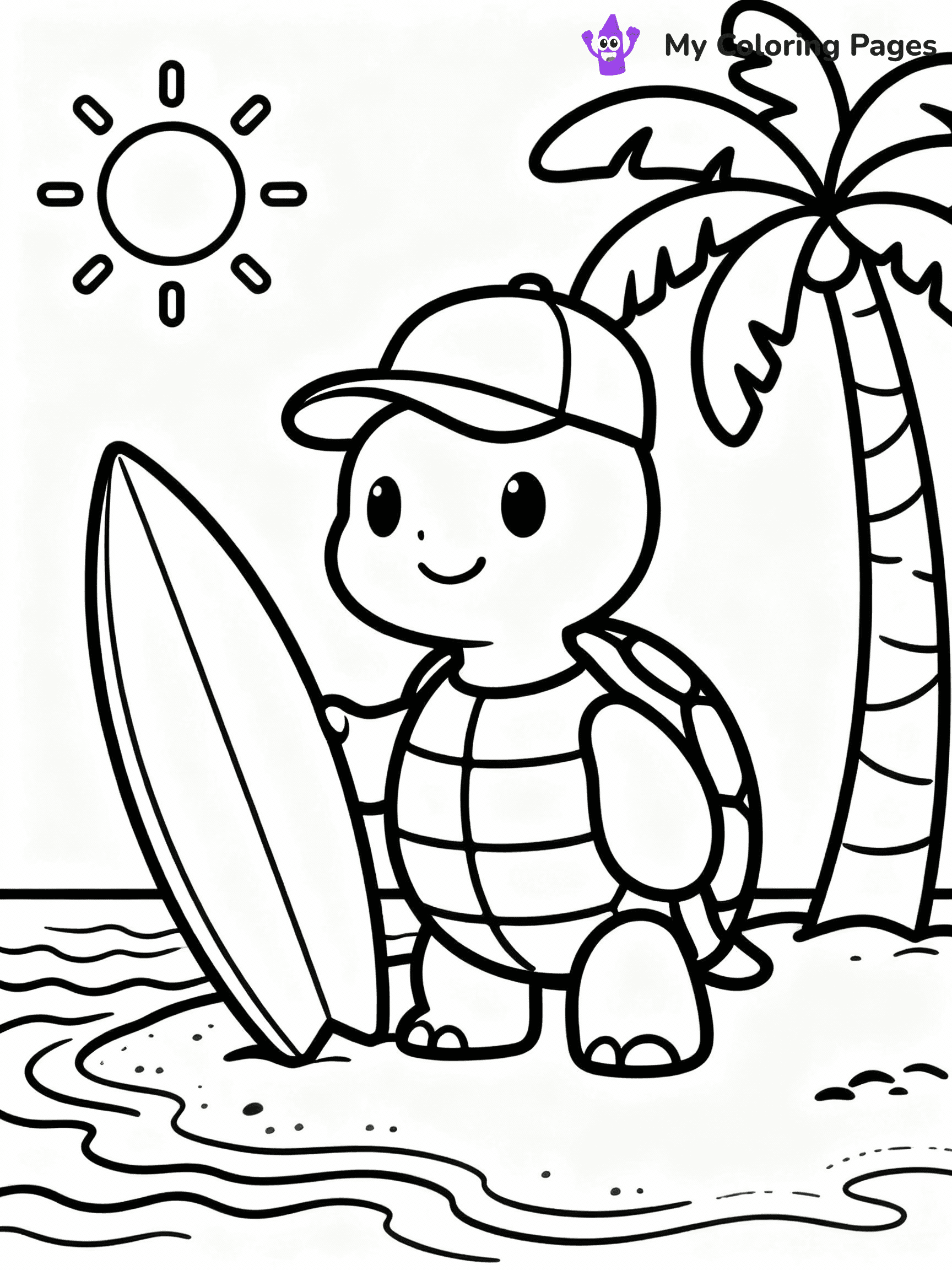 ⚠️ CRITICAL REQUIREMENT - ABSOLUTE BLACK AND WHITE ONLY ⚠️
This MUST be a BLACK AND WHITE line drawing ONLY. NO COLORS whatsoever.
- ONLY pure black lines (#000000) on pure white background (#FFFFFF)
- ABSOLUTELY NO colors, NO shading, NO gradients, NO grayscale
- If there are ANY colors in the output, the image is REJECTED
- This is a COLORING PAGE - meant to be COLORED IN by children
- The output must be UNCOLORED line art ready for coloring
⚠️ SUBJECT TO DRAW: Cartoon turtle with a baseball cap, holding a surfboard, beach setting, in playful animation style
(REMEMBER: Output must be BLACK AND WHITE line art only, NOT colored!)
# COLORING PAGE: BLACK OUTLINES ONLY - WHITE BACKGROUND MANDATORY
Create a **coloring book page** using EXACTLY two values: black lines, white space.
## NON-NEGOTIABLE BINARY RULES
- **ONLY #000000 (black) and #FFFFFF (white)** - NO other values exist
- **EVERY PIXEL = BLACK OR WHITE** - no gray/shading/antialiasing
- **WHITE BACKGROUND MANDATORY** - entire canvas stays white
- **ALL SHAPES HOLLOW** - everything is empty outlines waiting to be colored
- **FORBIDDEN:** fills, shading, gradients, patterns, textures, colors
- **NO SOLID REGIONS** - if it's not a thin line, it's wrong
## Universal Line Standards
- Black outlines ONLY - thin, uniform weight
- Every shape completely empty inside
- Closed contours suitable for coloring
- Simple flat illustration - zero depth/3D/realism
- **Style:** Whimsical Doodle Art Alley - rounded, friendly outlines (unless specified)
## Everything = Outline Only
- Characters/animals: hollow shapes
- Objects/clothing: empty contours
- Backgrounds/scenery: line work only
- Natural elements: outlined forms
- Dark/night areas: don't exist (use outlined symbols)
- Textures/patterns: convert to simple lines
## The Test
Can a child color EVERY white space with crayons? If any area is pre-filled/shaded/gray or colored in, it FAILS. Every shape must be waiting to receive color.
**FINAL OUTPUT**: Binary coloring page. Black lines define shapes. White spaces ready for coloring. Nothing else exists. No exceptions. Print-ready.
⚠️ FINAL REMINDER: Draw the subject "Cartoon turtle with a baseball cap, holding a surfboard, beach setting, in playful animation style" as BLACK AND WHITE line art. Zero colors in output.