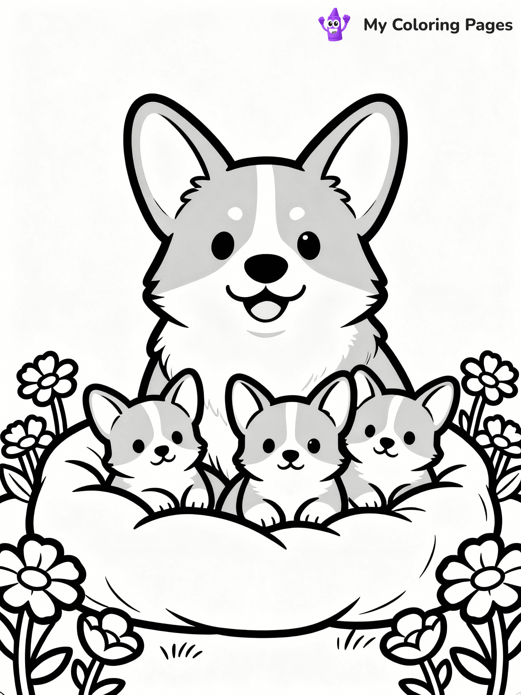 Corgi Coloring Pages - 12
