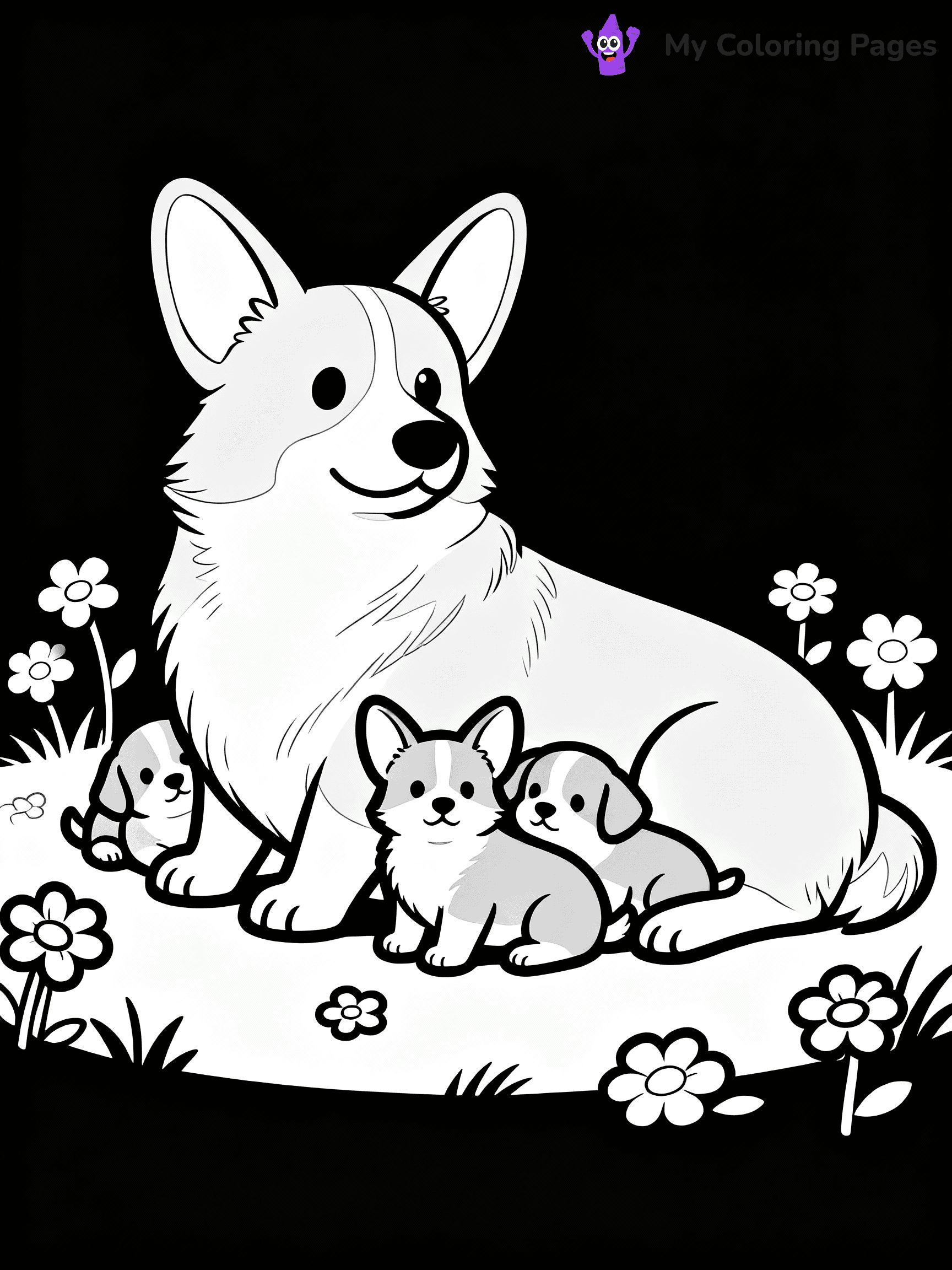 Corgi Coloring Pages - 11