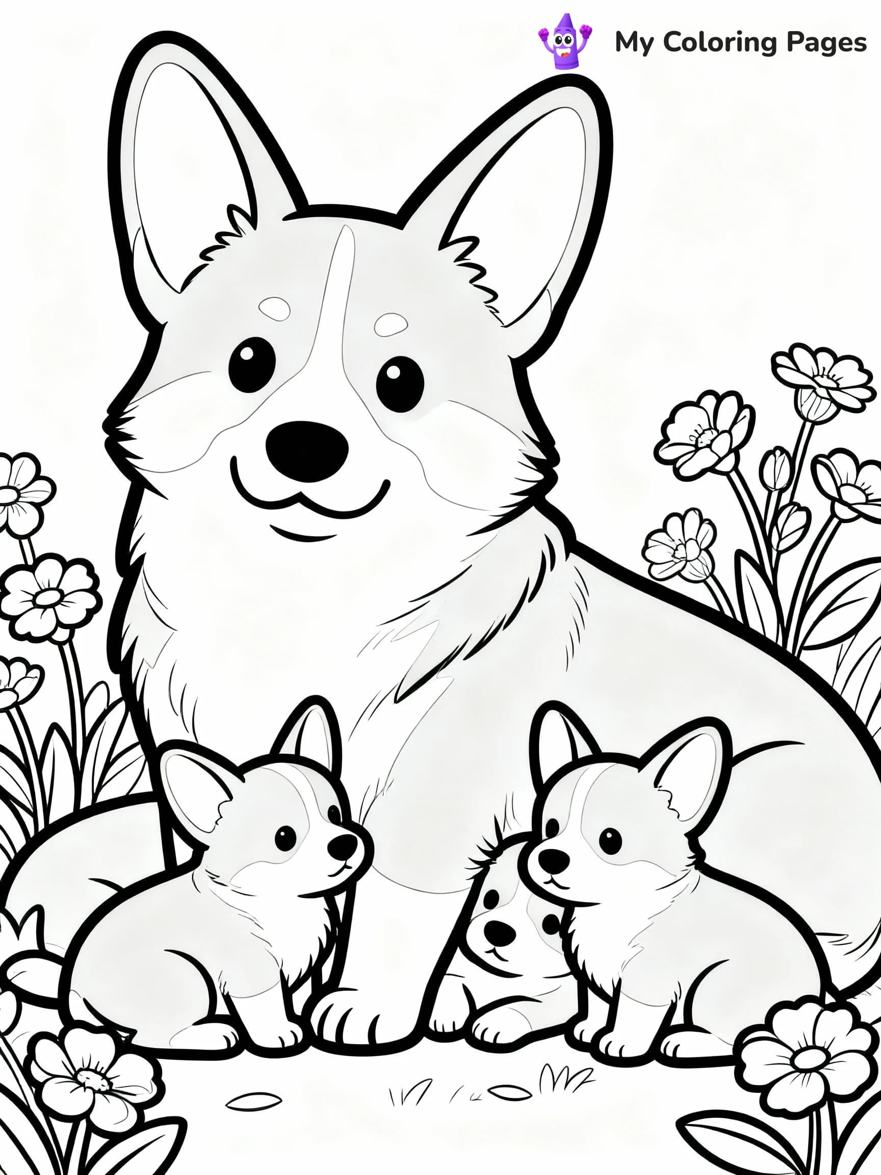 Corgi Coloring Pages - 10