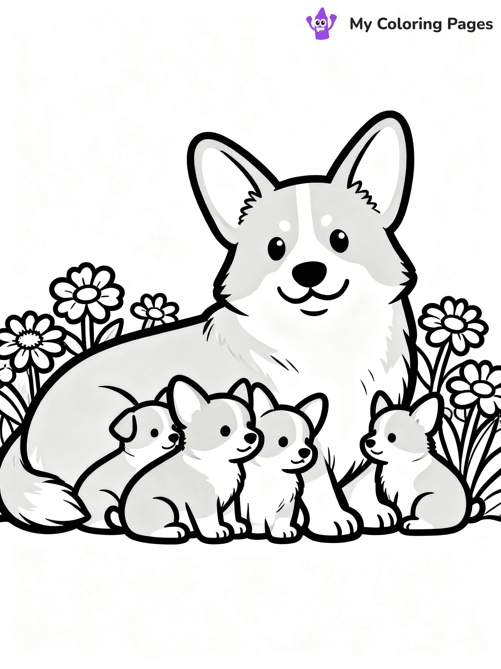 Corgi Coloring Pages - 9