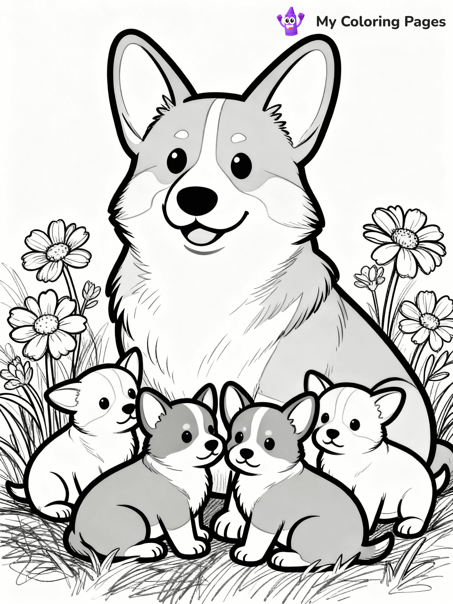 Corgi Coloring Pages - 7