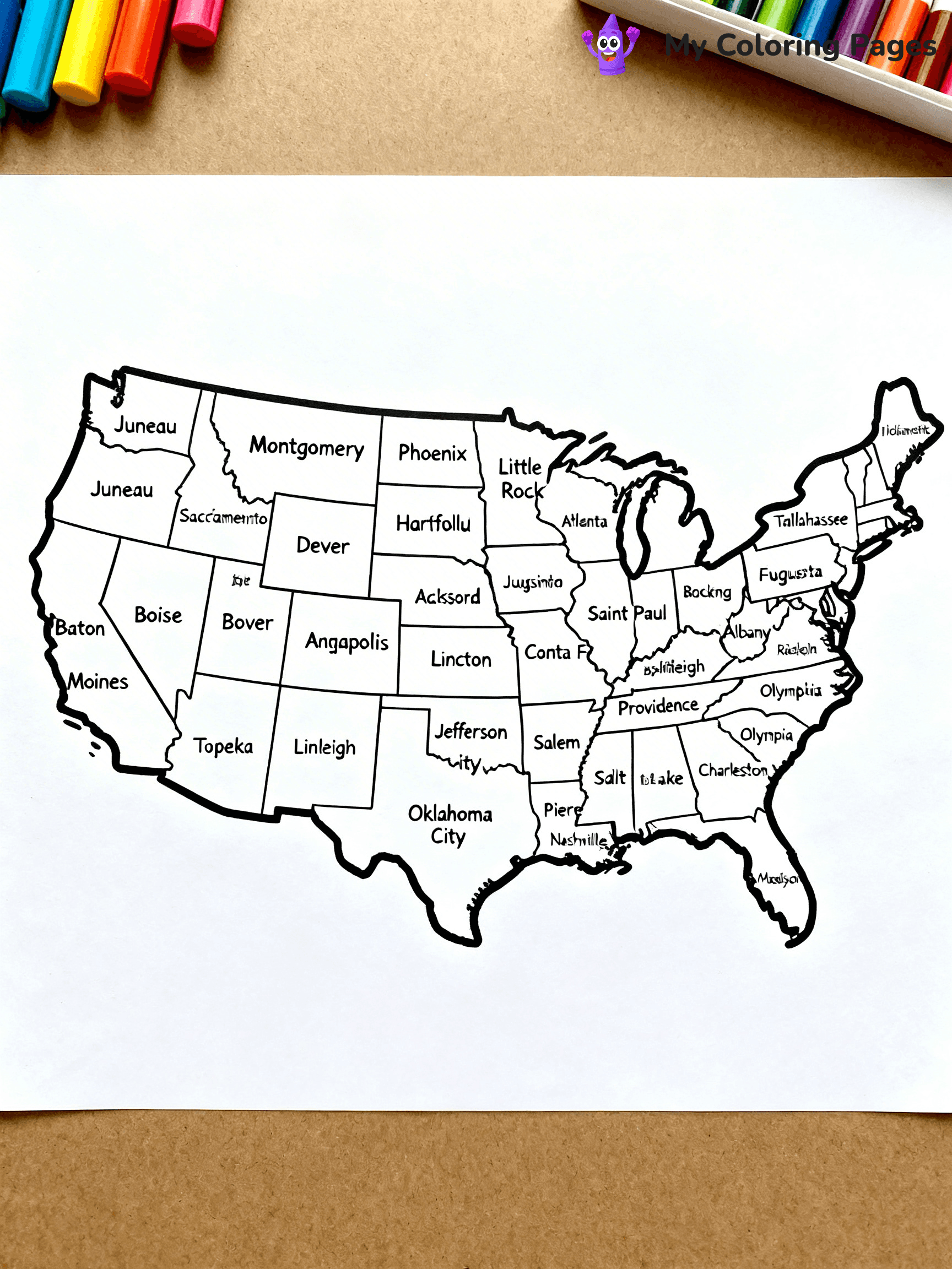 United States Map Coloring Pages - 1