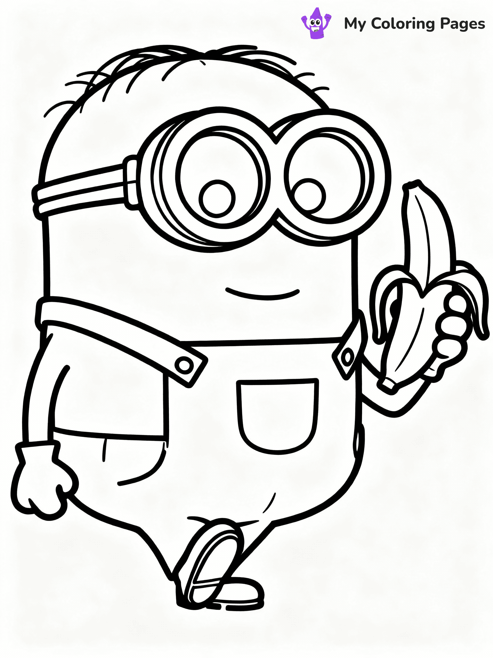 ⚠️ CRITICAL REQUIREMENT - ABSOLUTE BLACK AND WHITE ONLY ⚠️
This MUST be a BLACK AND WHITE line drawing ONLY. NO COLORS whatsoever.
- ONLY pure black lines (#000000) on pure white background (#FFFFFF)
- ABSOLUTELY NO colors, NO shading, NO gradients, NO grayscale
- If there are ANY colors in the output, the image is REJECTED
- This is a COLORING PAGE - meant to be COLORED IN by children
- The output must be UNCOLORED line art ready for coloring
⚠️ SUBJECT TO DRAW: Bob from Minions in CGI animation style, holding a banana, wide-eyed expression, standing on one foot
(REMEMBER: Output must be BLACK AND WHITE line art only, NOT colored!)
# COLORING PAGE: BLACK OUTLINES ONLY - WHITE BACKGROUND MANDATORY
Create a **coloring book page** using EXACTLY two values: black lines, white space.
## NON-NEGOTIABLE BINARY RULES
- **ONLY #000000 (black) and #FFFFFF (white)** - NO other values exist
- **EVERY PIXEL = BLACK OR WHITE** - no gray/shading/antialiasing
- **WHITE BACKGROUND MANDATORY** - entire canvas stays white
- **ALL SHAPES HOLLOW** - everything is empty outlines waiting to be colored
- **FORBIDDEN:** fills, shading, gradients, patterns, textures, colors
- **NO SOLID REGIONS** - if it's not a thin line, it's wrong
## Universal Line Standards
- Black outlines ONLY - thin, uniform weight
- Every shape completely empty inside
- Closed contours suitable for coloring
- Simple flat illustration - zero depth/3D/realism
- **Style:** Whimsical Doodle Art Alley - rounded, friendly outlines (unless specified)
## Everything = Outline Only
- Characters/animals: hollow shapes
- Objects/clothing: empty contours
- Backgrounds/scenery: line work only
- Natural elements: outlined forms
- Dark/night areas: don't exist (use outlined symbols)
- Textures/patterns: convert to simple lines
## The Test
Can a child color EVERY white space with crayons? If any area is pre-filled/shaded/gray or colored in, it FAILS. Every shape must be waiting to receive color.
**FINAL OUTPUT**: Binary coloring page. Black lines define shapes. White spaces ready for coloring. Nothing else exists. No exceptions. Print-ready.
⚠️ FINAL REMINDER: Draw the subject "Bob from Minions in CGI animation style, holding a banana, wide-eyed expression, standing on one foot" as BLACK AND WHITE line art. Zero colors in output.