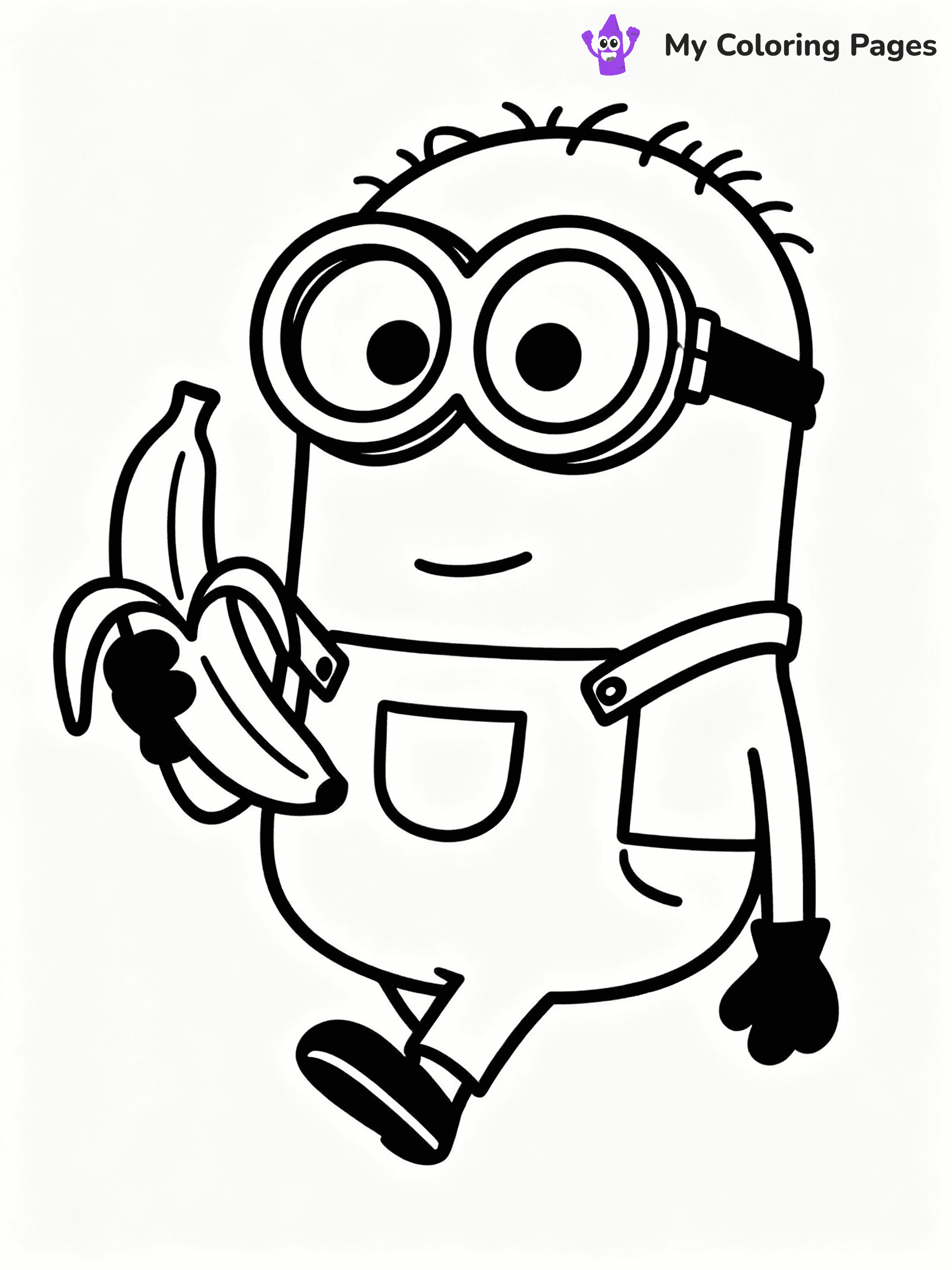 ⚠️ CRITICAL REQUIREMENT - ABSOLUTE BLACK AND WHITE ONLY ⚠️
This MUST be a BLACK AND WHITE line drawing ONLY. NO COLORS whatsoever.
- ONLY pure black lines (#000000) on pure white background (#FFFFFF)
- ABSOLUTELY NO colors, NO shading, NO gradients, NO grayscale
- If there are ANY colors in the output, the image is REJECTED
- This is a COLORING PAGE - meant to be COLORED IN by children
- The output must be UNCOLORED line art ready for coloring
⚠️ SUBJECT TO DRAW: Bob from Minions in CGI animation style, holding a banana, wide-eyed expression, standing on one foot
(REMEMBER: Output must be BLACK AND WHITE line art only, NOT colored!)
# COLORING PAGE: BLACK OUTLINES ONLY - WHITE BACKGROUND MANDATORY
Create a **coloring book page** using EXACTLY two values: black lines, white space.
## NON-NEGOTIABLE BINARY RULES
- **ONLY #000000 (black) and #FFFFFF (white)** - NO other values exist
- **EVERY PIXEL = BLACK OR WHITE** - no gray/shading/antialiasing
- **WHITE BACKGROUND MANDATORY** - entire canvas stays white
- **ALL SHAPES HOLLOW** - everything is empty outlines waiting to be colored
- **FORBIDDEN:** fills, shading, gradients, patterns, textures, colors
- **NO SOLID REGIONS** - if it's not a thin line, it's wrong
## Universal Line Standards
- Black outlines ONLY - thin, uniform weight
- Every shape completely empty inside
- Closed contours suitable for coloring
- Simple flat illustration - zero depth/3D/realism
- **Style:** Whimsical Doodle Art Alley - rounded, friendly outlines (unless specified)
## Everything = Outline Only
- Characters/animals: hollow shapes
- Objects/clothing: empty contours
- Backgrounds/scenery: line work only
- Natural elements: outlined forms
- Dark/night areas: don't exist (use outlined symbols)
- Textures/patterns: convert to simple lines
## The Test
Can a child color EVERY white space with crayons? If any area is pre-filled/shaded/gray or colored in, it FAILS. Every shape must be waiting to receive color.
**FINAL OUTPUT**: Binary coloring page. Black lines define shapes. White spaces ready for coloring. Nothing else exists. No exceptions. Print-ready.
⚠️ FINAL REMINDER: Draw the subject "Bob from Minions in CGI animation style, holding a banana, wide-eyed expression, standing on one foot" as BLACK AND WHITE line art. Zero colors in output.