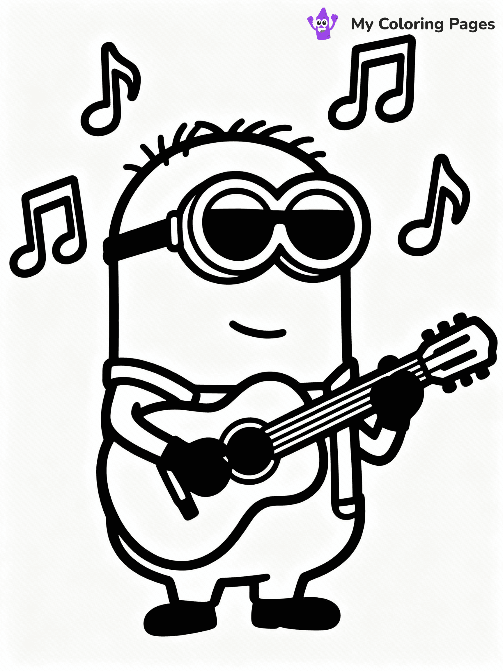 ⚠️ CRITICAL REQUIREMENT - ABSOLUTE BLACK AND WHITE ONLY ⚠️
This MUST be a BLACK AND WHITE line drawing ONLY. NO COLORS whatsoever.
- ONLY pure black lines (#000000) on pure white background (#FFFFFF)
- ABSOLUTELY NO colors, NO shading, NO gradients, NO grayscale
- If there are ANY colors in the output, the image is REJECTED
- This is a COLORING PAGE - meant to be COLORED IN by children
- The output must be UNCOLORED line art ready for coloring
⚠️ SUBJECT TO DRAW: Stuart from Minions in CGI animation style, playing guitar, sunglasses on, surrounded by music notes
(REMEMBER: Output must be BLACK AND WHITE line art only, NOT colored!)
# COLORING PAGE: BLACK OUTLINES ONLY - WHITE BACKGROUND MANDATORY
Create a **coloring book page** using EXACTLY two values: black lines, white space.
## NON-NEGOTIABLE BINARY RULES
- **ONLY #000000 (black) and #FFFFFF (white)** - NO other values exist
- **EVERY PIXEL = BLACK OR WHITE** - no gray/shading/antialiasing
- **WHITE BACKGROUND MANDATORY** - entire canvas stays white
- **ALL SHAPES HOLLOW** - everything is empty outlines waiting to be colored
- **FORBIDDEN:** fills, shading, gradients, patterns, textures, colors
- **NO SOLID REGIONS** - if it's not a thin line, it's wrong
## Universal Line Standards
- Black outlines ONLY - thin, uniform weight
- Every shape completely empty inside
- Closed contours suitable for coloring
- Simple flat illustration - zero depth/3D/realism
- **Style:** Whimsical Doodle Art Alley - rounded, friendly outlines (unless specified)
## Everything = Outline Only
- Characters/animals: hollow shapes
- Objects/clothing: empty contours
- Backgrounds/scenery: line work only
- Natural elements: outlined forms
- Dark/night areas: don't exist (use outlined symbols)
- Textures/patterns: convert to simple lines
## The Test
Can a child color EVERY white space with crayons? If any area is pre-filled/shaded/gray or colored in, it FAILS. Every shape must be waiting to receive color.
**FINAL OUTPUT**: Binary coloring page. Black lines define shapes. White spaces ready for coloring. Nothing else exists. No exceptions. Print-ready.
⚠️ FINAL REMINDER: Draw the subject "Stuart from Minions in CGI animation style, playing guitar, sunglasses on, surrounded by music notes" as BLACK AND WHITE line art. Zero colors in output.