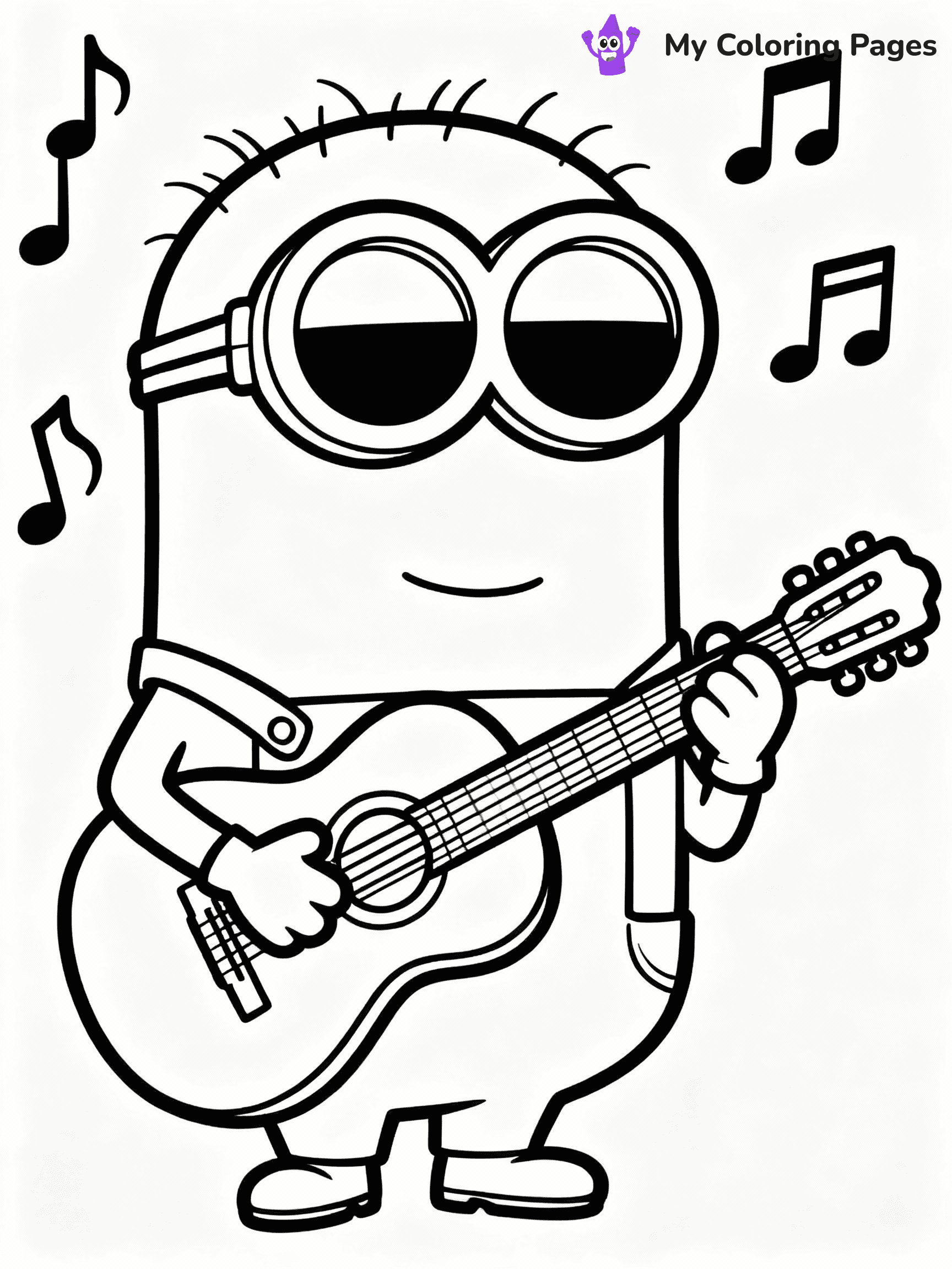 ⚠️ CRITICAL REQUIREMENT - ABSOLUTE BLACK AND WHITE ONLY ⚠️
This MUST be a BLACK AND WHITE line drawing ONLY. NO COLORS whatsoever.
- ONLY pure black lines (#000000) on pure white background (#FFFFFF)
- ABSOLUTELY NO colors, NO shading, NO gradients, NO grayscale
- If there are ANY colors in the output, the image is REJECTED
- This is a COLORING PAGE - meant to be COLORED IN by children
- The output must be UNCOLORED line art ready for coloring
⚠️ SUBJECT TO DRAW: Stuart from Minions in CGI animation style, playing guitar, sunglasses on, surrounded by music notes
(REMEMBER: Output must be BLACK AND WHITE line art only, NOT colored!)
# COLORING PAGE: BLACK OUTLINES ONLY - WHITE BACKGROUND MANDATORY
Create a **coloring book page** using EXACTLY two values: black lines, white space.
## NON-NEGOTIABLE BINARY RULES
- **ONLY #000000 (black) and #FFFFFF (white)** - NO other values exist
- **EVERY PIXEL = BLACK OR WHITE** - no gray/shading/antialiasing
- **WHITE BACKGROUND MANDATORY** - entire canvas stays white
- **ALL SHAPES HOLLOW** - everything is empty outlines waiting to be colored
- **FORBIDDEN:** fills, shading, gradients, patterns, textures, colors
- **NO SOLID REGIONS** - if it's not a thin line, it's wrong
## Universal Line Standards
- Black outlines ONLY - thin, uniform weight
- Every shape completely empty inside
- Closed contours suitable for coloring
- Simple flat illustration - zero depth/3D/realism
- **Style:** Whimsical Doodle Art Alley - rounded, friendly outlines (unless specified)
## Everything = Outline Only
- Characters/animals: hollow shapes
- Objects/clothing: empty contours
- Backgrounds/scenery: line work only
- Natural elements: outlined forms
- Dark/night areas: don't exist (use outlined symbols)
- Textures/patterns: convert to simple lines
## The Test
Can a child color EVERY white space with crayons? If any area is pre-filled/shaded/gray or colored in, it FAILS. Every shape must be waiting to receive color.
**FINAL OUTPUT**: Binary coloring page. Black lines define shapes. White spaces ready for coloring. Nothing else exists. No exceptions. Print-ready.
⚠️ FINAL REMINDER: Draw the subject "Stuart from Minions in CGI animation style, playing guitar, sunglasses on, surrounded by music notes" as BLACK AND WHITE line art. Zero colors in output.