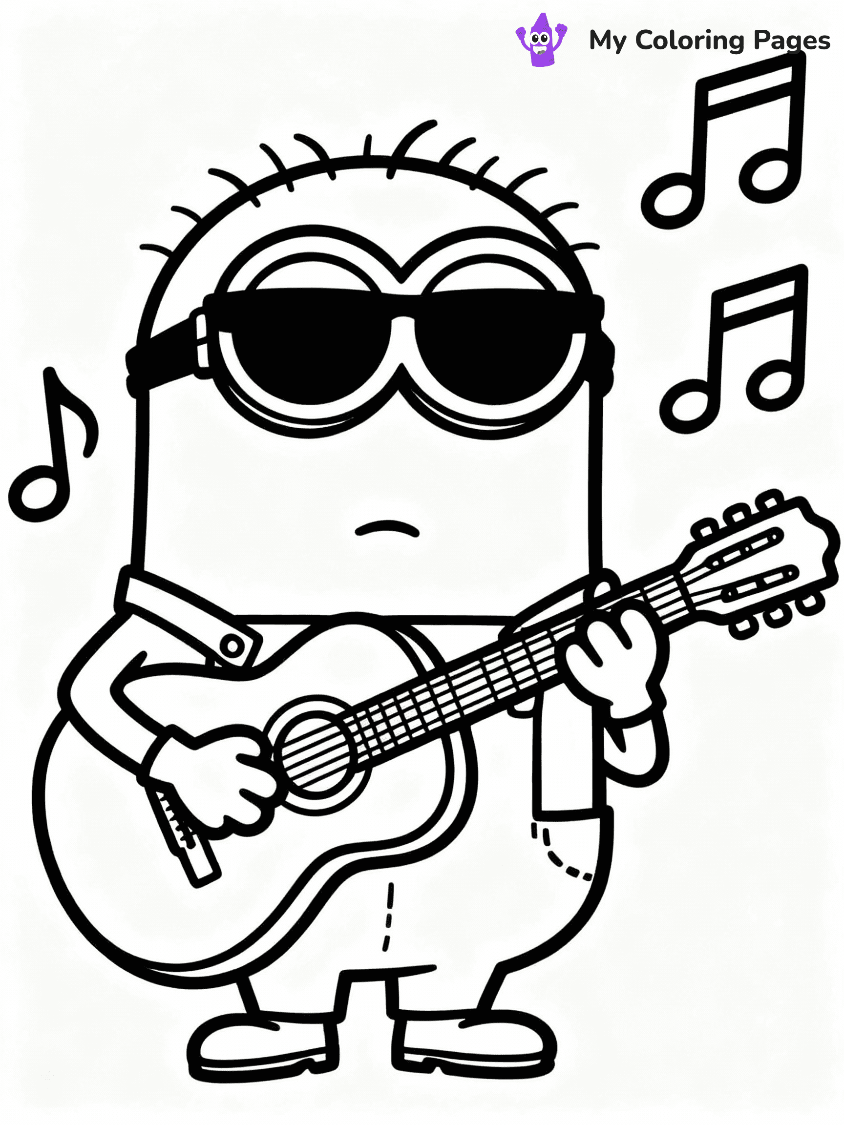 ⚠️ CRITICAL REQUIREMENT - ABSOLUTE BLACK AND WHITE ONLY ⚠️
This MUST be a BLACK AND WHITE line drawing ONLY. NO COLORS whatsoever.
- ONLY pure black lines (#000000) on pure white background (#FFFFFF)
- ABSOLUTELY NO colors, NO shading, NO gradients, NO grayscale
- If there are ANY colors in the output, the image is REJECTED
- This is a COLORING PAGE - meant to be COLORED IN by children
- The output must be UNCOLORED line art ready for coloring
⚠️ SUBJECT TO DRAW: Stuart from Minions in CGI animation style, playing guitar, sunglasses on, surrounded by music notes
(REMEMBER: Output must be BLACK AND WHITE line art only, NOT colored!)
# COLORING PAGE: BLACK OUTLINES ONLY - WHITE BACKGROUND MANDATORY
Create a **coloring book page** using EXACTLY two values: black lines, white space.
## NON-NEGOTIABLE BINARY RULES
- **ONLY #000000 (black) and #FFFFFF (white)** - NO other values exist
- **EVERY PIXEL = BLACK OR WHITE** - no gray/shading/antialiasing
- **WHITE BACKGROUND MANDATORY** - entire canvas stays white
- **ALL SHAPES HOLLOW** - everything is empty outlines waiting to be colored
- **FORBIDDEN:** fills, shading, gradients, patterns, textures, colors
- **NO SOLID REGIONS** - if it's not a thin line, it's wrong
## Universal Line Standards
- Black outlines ONLY - thin, uniform weight
- Every shape completely empty inside
- Closed contours suitable for coloring
- Simple flat illustration - zero depth/3D/realism
- **Style:** Whimsical Doodle Art Alley - rounded, friendly outlines (unless specified)
## Everything = Outline Only
- Characters/animals: hollow shapes
- Objects/clothing: empty contours
- Backgrounds/scenery: line work only
- Natural elements: outlined forms
- Dark/night areas: don't exist (use outlined symbols)
- Textures/patterns: convert to simple lines
## The Test
Can a child color EVERY white space with crayons? If any area is pre-filled/shaded/gray or colored in, it FAILS. Every shape must be waiting to receive color.
**FINAL OUTPUT**: Binary coloring page. Black lines define shapes. White spaces ready for coloring. Nothing else exists. No exceptions. Print-ready.
⚠️ FINAL REMINDER: Draw the subject "Stuart from Minions in CGI animation style, playing guitar, sunglasses on, surrounded by music notes" as BLACK AND WHITE line art. Zero colors in output.