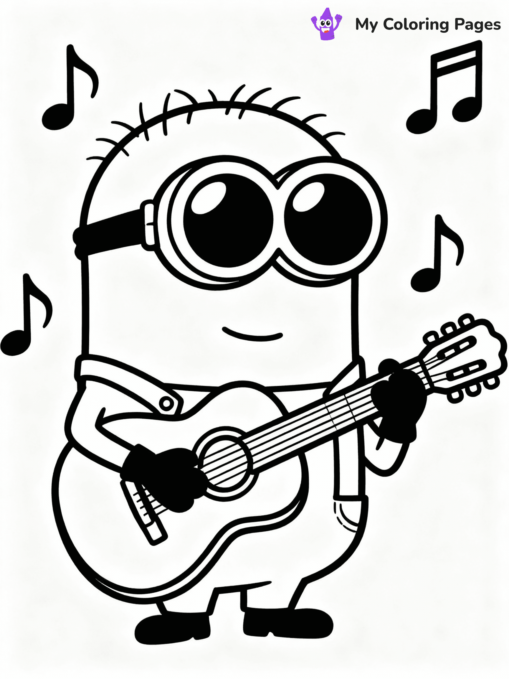 ⚠️ CRITICAL REQUIREMENT - ABSOLUTE BLACK AND WHITE ONLY ⚠️
This MUST be a BLACK AND WHITE line drawing ONLY. NO COLORS whatsoever.
- ONLY pure black lines (#000000) on pure white background (#FFFFFF)
- ABSOLUTELY NO colors, NO shading, NO gradients, NO grayscale
- If there are ANY colors in the output, the image is REJECTED
- This is a COLORING PAGE - meant to be COLORED IN by children
- The output must be UNCOLORED line art ready for coloring
⚠️ SUBJECT TO DRAW: Stuart from Minions in CGI animation style, playing guitar, sunglasses on, surrounded by music notes
(REMEMBER: Output must be BLACK AND WHITE line art only, NOT colored!)
# COLORING PAGE: BLACK OUTLINES ONLY - WHITE BACKGROUND MANDATORY
Create a **coloring book page** using EXACTLY two values: black lines, white space.
## NON-NEGOTIABLE BINARY RULES
- **ONLY #000000 (black) and #FFFFFF (white)** - NO other values exist
- **EVERY PIXEL = BLACK OR WHITE** - no gray/shading/antialiasing
- **WHITE BACKGROUND MANDATORY** - entire canvas stays white
- **ALL SHAPES HOLLOW** - everything is empty outlines waiting to be colored
- **FORBIDDEN:** fills, shading, gradients, patterns, textures, colors
- **NO SOLID REGIONS** - if it's not a thin line, it's wrong
## Universal Line Standards
- Black outlines ONLY - thin, uniform weight
- Every shape completely empty inside
- Closed contours suitable for coloring
- Simple flat illustration - zero depth/3D/realism
- **Style:** Whimsical Doodle Art Alley - rounded, friendly outlines (unless specified)
## Everything = Outline Only
- Characters/animals: hollow shapes
- Objects/clothing: empty contours
- Backgrounds/scenery: line work only
- Natural elements: outlined forms
- Dark/night areas: don't exist (use outlined symbols)
- Textures/patterns: convert to simple lines
## The Test
Can a child color EVERY white space with crayons? If any area is pre-filled/shaded/gray or colored in, it FAILS. Every shape must be waiting to receive color.
**FINAL OUTPUT**: Binary coloring page. Black lines define shapes. White spaces ready for coloring. Nothing else exists. No exceptions. Print-ready.
⚠️ FINAL REMINDER: Draw the subject "Stuart from Minions in CGI animation style, playing guitar, sunglasses on, surrounded by music notes" as BLACK AND WHITE line art. Zero colors in output.