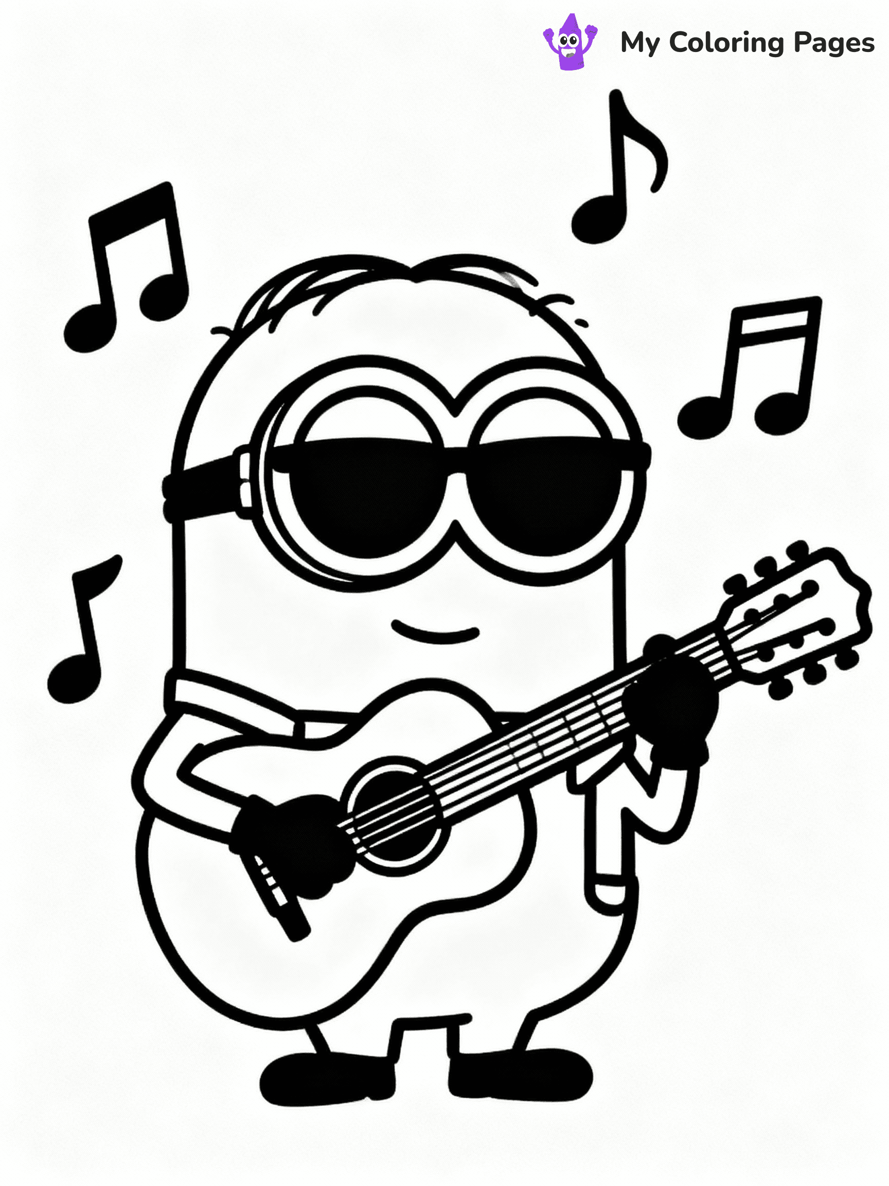 ⚠️ CRITICAL REQUIREMENT - ABSOLUTE BLACK AND WHITE ONLY ⚠️
This MUST be a BLACK AND WHITE line drawing ONLY. NO COLORS whatsoever.
- ONLY pure black lines (#000000) on pure white background (#FFFFFF)
- ABSOLUTELY NO colors, NO shading, NO gradients, NO grayscale
- If there are ANY colors in the output, the image is REJECTED
- This is a COLORING PAGE - meant to be COLORED IN by children
- The output must be UNCOLORED line art ready for coloring
⚠️ SUBJECT TO DRAW: Stuart from Minions in CGI animation style, playing guitar, sunglasses on, surrounded by music notes
(REMEMBER: Output must be BLACK AND WHITE line art only, NOT colored!)
# COLORING PAGE: BLACK OUTLINES ONLY - WHITE BACKGROUND MANDATORY
Create a **coloring book page** using EXACTLY two values: black lines, white space.
## NON-NEGOTIABLE BINARY RULES
- **ONLY #000000 (black) and #FFFFFF (white)** - NO other values exist
- **EVERY PIXEL = BLACK OR WHITE** - no gray/shading/antialiasing
- **WHITE BACKGROUND MANDATORY** - entire canvas stays white
- **ALL SHAPES HOLLOW** - everything is empty outlines waiting to be colored
- **FORBIDDEN:** fills, shading, gradients, patterns, textures, colors
- **NO SOLID REGIONS** - if it's not a thin line, it's wrong
## Universal Line Standards
- Black outlines ONLY - thin, uniform weight
- Every shape completely empty inside
- Closed contours suitable for coloring
- Simple flat illustration - zero depth/3D/realism
- **Style:** Whimsical Doodle Art Alley - rounded, friendly outlines (unless specified)
## Everything = Outline Only
- Characters/animals: hollow shapes
- Objects/clothing: empty contours
- Backgrounds/scenery: line work only
- Natural elements: outlined forms
- Dark/night areas: don't exist (use outlined symbols)
- Textures/patterns: convert to simple lines
## The Test
Can a child color EVERY white space with crayons? If any area is pre-filled/shaded/gray or colored in, it FAILS. Every shape must be waiting to receive color.
**FINAL OUTPUT**: Binary coloring page. Black lines define shapes. White spaces ready for coloring. Nothing else exists. No exceptions. Print-ready.
⚠️ FINAL REMINDER: Draw the subject "Stuart from Minions in CGI animation style, playing guitar, sunglasses on, surrounded by music notes" as BLACK AND WHITE line art. Zero colors in output.