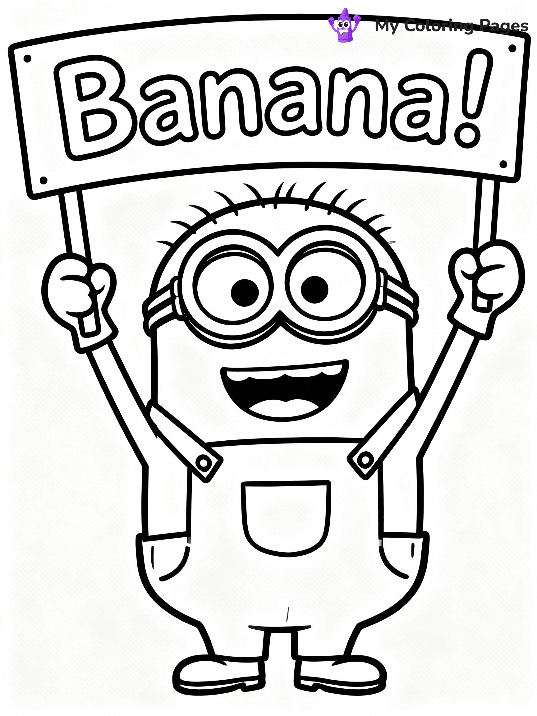 ⚠️ CRITICAL REQUIREMENT - ABSOLUTE BLACK AND WHITE ONLY ⚠️
This MUST be a BLACK AND WHITE line drawing ONLY. NO COLORS whatsoever.
- ONLY pure black lines (#000000) on pure white background (#FFFFFF)
- ABSOLUTELY NO colors, NO shading, NO gradients, NO grayscale
- If there are ANY colors in the output, the image is REJECTED
- This is a COLORING PAGE - meant to be COLORED IN by children
- The output must be UNCOLORED line art ready for coloring
⚠️ SUBJECT TO DRAW: Kevin from Minions in CGI animation style, wearing overalls, holding a sign that says "Banana!", cheerful pose
(REMEMBER: Output must be BLACK AND WHITE line art only, NOT colored!)
# COLORING PAGE: BLACK OUTLINES ONLY - WHITE BACKGROUND MANDATORY
Create a **coloring book page** using EXACTLY two values: black lines, white space.
## NON-NEGOTIABLE BINARY RULES
- **ONLY #000000 (black) and #FFFFFF (white)** - NO other values exist
- **EVERY PIXEL = BLACK OR WHITE** - no gray/shading/antialiasing
- **WHITE BACKGROUND MANDATORY** - entire canvas stays white
- **ALL SHAPES HOLLOW** - everything is empty outlines waiting to be colored
- **FORBIDDEN:** fills, shading, gradients, patterns, textures, colors
- **NO SOLID REGIONS** - if it's not a thin line, it's wrong
## Universal Line Standards
- Black outlines ONLY - thin, uniform weight
- Every shape completely empty inside
- Closed contours suitable for coloring
- Simple flat illustration - zero depth/3D/realism
- **Style:** Whimsical Doodle Art Alley - rounded, friendly outlines (unless specified)
## Everything = Outline Only
- Characters/animals: hollow shapes
- Objects/clothing: empty contours
- Backgrounds/scenery: line work only
- Natural elements: outlined forms
- Dark/night areas: don't exist (use outlined symbols)
- Textures/patterns: convert to simple lines
## The Test
Can a child color EVERY white space with crayons? If any area is pre-filled/shaded/gray or colored in, it FAILS. Every shape must be waiting to receive color.
**FINAL OUTPUT**: Binary coloring page. Black lines define shapes. White spaces ready for coloring. Nothing else exists. No exceptions. Print-ready.
⚠️ FINAL REMINDER: Draw the subject "Kevin from Minions in CGI animation style, wearing overalls, holding a sign that says "Banana!", cheerful pose" as BLACK AND WHITE line art. Zero colors in output.