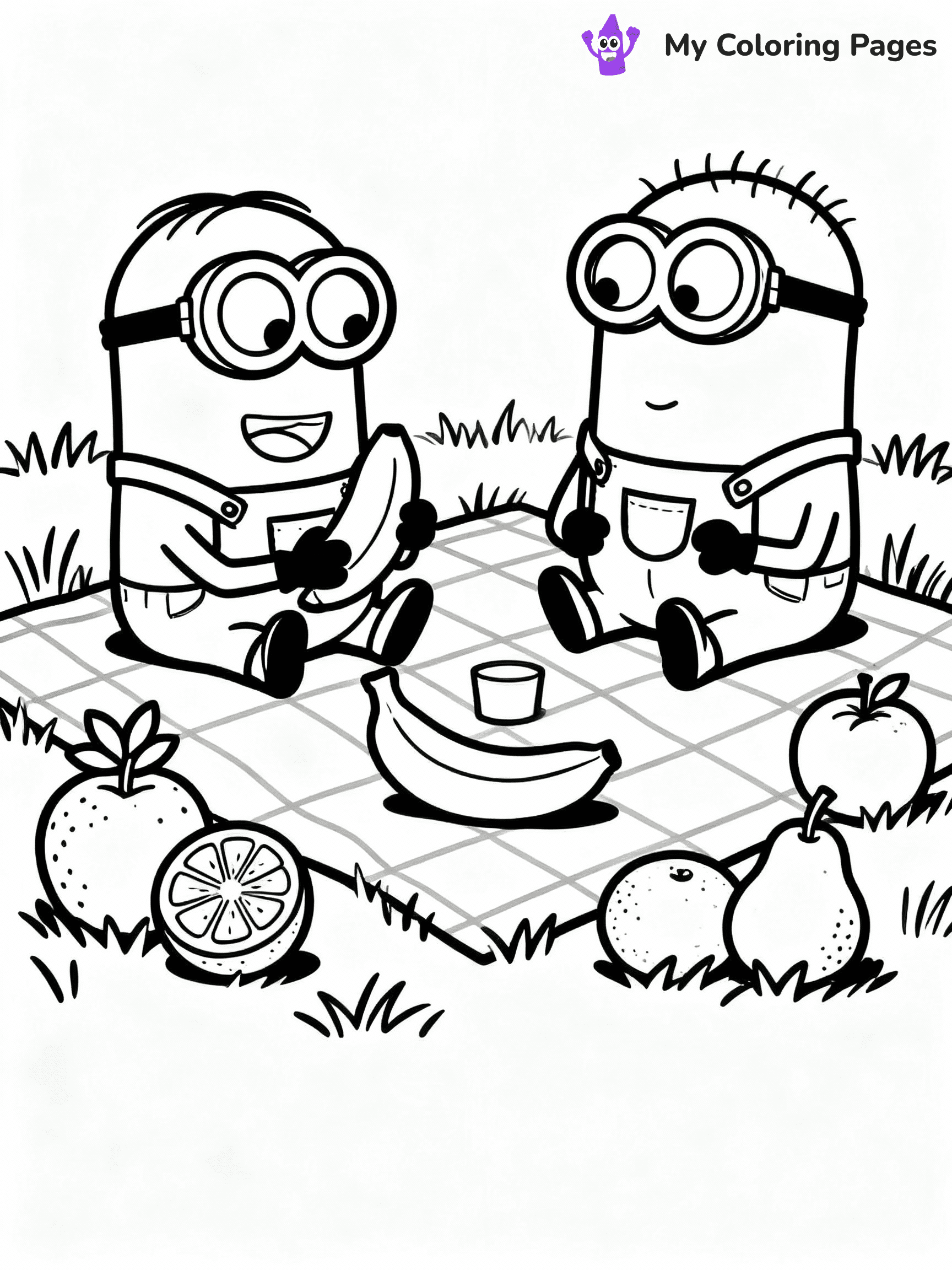 ⚠️ CRITICAL REQUIREMENT - ABSOLUTE BLACK AND WHITE ONLY ⚠️
This MUST be a BLACK AND WHITE line drawing ONLY. NO COLORS whatsoever.
- ONLY pure black lines (#000000) on pure white background (#FFFFFF)
- ABSOLUTELY NO colors, NO shading, NO gradients, NO grayscale
- If there are ANY colors in the output, the image is REJECTED
- This is a COLORING PAGE - meant to be COLORED IN by children
- The output must be UNCOLORED line art ready for coloring
⚠️ SUBJECT TO DRAW: Minions in Minions animation style, having a banana picnic, sitting on grass, various fruits around
(REMEMBER: Output must be BLACK AND WHITE line art only, NOT colored!)
# COLORING PAGE: BLACK OUTLINES ONLY - WHITE BACKGROUND MANDATORY
Create a **coloring book page** using EXACTLY two values: black lines, white space.
## NON-NEGOTIABLE BINARY RULES
- **ONLY #000000 (black) and #FFFFFF (white)** - NO other values exist
- **EVERY PIXEL = BLACK OR WHITE** - no gray/shading/antialiasing
- **WHITE BACKGROUND MANDATORY** - entire canvas stays white
- **ALL SHAPES HOLLOW** - everything is empty outlines waiting to be colored
- **FORBIDDEN:** fills, shading, gradients, patterns, textures, colors
- **NO SOLID REGIONS** - if it's not a thin line, it's wrong
## Universal Line Standards
- Black outlines ONLY - thin, uniform weight
- Every shape completely empty inside
- Closed contours suitable for coloring
- Simple flat illustration - zero depth/3D/realism
- **Style:** Whimsical Doodle Art Alley - rounded, friendly outlines (unless specified)
## Everything = Outline Only
- Characters/animals: hollow shapes
- Objects/clothing: empty contours
- Backgrounds/scenery: line work only
- Natural elements: outlined forms
- Dark/night areas: don't exist (use outlined symbols)
- Textures/patterns: convert to simple lines
## The Test
Can a child color EVERY white space with crayons? If any area is pre-filled/shaded/gray or colored in, it FAILS. Every shape must be waiting to receive color.
**FINAL OUTPUT**: Binary coloring page. Black lines define shapes. White spaces ready for coloring. Nothing else exists. No exceptions. Print-ready.
⚠️ FINAL REMINDER: Draw the subject "Minions in Minions animation style, having a banana picnic, sitting on grass, various fruits around" as BLACK AND WHITE line art. Zero colors in output.