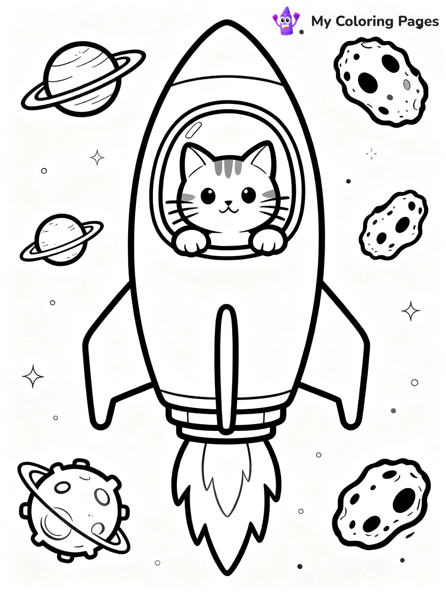 Space Cat Coloring Pages - 21