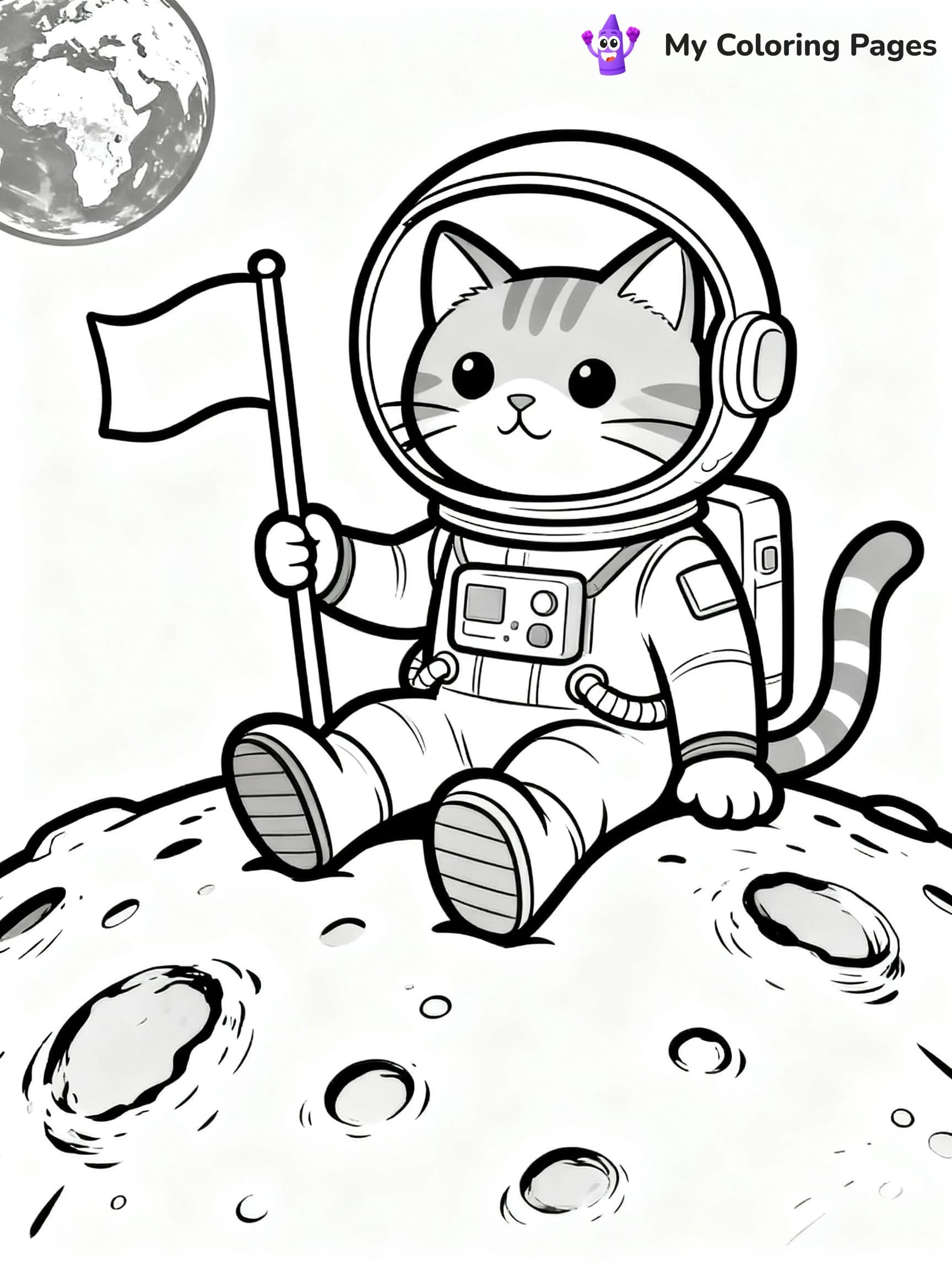 Space Cat Coloring Pages - 20