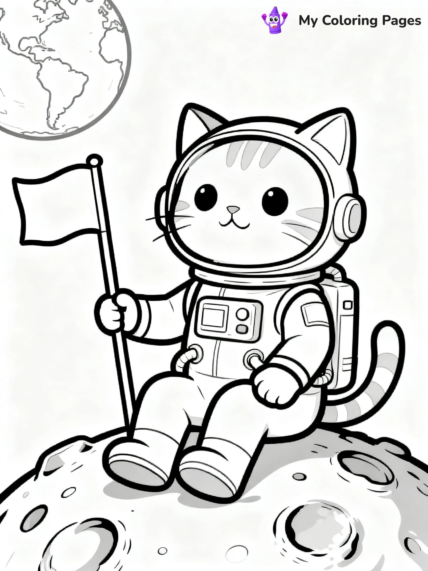 Space Cat Coloring Pages - 19