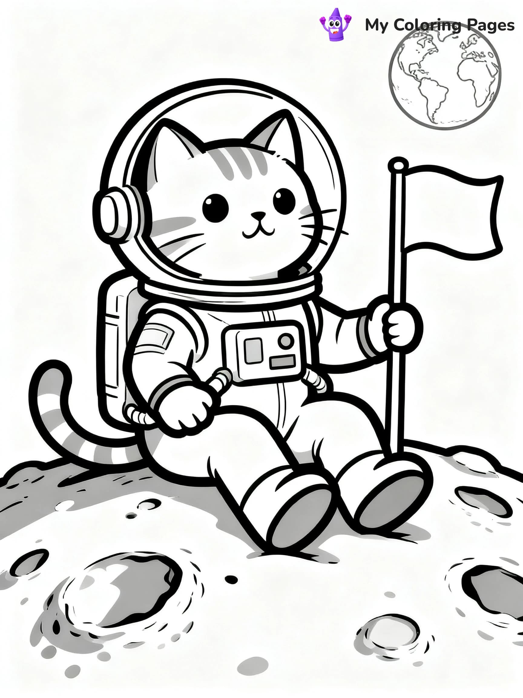Space Cat Coloring Pages - 18