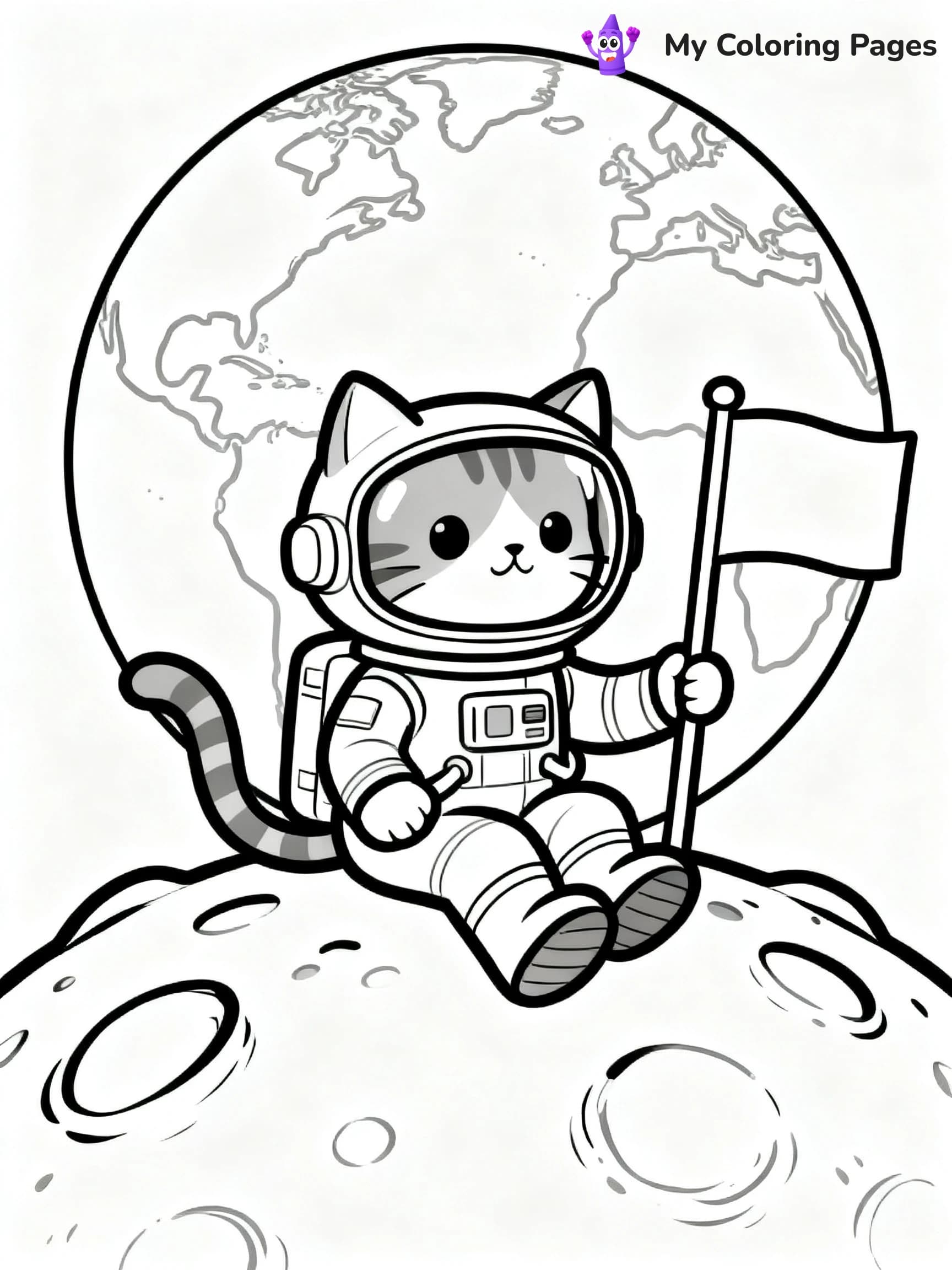 Space Cat Coloring Pages - 17