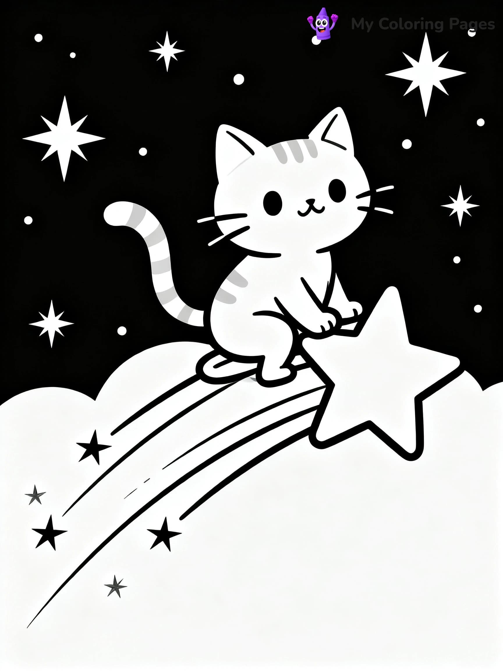Space Cat Coloring Pages - 8
