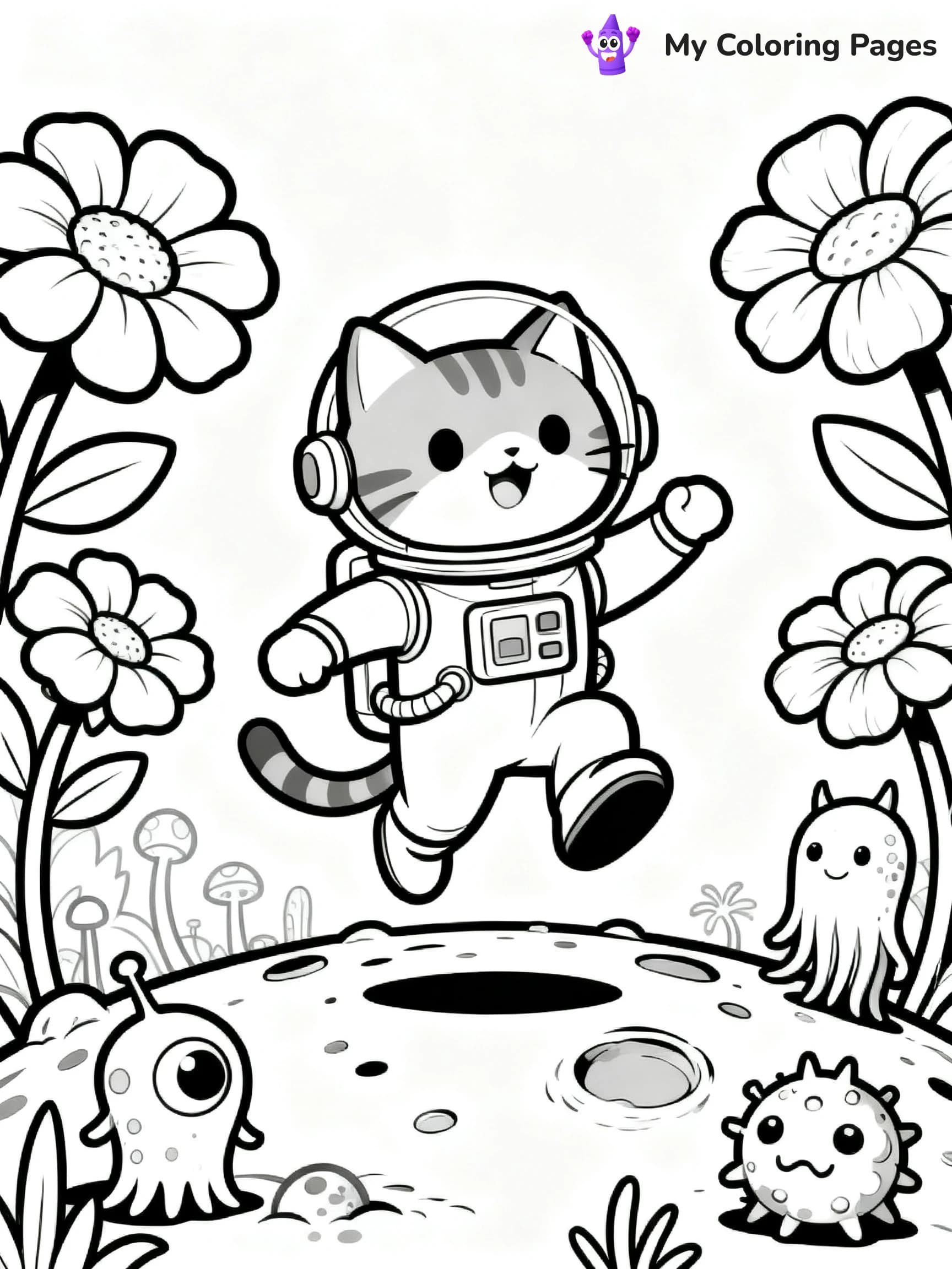 Space Cat Coloring Pages - 7
