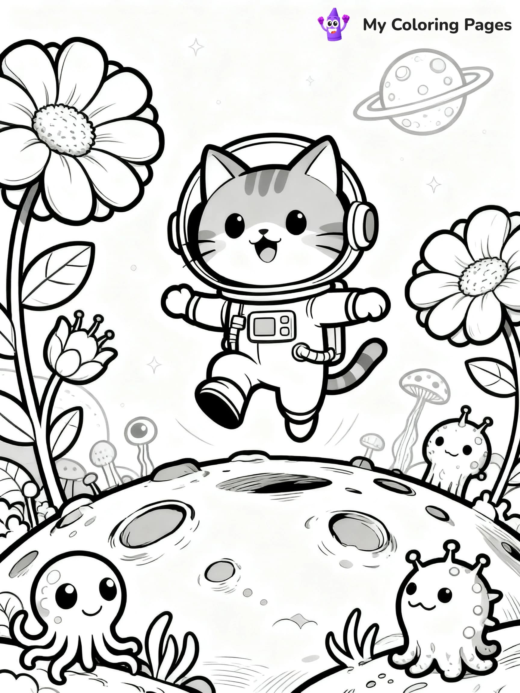 Space Cat Coloring Pages - 5