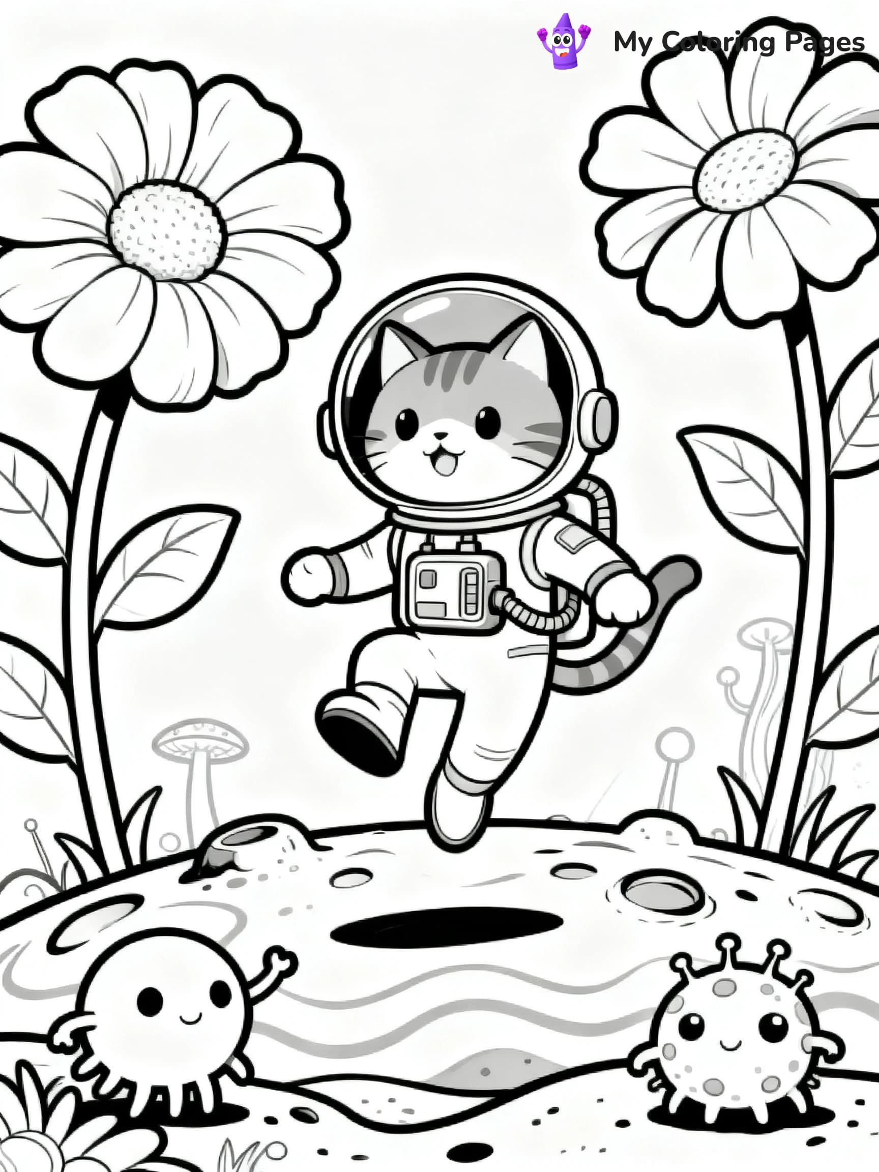 Space Cat Coloring Pages - 4