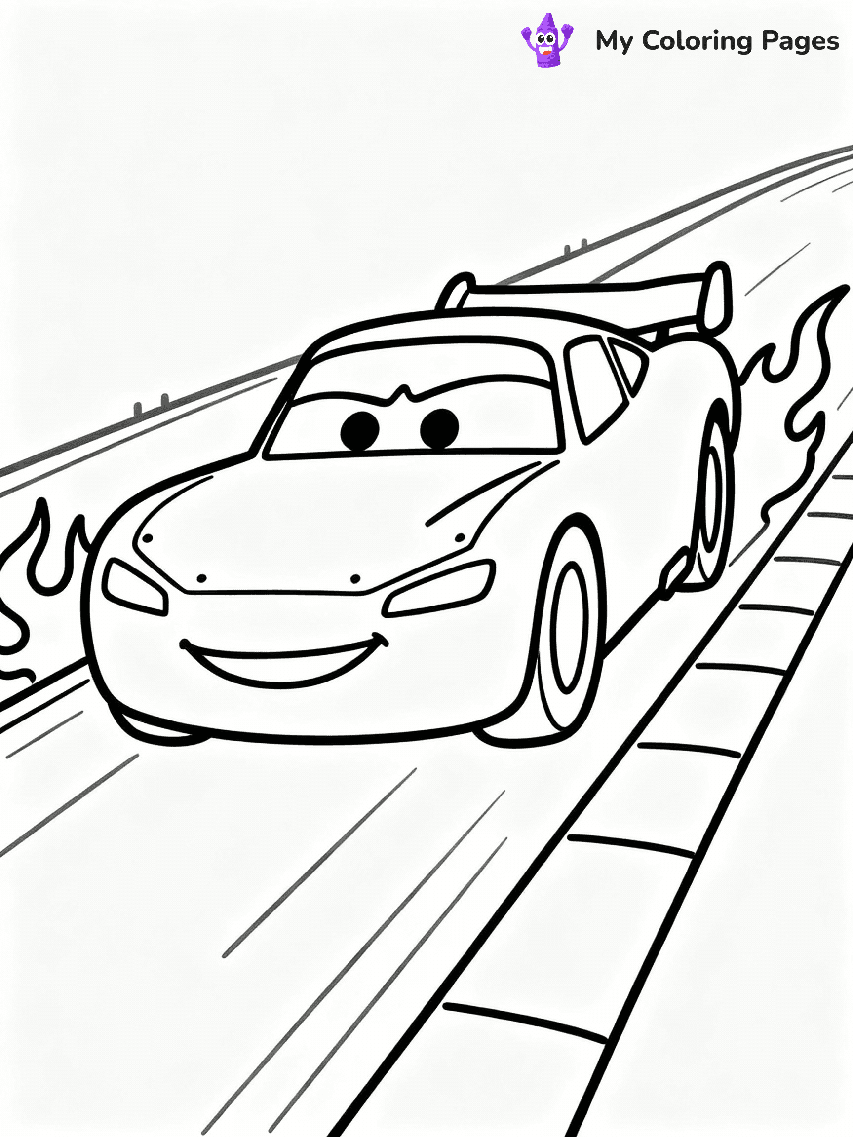 ⚠️ CRITICAL REQUIREMENT - ABSOLUTE BLACK AND WHITE ONLY ⚠️
This MUST be a BLACK AND WHITE line drawing ONLY. NO COLORS whatsoever.
- ONLY pure black lines (#000000) on pure white background (#FFFFFF)
- ABSOLUTELY NO colors, NO shading, NO gradients, NO grayscale
- If there are ANY colors in the output, the image is REJECTED
- This is a COLORING PAGE - meant to be COLORED IN by children
- The output must be UNCOLORED line art ready for coloring
⚠️ SUBJECT TO DRAW: Lightning McQueen from Cars in Pixar animation style, speeding on a racetrack, flames painted on the sides
(REMEMBER: Output must be BLACK AND WHITE line art only, NOT colored!)
# COLORING PAGE: BLACK OUTLINES ONLY - WHITE BACKGROUND MANDATORY
Create a **coloring book page** using EXACTLY two values: black lines, white space.
## NON-NEGOTIABLE BINARY RULES
- **ONLY #000000 (black) and #FFFFFF (white)** - NO other values exist
- **EVERY PIXEL = BLACK OR WHITE** - no gray/shading/antialiasing
- **WHITE BACKGROUND MANDATORY** - entire canvas stays white
- **ALL SHAPES HOLLOW** - everything is empty outlines waiting to be colored
- **FORBIDDEN:** fills, shading, gradients, patterns, textures, colors
- **NO SOLID REGIONS** - if it's not a thin line, it's wrong
## Universal Line Standards
- Black outlines ONLY - thin, uniform weight
- Every shape completely empty inside
- Closed contours suitable for coloring
- Simple flat illustration - zero depth/3D/realism
- **Style:** Whimsical Doodle Art Alley - rounded, friendly outlines (unless specified)
## Everything = Outline Only
- Characters/animals: hollow shapes
- Objects/clothing: empty contours
- Backgrounds/scenery: line work only
- Natural elements: outlined forms
- Dark/night areas: don't exist (use outlined symbols)
- Textures/patterns: convert to simple lines
## The Test
Can a child color EVERY white space with crayons? If any area is pre-filled/shaded/gray or colored in, it FAILS. Every shape must be waiting to receive color.
**FINAL OUTPUT**: Binary coloring page. Black lines define shapes. White spaces ready for coloring. Nothing else exists. No exceptions. Print-ready.
⚠️ FINAL REMINDER: Draw the subject "Lightning McQueen from Cars in Pixar animation style, speeding on a racetrack, flames painted on the sides" as BLACK AND WHITE line art. Zero colors in output.