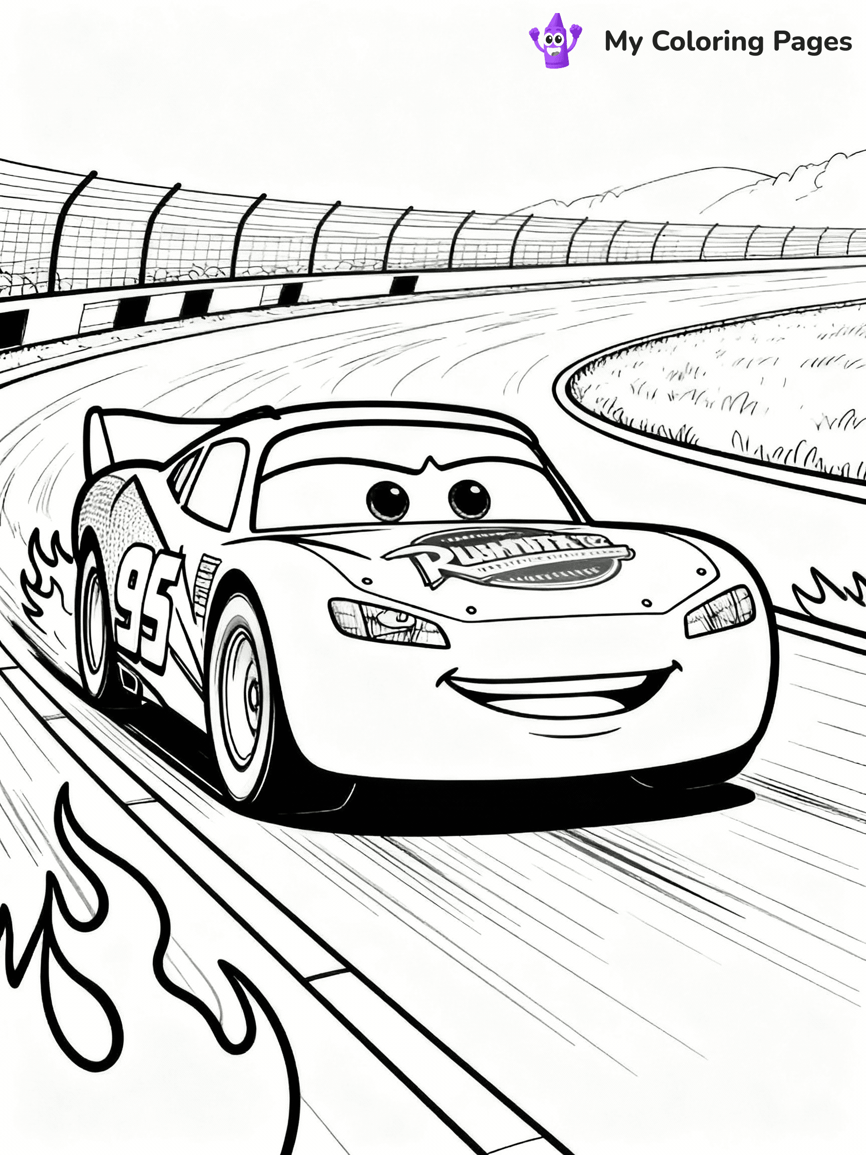 ⚠️ CRITICAL REQUIREMENT - ABSOLUTE BLACK AND WHITE ONLY ⚠️
This MUST be a BLACK AND WHITE line drawing ONLY. NO COLORS whatsoever.
- ONLY pure black lines (#000000) on pure white background (#FFFFFF)
- ABSOLUTELY NO colors, NO shading, NO gradients, NO grayscale
- If there are ANY colors in the output, the image is REJECTED
- This is a COLORING PAGE - meant to be COLORED IN by children
- The output must be UNCOLORED line art ready for coloring
⚠️ SUBJECT TO DRAW: Lightning McQueen from Cars in Pixar animation style, speeding on a racetrack, flames painted on the sides
(REMEMBER: Output must be BLACK AND WHITE line art only, NOT colored!)
# COLORING PAGE: BLACK OUTLINES ONLY - WHITE BACKGROUND MANDATORY
Create a **coloring book page** using EXACTLY two values: black lines, white space.
## NON-NEGOTIABLE BINARY RULES
- **ONLY #000000 (black) and #FFFFFF (white)** - NO other values exist
- **EVERY PIXEL = BLACK OR WHITE** - no gray/shading/antialiasing
- **WHITE BACKGROUND MANDATORY** - entire canvas stays white
- **ALL SHAPES HOLLOW** - everything is empty outlines waiting to be colored
- **FORBIDDEN:** fills, shading, gradients, patterns, textures, colors
- **NO SOLID REGIONS** - if it's not a thin line, it's wrong
## Universal Line Standards
- Black outlines ONLY - thin, uniform weight
- Every shape completely empty inside
- Closed contours suitable for coloring
- Simple flat illustration - zero depth/3D/realism
- **Style:** Whimsical Doodle Art Alley - rounded, friendly outlines (unless specified)
## Everything = Outline Only
- Characters/animals: hollow shapes
- Objects/clothing: empty contours
- Backgrounds/scenery: line work only
- Natural elements: outlined forms
- Dark/night areas: don't exist (use outlined symbols)
- Textures/patterns: convert to simple lines
## The Test
Can a child color EVERY white space with crayons? If any area is pre-filled/shaded/gray or colored in, it FAILS. Every shape must be waiting to receive color.
**FINAL OUTPUT**: Binary coloring page. Black lines define shapes. White spaces ready for coloring. Nothing else exists. No exceptions. Print-ready.
⚠️ FINAL REMINDER: Draw the subject "Lightning McQueen from Cars in Pixar animation style, speeding on a racetrack, flames painted on the sides" as BLACK AND WHITE line art. Zero colors in output.