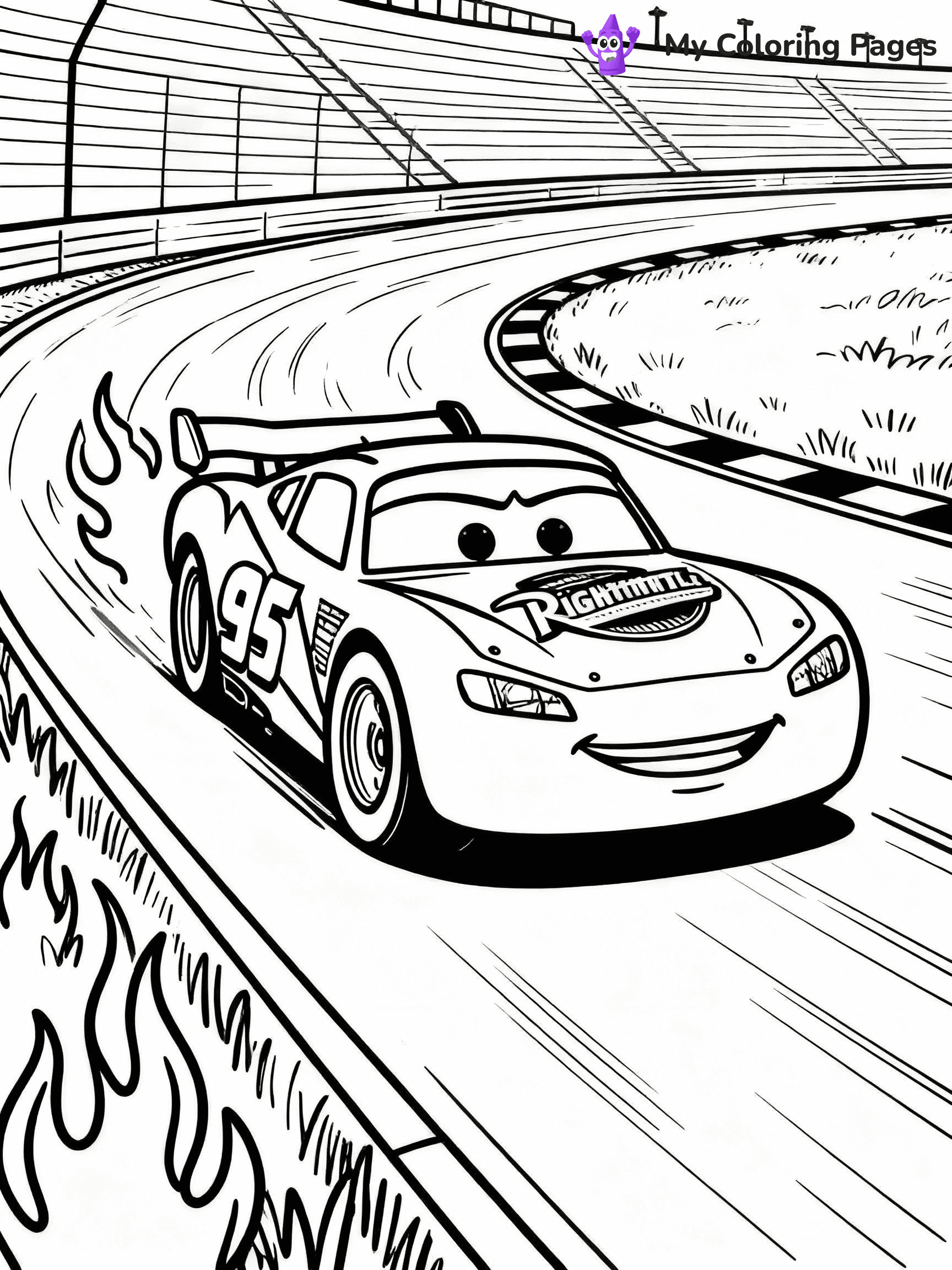 ⚠️ CRITICAL REQUIREMENT - ABSOLUTE BLACK AND WHITE ONLY ⚠️
This MUST be a BLACK AND WHITE line drawing ONLY. NO COLORS whatsoever.
- ONLY pure black lines (#000000) on pure white background (#FFFFFF)
- ABSOLUTELY NO colors, NO shading, NO gradients, NO grayscale
- If there are ANY colors in the output, the image is REJECTED
- This is a COLORING PAGE - meant to be COLORED IN by children
- The output must be UNCOLORED line art ready for coloring
⚠️ SUBJECT TO DRAW: Lightning McQueen from Cars in Pixar animation style, speeding on a racetrack, flames painted on the sides
(REMEMBER: Output must be BLACK AND WHITE line art only, NOT colored!)
# COLORING PAGE: BLACK OUTLINES ONLY - WHITE BACKGROUND MANDATORY
Create a **coloring book page** using EXACTLY two values: black lines, white space.
## NON-NEGOTIABLE BINARY RULES
- **ONLY #000000 (black) and #FFFFFF (white)** - NO other values exist
- **EVERY PIXEL = BLACK OR WHITE** - no gray/shading/antialiasing
- **WHITE BACKGROUND MANDATORY** - entire canvas stays white
- **ALL SHAPES HOLLOW** - everything is empty outlines waiting to be colored
- **FORBIDDEN:** fills, shading, gradients, patterns, textures, colors
- **NO SOLID REGIONS** - if it's not a thin line, it's wrong
## Universal Line Standards
- Black outlines ONLY - thin, uniform weight
- Every shape completely empty inside
- Closed contours suitable for coloring
- Simple flat illustration - zero depth/3D/realism
- **Style:** Whimsical Doodle Art Alley - rounded, friendly outlines (unless specified)
## Everything = Outline Only
- Characters/animals: hollow shapes
- Objects/clothing: empty contours
- Backgrounds/scenery: line work only
- Natural elements: outlined forms
- Dark/night areas: don't exist (use outlined symbols)
- Textures/patterns: convert to simple lines
## The Test
Can a child color EVERY white space with crayons? If any area is pre-filled/shaded/gray or colored in, it FAILS. Every shape must be waiting to receive color.
**FINAL OUTPUT**: Binary coloring page. Black lines define shapes. White spaces ready for coloring. Nothing else exists. No exceptions. Print-ready.
⚠️ FINAL REMINDER: Draw the subject "Lightning McQueen from Cars in Pixar animation style, speeding on a racetrack, flames painted on the sides" as BLACK AND WHITE line art. Zero colors in output.