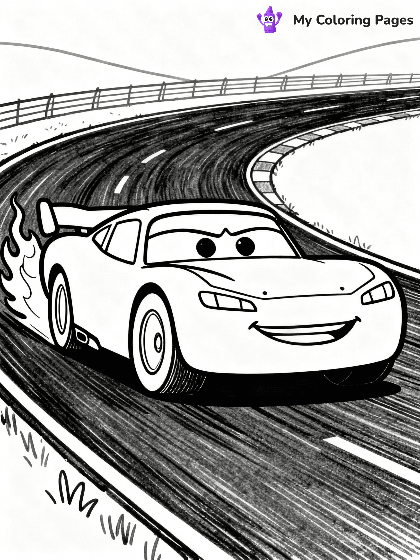 ⚠️ CRITICAL REQUIREMENT - ABSOLUTE BLACK AND WHITE ONLY ⚠️
This MUST be a BLACK AND WHITE line drawing ONLY. NO COLORS whatsoever.
- ONLY pure black lines (#000000) on pure white background (#FFFFFF)
- ABSOLUTELY NO colors, NO shading, NO gradients, NO grayscale
- If there are ANY colors in the output, the image is REJECTED
- This is a COLORING PAGE - meant to be COLORED IN by children
- The output must be UNCOLORED line art ready for coloring
⚠️ SUBJECT TO DRAW: Lightning McQueen from Cars in Pixar animation style, speeding on a racetrack, flames painted on the sides
(REMEMBER: Output must be BLACK AND WHITE line art only, NOT colored!)
# COLORING PAGE: BLACK OUTLINES ONLY - WHITE BACKGROUND MANDATORY
Create a **coloring book page** using EXACTLY two values: black lines, white space.
## NON-NEGOTIABLE BINARY RULES
- **ONLY #000000 (black) and #FFFFFF (white)** - NO other values exist
- **EVERY PIXEL = BLACK OR WHITE** - no gray/shading/antialiasing
- **WHITE BACKGROUND MANDATORY** - entire canvas stays white
- **ALL SHAPES HOLLOW** - everything is empty outlines waiting to be colored
- **FORBIDDEN:** fills, shading, gradients, patterns, textures, colors
- **NO SOLID REGIONS** - if it's not a thin line, it's wrong
## Universal Line Standards
- Black outlines ONLY - thin, uniform weight
- Every shape completely empty inside
- Closed contours suitable for coloring
- Simple flat illustration - zero depth/3D/realism
- **Style:** Whimsical Doodle Art Alley - rounded, friendly outlines (unless specified)
## Everything = Outline Only
- Characters/animals: hollow shapes
- Objects/clothing: empty contours
- Backgrounds/scenery: line work only
- Natural elements: outlined forms
- Dark/night areas: don't exist (use outlined symbols)
- Textures/patterns: convert to simple lines
## The Test
Can a child color EVERY white space with crayons? If any area is pre-filled/shaded/gray or colored in, it FAILS. Every shape must be waiting to receive color.
**FINAL OUTPUT**: Binary coloring page. Black lines define shapes. White spaces ready for coloring. Nothing else exists. No exceptions. Print-ready.
⚠️ FINAL REMINDER: Draw the subject "Lightning McQueen from Cars in Pixar animation style, speeding on a racetrack, flames painted on the sides" as BLACK AND WHITE line art. Zero colors in output.