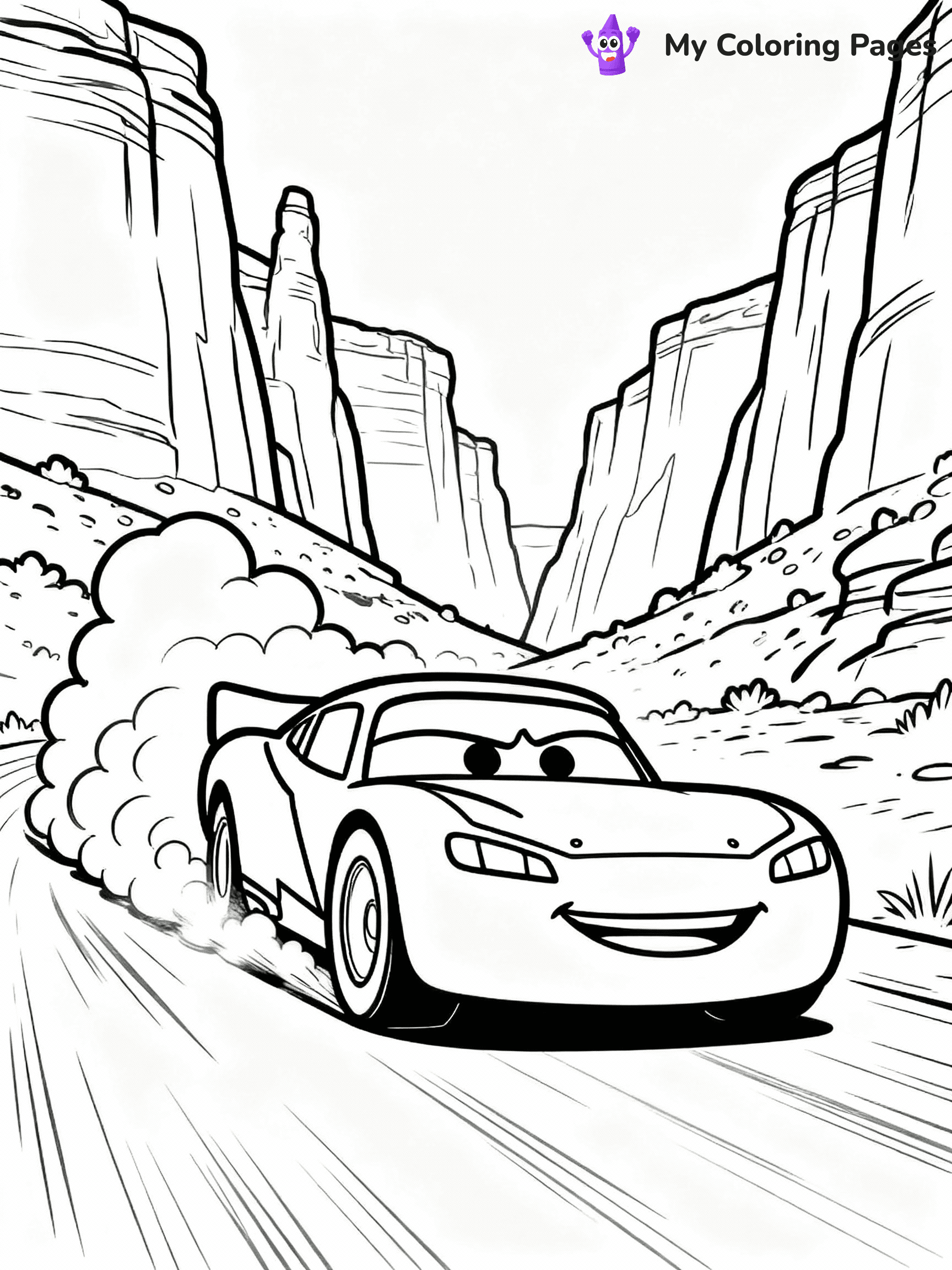 ⚠️ CRITICAL REQUIREMENT - ABSOLUTE BLACK AND WHITE ONLY ⚠️
This MUST be a BLACK AND WHITE line drawing ONLY. NO COLORS whatsoever.
- ONLY pure black lines (#000000) on pure white background (#FFFFFF)
- ABSOLUTELY NO colors, NO shading, NO gradients, NO grayscale
- If there are ANY colors in the output, the image is REJECTED
- This is a COLORING PAGE - meant to be COLORED IN by children
- The output must be UNCOLORED line art ready for coloring
⚠️ SUBJECT TO DRAW: Lightning McQueen racing through desert canyons in Pixar animation style, dust trailing behind vibrant red chassis today
(REMEMBER: Output must be BLACK AND WHITE line art only, NOT colored!)
# COLORING PAGE: BLACK OUTLINES ONLY - WHITE BACKGROUND MANDATORY
Create a **coloring book page** using EXACTLY two values: black lines, white space.
## NON-NEGOTIABLE BINARY RULES
- **ONLY #000000 (black) and #FFFFFF (white)** - NO other values exist
- **EVERY PIXEL = BLACK OR WHITE** - no gray/shading/antialiasing
- **WHITE BACKGROUND MANDATORY** - entire canvas stays white
- **ALL SHAPES HOLLOW** - everything is empty outlines waiting to be colored
- **FORBIDDEN:** fills, shading, gradients, patterns, textures, colors
- **NO SOLID REGIONS** - if it's not a thin line, it's wrong
## Universal Line Standards
- Black outlines ONLY - thin, uniform weight
- Every shape completely empty inside
- Closed contours suitable for coloring
- Simple flat illustration - zero depth/3D/realism
- **Style:** Whimsical Doodle Art Alley - rounded, friendly outlines (unless specified)
## Everything = Outline Only
- Characters/animals: hollow shapes
- Objects/clothing: empty contours
- Backgrounds/scenery: line work only
- Natural elements: outlined forms
- Dark/night areas: don't exist (use outlined symbols)
- Textures/patterns: convert to simple lines
## The Test
Can a child color EVERY white space with crayons? If any area is pre-filled/shaded/gray or colored in, it FAILS. Every shape must be waiting to receive color.
**FINAL OUTPUT**: Binary coloring page. Black lines define shapes. White spaces ready for coloring. Nothing else exists. No exceptions. Print-ready.
⚠️ FINAL REMINDER: Draw the subject "Lightning McQueen racing through desert canyons in Pixar animation style, dust trailing behind vibrant red chassis today" as BLACK AND WHITE line art. Zero colors in output.