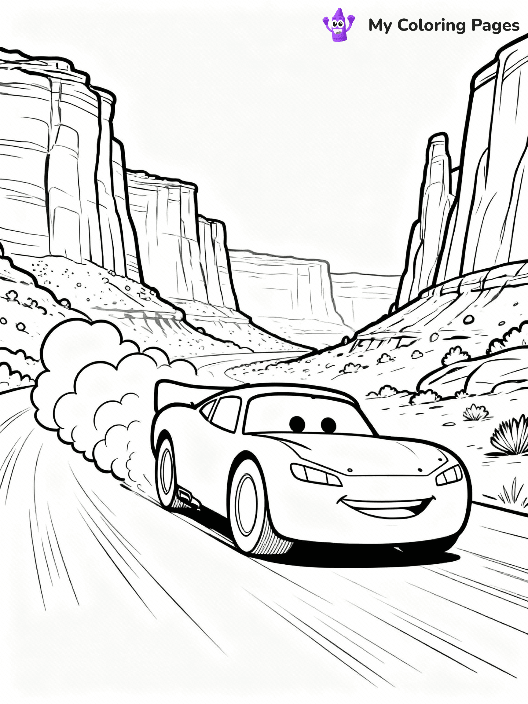 ⚠️ CRITICAL REQUIREMENT - ABSOLUTE BLACK AND WHITE ONLY ⚠️
This MUST be a BLACK AND WHITE line drawing ONLY. NO COLORS whatsoever.
- ONLY pure black lines (#000000) on pure white background (#FFFFFF)
- ABSOLUTELY NO colors, NO shading, NO gradients, NO grayscale
- If there are ANY colors in the output, the image is REJECTED
- This is a COLORING PAGE - meant to be COLORED IN by children
- The output must be UNCOLORED line art ready for coloring
⚠️ SUBJECT TO DRAW: Lightning McQueen racing through desert canyons in Pixar animation style, dust trailing behind vibrant red chassis today
(REMEMBER: Output must be BLACK AND WHITE line art only, NOT colored!)
# COLORING PAGE: BLACK OUTLINES ONLY - WHITE BACKGROUND MANDATORY
Create a **coloring book page** using EXACTLY two values: black lines, white space.
## NON-NEGOTIABLE BINARY RULES
- **ONLY #000000 (black) and #FFFFFF (white)** - NO other values exist
- **EVERY PIXEL = BLACK OR WHITE** - no gray/shading/antialiasing
- **WHITE BACKGROUND MANDATORY** - entire canvas stays white
- **ALL SHAPES HOLLOW** - everything is empty outlines waiting to be colored
- **FORBIDDEN:** fills, shading, gradients, patterns, textures, colors
- **NO SOLID REGIONS** - if it's not a thin line, it's wrong
## Universal Line Standards
- Black outlines ONLY - thin, uniform weight
- Every shape completely empty inside
- Closed contours suitable for coloring
- Simple flat illustration - zero depth/3D/realism
- **Style:** Whimsical Doodle Art Alley - rounded, friendly outlines (unless specified)
## Everything = Outline Only
- Characters/animals: hollow shapes
- Objects/clothing: empty contours
- Backgrounds/scenery: line work only
- Natural elements: outlined forms
- Dark/night areas: don't exist (use outlined symbols)
- Textures/patterns: convert to simple lines
## The Test
Can a child color EVERY white space with crayons? If any area is pre-filled/shaded/gray or colored in, it FAILS. Every shape must be waiting to receive color.
**FINAL OUTPUT**: Binary coloring page. Black lines define shapes. White spaces ready for coloring. Nothing else exists. No exceptions. Print-ready.
⚠️ FINAL REMINDER: Draw the subject "Lightning McQueen racing through desert canyons in Pixar animation style, dust trailing behind vibrant red chassis today" as BLACK AND WHITE line art. Zero colors in output.