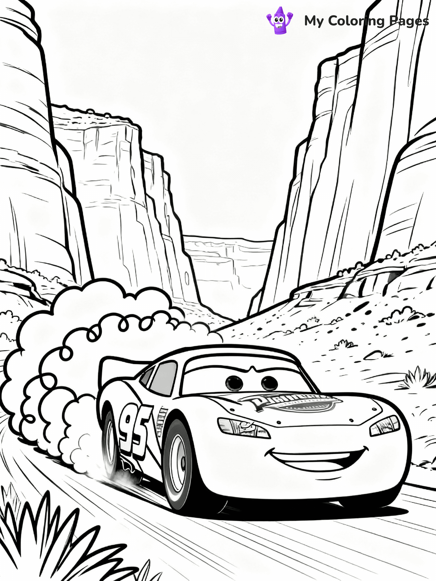 ⚠️ CRITICAL REQUIREMENT - ABSOLUTE BLACK AND WHITE ONLY ⚠️
This MUST be a BLACK AND WHITE line drawing ONLY. NO COLORS whatsoever.
- ONLY pure black lines (#000000) on pure white background (#FFFFFF)
- ABSOLUTELY NO colors, NO shading, NO gradients, NO grayscale
- If there are ANY colors in the output, the image is REJECTED
- This is a COLORING PAGE - meant to be COLORED IN by children
- The output must be UNCOLORED line art ready for coloring
⚠️ SUBJECT TO DRAW: Lightning McQueen racing through desert canyons in Pixar animation style, dust trailing behind vibrant red chassis today
(REMEMBER: Output must be BLACK AND WHITE line art only, NOT colored!)
# COLORING PAGE: BLACK OUTLINES ONLY - WHITE BACKGROUND MANDATORY
Create a **coloring book page** using EXACTLY two values: black lines, white space.
## NON-NEGOTIABLE BINARY RULES
- **ONLY #000000 (black) and #FFFFFF (white)** - NO other values exist
- **EVERY PIXEL = BLACK OR WHITE** - no gray/shading/antialiasing
- **WHITE BACKGROUND MANDATORY** - entire canvas stays white
- **ALL SHAPES HOLLOW** - everything is empty outlines waiting to be colored
- **FORBIDDEN:** fills, shading, gradients, patterns, textures, colors
- **NO SOLID REGIONS** - if it's not a thin line, it's wrong
## Universal Line Standards
- Black outlines ONLY - thin, uniform weight
- Every shape completely empty inside
- Closed contours suitable for coloring
- Simple flat illustration - zero depth/3D/realism
- **Style:** Whimsical Doodle Art Alley - rounded, friendly outlines (unless specified)
## Everything = Outline Only
- Characters/animals: hollow shapes
- Objects/clothing: empty contours
- Backgrounds/scenery: line work only
- Natural elements: outlined forms
- Dark/night areas: don't exist (use outlined symbols)
- Textures/patterns: convert to simple lines
## The Test
Can a child color EVERY white space with crayons? If any area is pre-filled/shaded/gray or colored in, it FAILS. Every shape must be waiting to receive color.
**FINAL OUTPUT**: Binary coloring page. Black lines define shapes. White spaces ready for coloring. Nothing else exists. No exceptions. Print-ready.
⚠️ FINAL REMINDER: Draw the subject "Lightning McQueen racing through desert canyons in Pixar animation style, dust trailing behind vibrant red chassis today" as BLACK AND WHITE line art. Zero colors in output.