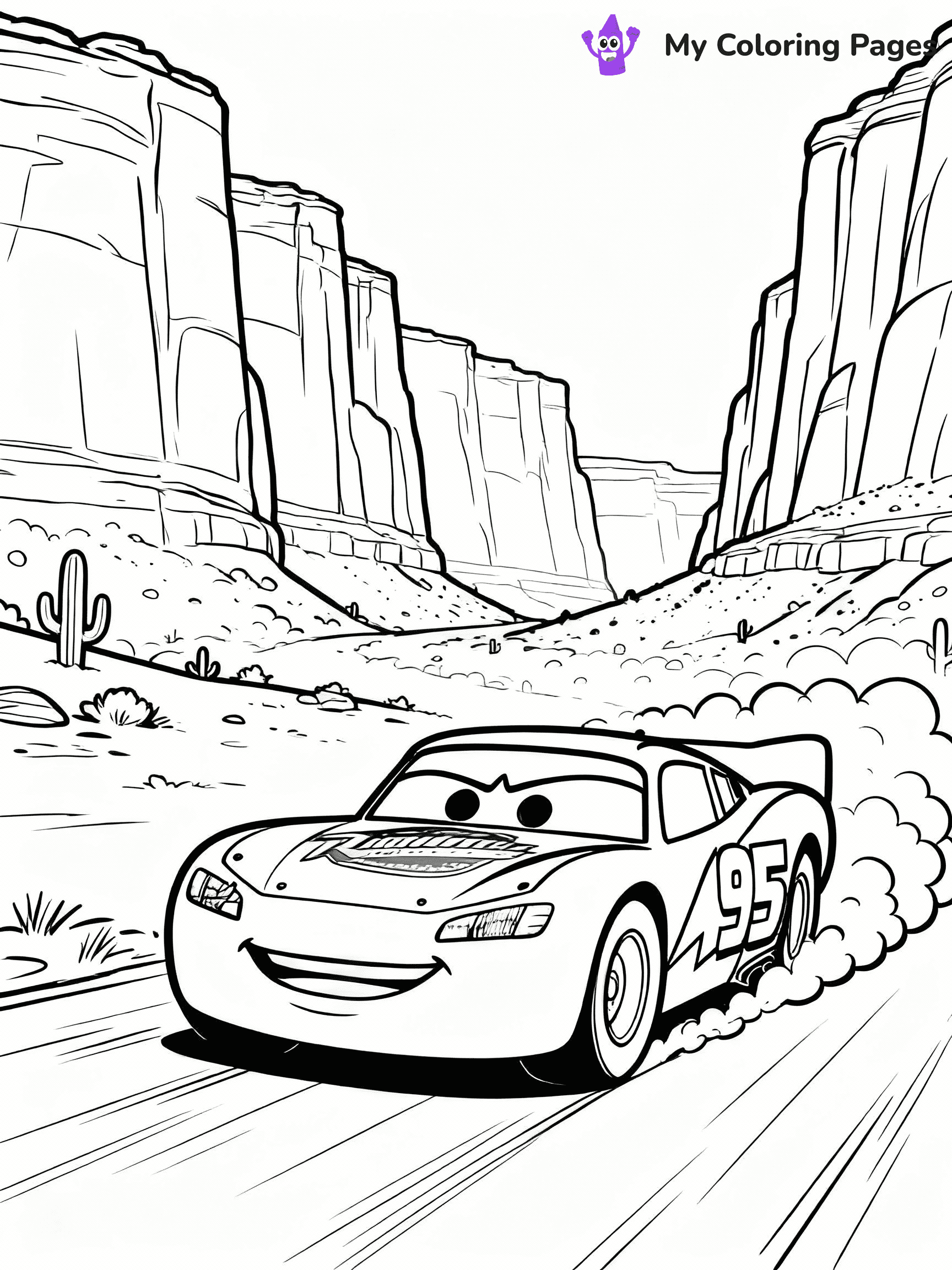 ⚠️ CRITICAL REQUIREMENT - ABSOLUTE BLACK AND WHITE ONLY ⚠️
This MUST be a BLACK AND WHITE line drawing ONLY. NO COLORS whatsoever.
- ONLY pure black lines (#000000) on pure white background (#FFFFFF)
- ABSOLUTELY NO colors, NO shading, NO gradients, NO grayscale
- If there are ANY colors in the output, the image is REJECTED
- This is a COLORING PAGE - meant to be COLORED IN by children
- The output must be UNCOLORED line art ready for coloring
⚠️ SUBJECT TO DRAW: Lightning McQueen racing through desert canyons in Pixar animation style, dust trailing behind vibrant red chassis today
(REMEMBER: Output must be BLACK AND WHITE line art only, NOT colored!)
# COLORING PAGE: BLACK OUTLINES ONLY - WHITE BACKGROUND MANDATORY
Create a **coloring book page** using EXACTLY two values: black lines, white space.
## NON-NEGOTIABLE BINARY RULES
- **ONLY #000000 (black) and #FFFFFF (white)** - NO other values exist
- **EVERY PIXEL = BLACK OR WHITE** - no gray/shading/antialiasing
- **WHITE BACKGROUND MANDATORY** - entire canvas stays white
- **ALL SHAPES HOLLOW** - everything is empty outlines waiting to be colored
- **FORBIDDEN:** fills, shading, gradients, patterns, textures, colors
- **NO SOLID REGIONS** - if it's not a thin line, it's wrong
## Universal Line Standards
- Black outlines ONLY - thin, uniform weight
- Every shape completely empty inside
- Closed contours suitable for coloring
- Simple flat illustration - zero depth/3D/realism
- **Style:** Whimsical Doodle Art Alley - rounded, friendly outlines (unless specified)
## Everything = Outline Only
- Characters/animals: hollow shapes
- Objects/clothing: empty contours
- Backgrounds/scenery: line work only
- Natural elements: outlined forms
- Dark/night areas: don't exist (use outlined symbols)
- Textures/patterns: convert to simple lines
## The Test
Can a child color EVERY white space with crayons? If any area is pre-filled/shaded/gray or colored in, it FAILS. Every shape must be waiting to receive color.
**FINAL OUTPUT**: Binary coloring page. Black lines define shapes. White spaces ready for coloring. Nothing else exists. No exceptions. Print-ready.
⚠️ FINAL REMINDER: Draw the subject "Lightning McQueen racing through desert canyons in Pixar animation style, dust trailing behind vibrant red chassis today" as BLACK AND WHITE line art. Zero colors in output.