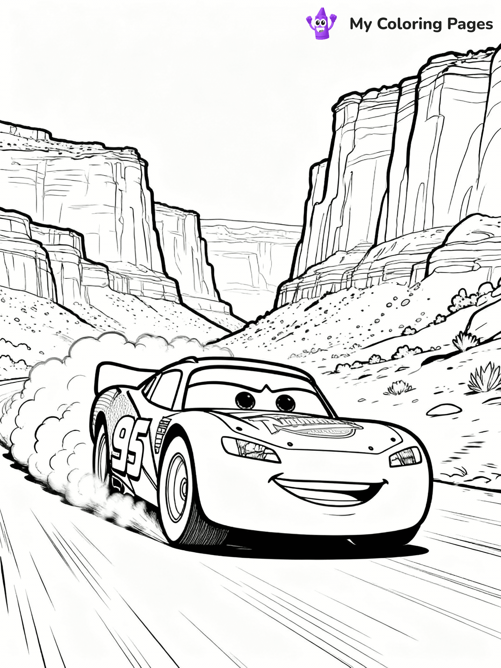 ⚠️ CRITICAL REQUIREMENT - ABSOLUTE BLACK AND WHITE ONLY ⚠️
This MUST be a BLACK AND WHITE line drawing ONLY. NO COLORS whatsoever.
- ONLY pure black lines (#000000) on pure white background (#FFFFFF)
- ABSOLUTELY NO colors, NO shading, NO gradients, NO grayscale
- If there are ANY colors in the output, the image is REJECTED
- This is a COLORING PAGE - meant to be COLORED IN by children
- The output must be UNCOLORED line art ready for coloring
⚠️ SUBJECT TO DRAW: Lightning McQueen racing through desert canyons in Pixar animation style, dust trailing behind vibrant red chassis today
(REMEMBER: Output must be BLACK AND WHITE line art only, NOT colored!)
# COLORING PAGE: BLACK OUTLINES ONLY - WHITE BACKGROUND MANDATORY
Create a **coloring book page** using EXACTLY two values: black lines, white space.
## NON-NEGOTIABLE BINARY RULES
- **ONLY #000000 (black) and #FFFFFF (white)** - NO other values exist
- **EVERY PIXEL = BLACK OR WHITE** - no gray/shading/antialiasing
- **WHITE BACKGROUND MANDATORY** - entire canvas stays white
- **ALL SHAPES HOLLOW** - everything is empty outlines waiting to be colored
- **FORBIDDEN:** fills, shading, gradients, patterns, textures, colors
- **NO SOLID REGIONS** - if it's not a thin line, it's wrong
## Universal Line Standards
- Black outlines ONLY - thin, uniform weight
- Every shape completely empty inside
- Closed contours suitable for coloring
- Simple flat illustration - zero depth/3D/realism
- **Style:** Whimsical Doodle Art Alley - rounded, friendly outlines (unless specified)
## Everything = Outline Only
- Characters/animals: hollow shapes
- Objects/clothing: empty contours
- Backgrounds/scenery: line work only
- Natural elements: outlined forms
- Dark/night areas: don't exist (use outlined symbols)
- Textures/patterns: convert to simple lines
## The Test
Can a child color EVERY white space with crayons? If any area is pre-filled/shaded/gray or colored in, it FAILS. Every shape must be waiting to receive color.
**FINAL OUTPUT**: Binary coloring page. Black lines define shapes. White spaces ready for coloring. Nothing else exists. No exceptions. Print-ready.
⚠️ FINAL REMINDER: Draw the subject "Lightning McQueen racing through desert canyons in Pixar animation style, dust trailing behind vibrant red chassis today" as BLACK AND WHITE line art. Zero colors in output.